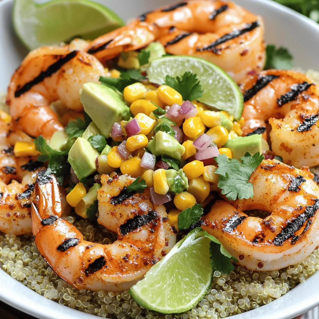 To create the Grilled Shrimp Bowl with Avocado and Corn Salsa, you will need the following ingredients: