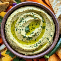 - 1 can (15 oz) chickpeas - 2 tablespoons tahini - 2 tablespoons olive oil - 2 tablespoons lemon juice - 1 garlic clove, minced - 1 teaspoon ground cumin - Salt, to taste - Fresh herbs (parsley and cilantro) Tahini adds a rich taste, but if you can't find it, use sunflower seed butter. You can also skip it altogether for a lighter dip. Fresh herbs like parsley and cilantro give great flavor. If you have dried herbs, use half the amount. For oils, feel free to use avocado oil or grapeseed oil instead of olive oil. This easy hummus recipe lets you be creative. You can mix and match ingredients based on what you have. You can find the full recipe above to guide you through. - Drain and rinse chickpeas: First, open the can of chickpeas. Pour them into a strainer. Rinse them under cold water. This helps remove extra salt and makes the hummus smoother. - Measure out tahini, olive oil, and lemon juice: Use a measuring spoon for the tahini, olive oil, and lemon juice. Two tablespoons of each will give great flavor. - Step-by-step blending process in a food processor: Add the drained chickpeas, tahini, olive oil, lemon juice, minced garlic, ground cumin, and salt into the food processor. - Tips for achieving the perfect consistency: Blend until smooth. Stop to scrape the sides of the bowl if needed. To make it creamier, add water one tablespoon at a time. This helps you control the thickness. - Incorporating herbs: Once blended, add the chopped parsley and cilantro. Pulse the food processor just a few times. This mixes in the herbs without fully blending them. - Adjusting flavor with salt and lemon: Taste your hummus. If it needs more flavor, add more salt or lemon juice. Adjust until it is just right. Now, you have a delicious, creamy hummus ready to enjoy! For the full recipe, check out the details above. To make hummus creamy, add water slowly. This step matters. Start with a tablespoon of water. Blend and check the texture. If it’s too thick, add more water. Keep blending until smooth. Reducing blending time also helps. Blend just enough to mix ingredients. Over-blending can make it too runny. To spice up your hummus, try adding spices. Ground cumin gives a warm flavor. You can also add smoked paprika for a smoky twist. Garlic is a must. You can use raw garlic for a strong taste. For a softer flavor, roast the garlic first. You can even blend in roasted veggies like red peppers for a unique taste. Garnishing makes your hummus look great. Sprinkle chopped parsley or paprika on top. A drizzle of olive oil adds shine and flavor. Serve your hummus with fresh dippers. Pita bread, veggie sticks, and crackers are perfect choices. Arrange them on a colorful platter. This way, your hummus becomes the star of the snack table. Check out the Full Recipe for a complete guide to delicious hummus! {{image_2}} You can easily change up your hummus for fun. Roasted red pepper hummus adds a sweet and smoky taste. Just blend in a jar of roasted red peppers with your basic hummus mix. It’s simple and adds great flavor. If you like spice, try a spicy hummus option. Add a pinch of cayenne pepper or some diced jalapeños. This gives the dip a nice kick. You can even use harissa, a North African chili paste, for a more complex heat. Making hummus that fits dietary needs is easy. For a vegan version, stick to the basic recipe. All the ingredients are plant-based. Use a good quality tahini and olive oil for the best taste. If you want nut-free hummus, there's no problem. Tahini is made from sesame seeds, not nuts. Just skip any nuts in your dippers, like pita chips. Fresh veggies or crackers work great! Adding global spices can take your hummus to the next level. Try mixing in cumin or smoked paprika for a warm, earthy flavor. You can also add za'atar, a Middle Eastern spice blend, for a unique twist. Mediterranean and Middle Eastern styles can differ. Mediterranean hummus often includes lemon and garlic. In contrast, Middle Eastern versions might use more tahini and spices. Both are tasty, and you can mix styles for something new. For the full recipe, check out the Creamy Herb-Infused Hummus section. To keep your hummus fresh, store it in the fridge. Use an airtight container. This helps keep the flavors strong and the texture smooth. You can also cover the top with a thin layer of olive oil. This adds flavor and keeps the air out. Leftover hummus should last about five days in the fridge. You can freeze hummus if you have extra. To freeze, put it in a freezer-safe container. Leave some space at the top, as it may expand. You can freeze it for about three months. When ready to eat, take it out and let it thaw in the fridge overnight. Stir well before serving. Hummus can go bad, so it's important to know the signs. If it smells sour or has a strange color, it might be spoiled. Check for mold or any separation in the texture. If you notice any of these signs, it’s best to throw it away. Homemade hummus has a shorter shelf life than store-bought. Always trust your senses! Homemade hummus stays fresh in the fridge for about five to seven days. Keep it in an airtight container. This keeps moisture out and helps it last. If you want to freeze hummus, it can stay good for up to three months. Just make sure to use a freezer-safe container. When ready to eat, thaw it in the fridge overnight. Yes, you can use dried chickpeas instead of canned. First, soak about one cup of dried chickpeas overnight. This helps them soften. The next day, drain and rinse them. Then, cook the chickpeas in boiling water for about 1 to 1.5 hours until they're tender. You may need to adjust the amount of water in the recipe. Dried chickpeas can make your hummus richer in flavor. Hummus pairs well with many foods. Pita bread, fresh veggies, and crispy crackers are the best. You can also try it with chips or spread it on sandwiches. For a fun twist, serve hummus with sliced apples or pears. Kids love it this way! Get creative and try different foods to dip. You now have all the tools to make great hummus. We covered essential and optional ingredients, step-by-step blending, and tips for creamy texture. Don't forget to try variations and know how to store leftovers. Hummus is easy to make and fun to customize. Explore flavors and enjoy your time in the kitchen. Healthy snacks await you with this tasty dip!
