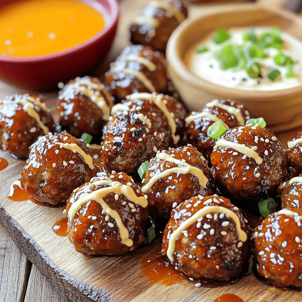 To make the meatballs, you need: - 1 pound ground beef (or ground chicken for a lighter option) - 1/4 cup breadcrumbs - 1/4 cup green onions, finely chopped - 2 cloves garlic, minced - 1 tablespoon ginger, grated - 1 tablespoon soy sauce - 1 tablespoon sesame oil - 1 tablespoon brown sugar - 1 teaspoon gochujang (Korean red chili paste) - 1/2 teaspoon black pepper - 1/2 tablespoon sesame seeds (for garnish)
