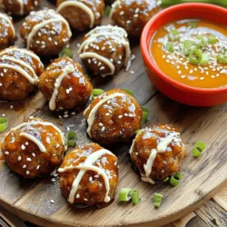 To make the meatballs, you need: - 1 pound ground beef (or ground chicken for a lighter option) - 1/4 cup breadcrumbs - 1/4 cup green onions, finely chopped - 2 cloves garlic, minced - 1 tablespoon ginger, grated - 1 tablespoon soy sauce - 1 tablespoon sesame oil - 1 tablespoon brown sugar - 1 teaspoon gochujang (Korean red chili paste) - 1/2 teaspoon black pepper - 1/2 tablespoon sesame seeds (for garnish)