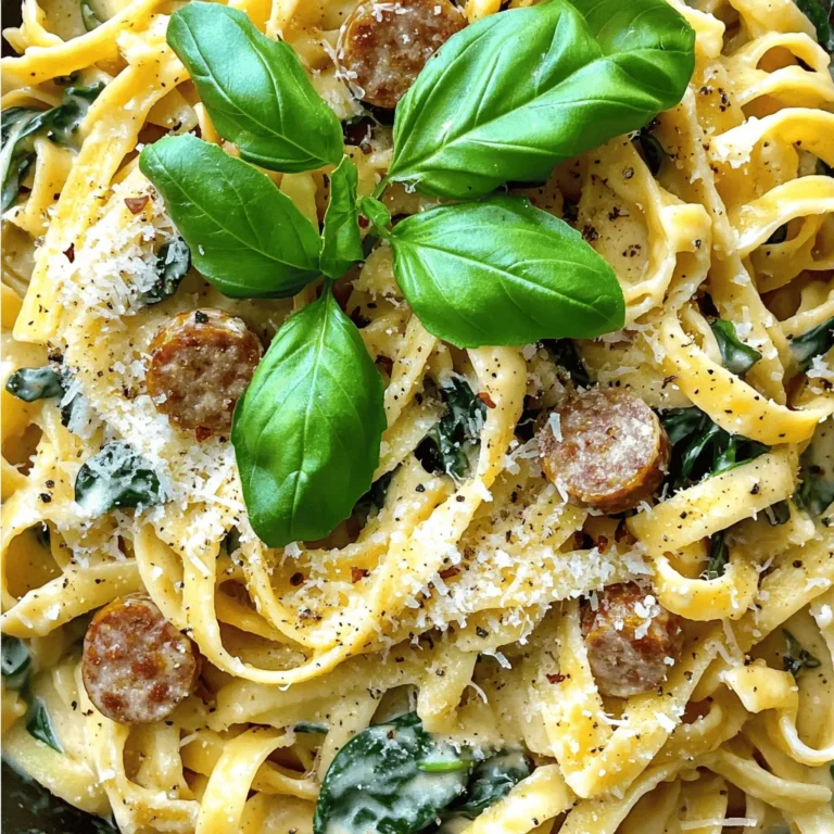 - 12 oz fettuccine pasta - 1 lb Italian sausage (mild or spicy) - 3 tablespoons olive oil