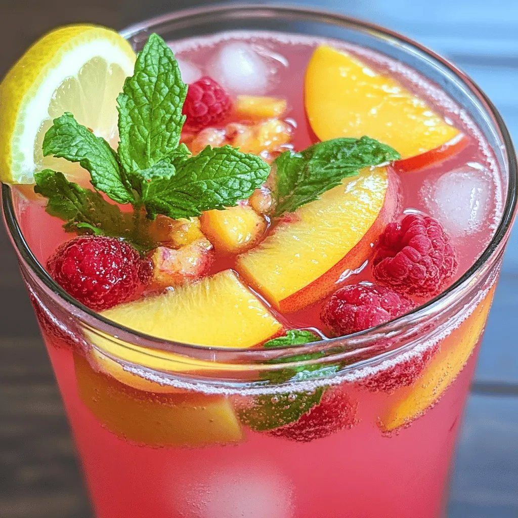 - Fresh raspberries - Ripe peaches - Fresh lemons