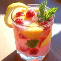- Fresh raspberries - Ripe peaches - Fresh lemons