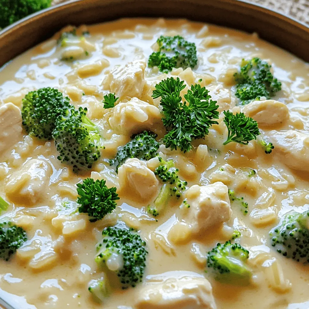 - 2 cups of chicken breast, diced - 1 cup of long-grain rice - 4 cups of chicken broth - 1 cup of heavy cream - 1 cup of broccoli florets (fresh or frozen) - 1 medium onion, finely chopped - 2 cloves garlic, minced - 1 teaspoon dried thyme - 1 teaspoon paprika - 2 tablespoons olive oil - Salt and pepper to taste - Fresh parsley, chopped (for garnish)