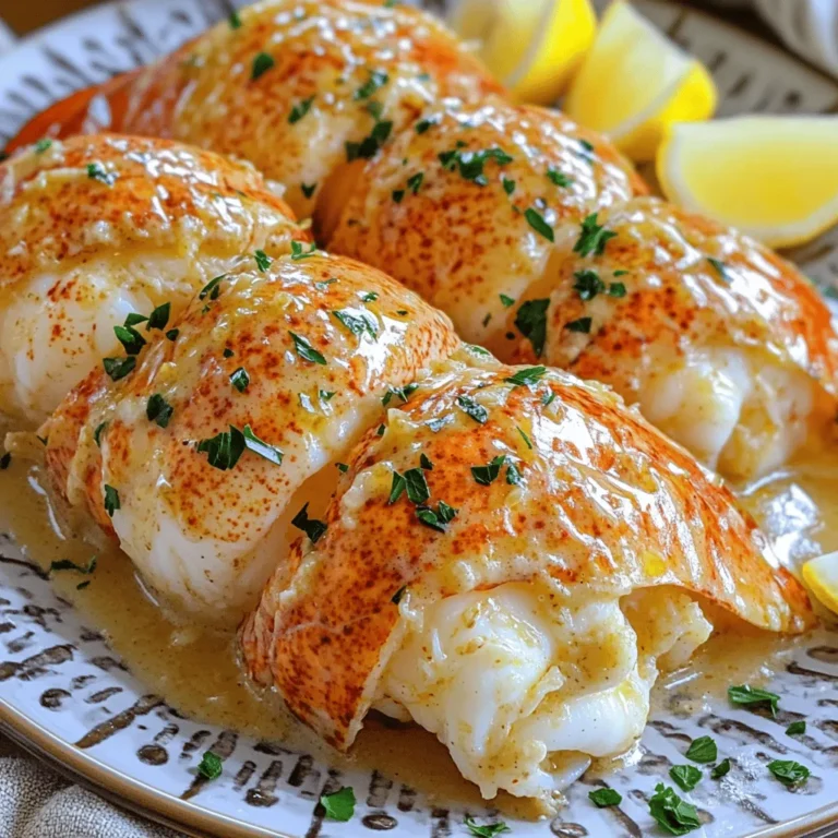 - 4 lobster tails - 4 tablespoons unsalted butter - 4 cloves garlic, minced - 1/2 cup heavy cream