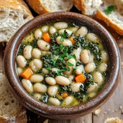 - White beans (cannellini or great northern) - Fresh vegetables (onion, garlic, carrots, celery, kale) - Herbs and spices (thyme, rosemary) - Additional ingredients (vegetable broth, diced tomatoes, olive oil, salt, and pepper) In making Tuscan White Bean Soup Delight, you need a mix of simple yet flavorful ingredients. The star of this dish is the white beans. I love using either cannellini or great northern beans. They add creaminess and richness to the soup. You want them drained and rinsed to ensure they blend well with other flavors. Next, gather fresh vegetables. You will need one medium onion and two cloves of garlic to give depth. The sweetness of two medium carrots and two celery stalks adds crunch and nutrition. I always add a cup of chopped kale for extra greens and color, too. Now, let’s talk about herbs. Dried thyme and rosemary will bring out the rustic Tuscan flavors. Using just one teaspoon of each gives the soup a lovely aroma and taste without being too strong. For the base of the soup, you will need six cups of vegetable broth. This adds a savory note. One cup of diced tomatoes, either canned or fresh, will add a nice tang. Finally, drizzle in three tablespoons of olive oil, and season with salt and pepper to taste. This mix of ingredients creates a hearty, warm soup that is perfect for any day. For specifics on how to put it all together, check out the Full Recipe. Preparation Steps 1. Heating the pot and sautéing vegetables Start by heating the olive oil in a large pot over medium heat. Add the diced onion and cook it for about 5 minutes until it turns clear. Then, stir in the minced garlic, diced carrots, and celery. Cook these for 5-7 minutes until they soften. 2. Adding herbs and vegetable broth Next, sprinkle in the dried thyme and rosemary. Stir them in for about 1 minute to release their flavor. Then, pour in the vegetable broth and bring the mix to a gentle boil. 3. Incorporating beans and tomatoes Once it boils, add the diced tomatoes and white beans to the pot. Reduce the heat to a simmer. Let the soup cook for about 20-25 minutes. This time allows the flavors to blend perfectly, making each bite tasty. 4. Final steps for adding kale and seasoning Just before you are ready to serve, stir in the chopped kale. Let it wilt for 2-3 minutes. Finally, season the soup with salt and pepper to taste. Serve hot, garnished with fresh parsley. For an extra treat, add some crusty bread on the side. Enjoy your Tuscan White Bean Soup Delight! For the complete details, check the Full Recipe. To make your soup burst with flavor, use fresh herbs. Thyme and rosemary are key. Add them early in the cooking process. This way, you get the full taste of the herbs. Let them mingle with the other ingredients. For the best texture, use quality beans. Canned beans work well, but rinse them first. This removes extra salt and helps with flavor. Cook your vegetables just until tender. This keeps them from becoming mushy in the soup. When serving, think about presentation. Ladle the soup into bowls and top it with parsley. This adds a pop of color. Serve with crusty bread on the side for dipping. It makes for a complete meal. You can find the full recipe to guide you through the process. {{image_2}} When making Tuscan White Bean Soup Delight, you can mix it up in fun ways. - Adding protein options: You can add cooked sausage or chicken for extra flavor. Just brown the meat in the pot before adding the veggies. This adds a hearty touch. - Vegetarian or vegan adaptations: To keep it plant-based, skip any meat. You can add mushrooms or more beans for protein. Use vegetable broth, and it's still rich and tasty. - Modifying for seasonal vegetables or personal taste preferences: Feel free to swap in seasonal veggies. Try zucchini in summer or butternut squash in fall. You can also add spinach or Swiss chard for extra greens. Adjust the herbs to suit your taste, too. These variations let you enjoy this dish in many ways. Check the Full Recipe for the classic version. To keep your Tuscan white bean soup fresh, store it in the fridge. Use an airtight container. It will last for about 3 to 4 days. Ensure the soup cools fully before sealing it. This helps prevent moisture build-up. For long-term storage, freezing is a great option. Pour the cooled soup into freezer-safe bags. Remove as much air as possible. Make sure to label the bags with the date. The soup can stay fresh in the freezer for up to 3 months. When you want to enjoy the soup again, thaw it overnight in the fridge. Reheat it on the stove over low heat. Stir often to keep it from sticking. If the soup looks thick, add a splash of broth or water to thin it out. This keeps the flavor and texture just right. By following these storage tips, you can enjoy Tuscan white bean soup whenever you crave it. For the full recipe, check out the provided details and enjoy the hearty dish! What can I substitute for white beans? You can use chickpeas or lentils. They both add great flavor and texture. White beans are creamy, but these options work well. How can I make this soup spicier? Add red pepper flakes or diced jalapeños. You can also use spicy sausage. Start with a little, then taste and adjust as needed. Can I use fresh tomatoes instead of canned? Yes, fresh tomatoes are a good choice! Use about 2-3 medium tomatoes. Peel and chop them before adding to the soup. Is Tuscan White Bean Soup gluten-free? Yes, this soup is gluten-free! Just make sure your vegetable broth is gluten-free too. It's a healthy choice for everyone. For the full recipe, check out the details provided earlier in the article. Tuscan White Bean Soup is a simple, tasty dish packed with healthy ingredients. I shared key steps to make it from fresh veggies and herbs to creamy beans. You learned tips to boost flavor and texture, along with variations to match your diet. Proper storage tips ensure your soup stays fresh longer. Embrace this easy recipe for a comforting meal anytime. Enjoy each spoonful, knowing it's nutritious and delicious!