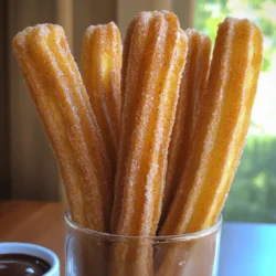 Cinnamon sugar churros are simple to make and need just a few key ingredients. Here’s what you will need: - 1 cup water - 1/2 cup unsalted butter - 1 tablespoon sugar - 1/4 teaspoon salt - 1 cup all-purpose flour - 2 large eggs - 1 teaspoon vanilla extract - Vegetable oil (for frying) - 1/2 cup sugar (for coating) - 1 tablespoon ground cinnamon These ingredients work together to create a rich and tasty treat. The water and butter form a smooth dough. The sugar adds sweetness, while the salt enhances the flavor. All-purpose flour gives the churros their perfect texture. The eggs help bind the dough and add richness. Vanilla extract adds a nice flavor. The vegetable oil is for frying, giving the churros their crispy outside. Finally, the cinnamon sugar coating gives that classic churro taste. For the full recipe, you can refer to the recipe section above. Now that you have the ingredients ready, let's move on to making these delicious treats! First, grab a medium saucepan. Combine 1 cup of water, 1/2 cup of unsalted butter, 1 tablespoon of sugar, and 1/4 teaspoon of salt. Turn the heat to medium. Stir as the butter melts. Once it boils, remove from heat. Now, add 1 cup of all-purpose flour to the mixture. Stir until it forms a ball. Let it cool for about 5 minutes. Next, add 2 large eggs one at a time. Mix well each time before adding the next egg. This helps make the dough smooth. Then, blend in 1 teaspoon of vanilla extract. This adds a nice flavor to your churros. Now, heat vegetable oil in a deep pan or fryer. Aim for 375°F (190°C). This is the perfect temperature for frying. Take your churro dough and transfer it to a piping bag with a star-shaped nozzle. Pipe 4 to 6-inch strips of dough into the hot oil, cutting them off with scissors. Fry until golden brown, about 2-3 minutes on each side. Once done, remove the churros and drain them on paper towels. While they are still warm, coat them in a mix of 1/2 cup sugar and 1 tablespoon ground cinnamon. This will give your churros that classic sweet and spicy flavor. Enjoy your delicious creation! For the complete process, check out the Full Recipe. To make great churros, start by boiling the mixture correctly. Boil the water, butter, sugar, and salt until the butter melts. This step helps to create a smooth dough. Next, ensure your oil is at the right temperature, around 375°F (190°C). If the oil is too cold, your churros will soak up oil and become greasy. If it's too hot, they may burn before cooking through. Use a thermometer for accuracy. Coating churros in cinnamon sugar is simple and fun. Mix sugar and cinnamon in a shallow dish. While the churros are still warm, roll them in the mixture. This gives them a sweet, crunchy exterior. For a creative presentation, arrange the churros in a tall glass or a basket. You can sprinkle extra cinnamon sugar on top for flair. Serve with a warm chocolate dipping sauce for a treat that everyone will love. Want more ideas? Check out the Full Recipe for extra tips! {{image_2}} You can make your churros even more special. Try drizzling melted chocolate or caramel on top. This adds a rich, sweet layer that makes each bite more exciting. You can also play with spices. A hint of nutmeg or a dash of cayenne pepper can give your churros a unique twist. These flavors blend well with the warm cinnamon sugar coating. Churros taste great with different sauces. A creamy chocolate sauce is always a hit. It pairs well with the cinnamon sugar. If you want something fresh and different, try a spicy fruit salsa. The sweetness of the fruit with a bit of heat creates an exciting contrast. Both options elevate your churro experience. For the full recipe, check out the detailed instructions above. To store leftover churros, let them cool first. Place them in an airtight container. You can keep them at room temperature for one day. For longer storage, put them in the fridge. Churros can last up to three days in the fridge. When reheating, the goal is to keep them crispy. Preheat your oven to 350°F (175°C). Place the churros on a baking sheet. Heat them for about 5-10 minutes. This keeps them from getting soggy. Avoid using the microwave, as it makes them soft and chewy. You can freeze churro dough or cooked churros. To freeze dough, wrap it tightly in plastic wrap. Place it in a freezer bag and remove as much air as possible. Dough can be frozen for up to three months. For cooked churros, let them cool. Then, place them in a single layer on a baking sheet. Freeze them for about one hour. Once frozen, transfer them to a freezer bag. They can last up to three months in the freezer. To thaw, move the churros to the fridge overnight. For reheating, use the oven at 350°F (175°C) for 10-15 minutes. This method keeps them crispy and delicious. Enjoy your churros as if they were just made! How long do churros stay fresh? Churros taste best when fresh. They stay good for about one day at room temperature. If you keep them in a sealed bag, they can last up to two days. However, they may lose some crunch. Can I bake churros instead of frying? Yes, you can bake churros! Preheat your oven to 400°F (200°C). Pipe the dough onto a baking sheet lined with parchment paper. Bake for 20-25 minutes until golden. They won’t be as crispy as fried ones, but they will still be tasty. What's the best way to keep churros crispy? To keep churros crispy, store them in an open container. Avoid sealing them in a bag. Reheat them in an oven at 350°F (175°C) for a few minutes to restore the crunch. Can I use whole wheat flour for churros? You can use whole wheat flour for churros, but the texture will change. The churros may be denser and less airy. Use a mix of all-purpose and whole wheat for a better balance. What size piping nozzle is best for churros? A star-shaped piping nozzle works best for churros. A 1/2-inch or 1-inch opening gives the right shape. This creates the classic ridged look and helps them cook evenly. Where did churros originate? Churros likely originated in Spain. They are a popular treat in many Spanish-speaking countries. They are often enjoyed for breakfast or as a snack. Are churros served in different ways globally? Yes! In Mexico, churros are often served with chocolate sauce. In Spain, they might be dipped in thick hot chocolate. Every country adds its twist, making churros a truly global treat. Making churros involves simple ingredients and easy steps. We boiled water, butter, sugar, and salt. Then we mixed in the flour and eggs to create dough. Frying them at the right temperature gives churros their crispiness. With tips on serving and storage, you can enjoy churros fresh or later. Don't forget to try different flavors and dips. Churros are fun treats, and you can make them your own. Now, gather your ingredients and start frying your delicious churros. Enjoy every bite!
