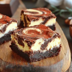 - 1/2 cup unsalted butter - 1 cup granulated sugar - 2 large eggs - 1 teaspoon vanilla extract - 1/3 cup unsweetened cocoa powder - 1/2 cup all-purpose flour - 1/4 teaspoon salt - 1/4 teaspoon baking powder Brownies need rich flavors and a soft texture. The butter adds creaminess. Sugar gives sweetness. Eggs bind the mix. Vanilla brings warmth. Cocoa adds that deep chocolate taste. Flour helps hold it all together. Salt and baking powder balance flavors and give lift. - 8 oz cream cheese, softened - 1/4 cup granulated sugar - 1 large egg - 1 teaspoon vanilla extract - 1 tablespoon all-purpose flour The cheesecake layer needs cream cheese for creaminess. Sugar sweetens it up. One egg helps set the mix. Vanilla adds a nice aroma. A bit of flour makes it smooth. Together, these create a luscious layer that pairs well with brownies. You need simple tools to make these treats. Here’s what I use: - Medium saucepan - Mixing bowls - Whisk - Rubber spatula - 8x8 inch baking pan - Parchment paper - Knife for swirling Having the right equipment makes the process easy. A good whisk helps mix well. A rubber spatula scrapes every bit from the bowl. Parchment paper ensures easy removal. This way, you enjoy beautiful slices of cheesecake brownies. For the full recipe, check out the details above. First, preheat your oven to 350°F (175°C). This step is key for baking. Grease an 8x8 inch pan and line it with parchment paper. This makes for easy removal later. Next, melt 1/2 cup of unsalted butter in a medium saucepan over low heat. Once the butter melts, take it off the heat. Stir in 1 cup of granulated sugar until mixed well. Then, add 2 large eggs and 1 teaspoon of vanilla extract. Mix everything until it looks smooth. Sift in 1/3 cup cocoa powder, 1/2 cup flour, 1/4 teaspoon salt, and 1/4 teaspoon baking powder. Stir until you see no dry ingredients left. Don't overmix; just combine gently. In a separate bowl, beat 8 oz of softened cream cheese until smooth. Add 1/4 cup of sugar, 1 large egg, 1 teaspoon of vanilla, and 1 tablespoon of flour. Mix until creamy and well blended. This layer is what makes the brownies rich and tasty. Pour half of the brownie batter into your prepared pan and spread it evenly. Next, pour all of the cheesecake mixture over this layer. Finally, dollop the rest of the brownie batter on top. Use a knife to swirl the two layers together, creating a marbled effect. This step adds beauty and flavor. Now, bake your creation in the preheated oven for 25-30 minutes. To check if they are done, insert a toothpick into the center. It should come out slightly damp, not wet. Once done, cool the brownies in the pan for 15 minutes. Then transfer them to a wire rack to cool completely. For the full recipe, check out the detailed instructions. To get that perfect brownie texture, use the right amount of butter. I recommend 1/2 cup of unsalted butter. Melt it slowly over low heat. This method keeps the brownies moist and rich. Mix in the sugar while the butter is still warm. This step helps to dissolve the sugar better. Make sure you stir just until the ingredients blend. Over-mixing can lead to tough brownies. For a smooth cheesecake layer, use room temperature cream cheese. Cold cream cheese will not mix well. Beat it until it’s creamy before adding the sugar and other ingredients. This helps avoid lumps. When you mix in the sugar, do it slowly. This technique ensures a silky texture. Avoid overmixing once the eggs are added. Just blend until it’s smooth. When it's time to swirl, don’t rush! Pour half of the brownie batter into the pan first. Then spread the cheesecake mixture on top. Dollop the remaining brownie batter on the cheesecake layer. Use a knife to gently swirl the two mixtures together. Try to create a marbled effect without mixing them completely. This gives you the best look and flavor. For the best results, use a gentle hand. {{image_2}} You can make cheesecake brownies even better by adding flavors. Try mint for a fresh taste. Just add a few drops of mint extract to the cheesecake mix. Peanut butter is another great choice. Mix in half a cup of creamy peanut butter into the cheesecake layer. This gives a rich, nutty flavor. Coffee is also delicious. Stir in a tablespoon of instant coffee granules into the brownie batter. This will deepen the chocolate flavor. If you want a gluten-free treat, swap out the all-purpose flour. Use a gluten-free blend instead. Many blends work well in baking. Look for one that has a mix of rice flour and starches. You can also use almond flour for a nutty taste. Both options give you tasty brownies without gluten. Just make sure to check all other ingredients for gluten. Creating swirls makes your brownies look beautiful. After you pour the layers, use a knife to swirl them together. Begin at one corner and move in a zigzag motion. This will mix the brownie and cheesecake layers. Be careful not to mix too much. You want to see both layers. Another fun technique is to create a heart shape. Just draw a heart with your knife before baking. This adds a special touch to your dessert. For the full recipe, check the details above. To keep your cheesecake brownies fresh, follow these steps. First, let them cool completely. Once cooled, cut them into squares. Place them in an airtight container. This helps keep the brownies moist. You can store them at room temperature for up to three days. If you want to keep them longer, store them in the fridge for about a week. Freezing cheesecake brownies is a great way to save them. Wrap each square tightly in plastic wrap. Then, place them in a freezer-safe container. Label the container with the date. You can freeze them for up to three months. When you're ready to enjoy them, simply move them to the fridge overnight to thaw. Reheating cheesecake brownies is easy. If they are cold, warm them in the microwave for about 10-15 seconds. This will make them soft and gooey again. You can also heat them in an oven at 350°F (175°C) for about 5-10 minutes. Check frequently to avoid overheating. Enjoy your delicious cheesecake brownies warm! You can check if the brownies are done by using a toothpick. Insert it into the center of the brownies. If it comes out slightly damp but not wet, they are ready. This means they are cooked well. If it comes out clean, the brownies may be overbaked. Keep a close eye on the time. They usually bake for 25 to 30 minutes. Yes, you can use other cheeses, but cream cheese gives the best taste. Mascarpone can be a nice swap too. It adds a rich flavor and creamy texture. Just remember that each cheese has its own taste. This can change the final flavor of your cheesecake layer. 1. Overmixing: Mix your batter just until combined. Overmixing can make brownies tough. 2. Incorrect Oven Temp: Always preheat your oven. This helps bake evenly. 3. Not Cooling Enough: Let brownies cool before slicing. This helps them set properly. 4. Skipping the Swirl: Swirling the batter makes a beautiful pattern. Don’t skip this step! Leftover brownies can last for about 3 to 5 days at room temperature. Store them in an airtight container. If you want them to last longer, you can freeze them. Just wrap them well in plastic wrap and foil. They can last up to 3 months in the freezer. When you are ready, just thaw them in the fridge. In this guide, I shared how to make delicious cheesecake brownies. We covered ingredients, step-by-step instructions, and tips for great results. I also highlighted variations for extra flavor and explained storage methods. Try these techniques to impress friends and family. By following these steps, you’ll create a treat that everyone will love. Enjoy baking and make these cheesecake brownies your own!