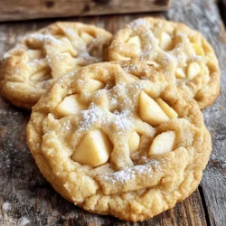 - 2 cups all-purpose flour - 1/2 cup granulated sugar - 1/2 cup brown sugar, packed - 1/2 cup unsalted butter, softened - 1 teaspoon baking powder - 1/2 teaspoon baking soda - 1/2 teaspoon ground cinnamon - 1/2 teaspoon ground nutmeg - 1/4 teaspoon salt - 2 cups diced apples (Granny Smith or Honeycrisp recommended) - 1 tablespoon lemon juice - 1/4 cup raisins (optional) - 1 tablespoon cornstarch The ingredients for perfect apple pie cookies are simple yet full of flavor. The mix of all-purpose flour, sugars, and softened butter creates a rich dough. The balance of baking powder and baking soda helps the cookies rise, making them light and fluffy. For flavor, I like to use ground cinnamon and nutmeg. These spices give warmth to each bite. The salt enhances the sweetness, making the cookies even better. The star of the show? The apples! I prefer Granny Smith or Honeycrisp for their tartness. Tossing them with lemon juice keeps them fresh and bright. If you want to add a chewy texture, include raisins. The cornstarch helps thicken the filling, making each cookie a delightful surprise. You can find the full recipe in the article. Just gather these ingredients and get ready for a treat! - Preheat your oven to 350°F (175°C). - Prepare a baking sheet with parchment paper. This helps the cookies not stick. - In a large bowl, combine the dry ingredients: flour, sugars, baking powder, baking soda, salt, cinnamon, and nutmeg. Whisk until everything is mixed well. - In a separate bowl, cream the softened butter until it is smooth. - Add an egg and vanilla extract to the butter. Mix until everything is well combined. - Gradually add the dry ingredients to the wet mixture. Mix until a dough forms. Don’t overmix! - Toss the diced apples with lemon juice, raisins, and cornstarch in a small bowl. This keeps the filling thick and tasty. - Take a tablespoon of dough. Flatten it in your palm. Place a teaspoon of the apple mixture in the center. Fold the dough over the filling and pinch the edges to seal it. - Repeat this step until you use all the dough and filling. - Place the cookies on the prepared baking sheet. Leave space between each cookie. - Brush the tops with milk for a nice golden finish. - Bake in the oven for 15-20 minutes. Look for a golden brown color. - Once baked, cool the cookies on a wire rack for 10 minutes. Enjoy your perfect apple pie cookies! For the full recipe, check out the complete instructions above. To get the best texture, avoid overmixing the dough. This helps keep your cookies light and flaky. Mix just until the ingredients blend. Also, ensure your butter is just softened, not melted. Soft butter helps to create a tender cookie. For a richer taste, use freshly ground spices. Fresh spices have more flavor and make a big difference. You can also experiment with different apple varieties. Each type of apple brings its own texture and taste. For a firmer bite, try Granny Smith, and for sweetness, go for Honeycrisp. Dust your cookies with powdered sugar before serving. This adds a lovely touch and makes them look fancy. Serve the cookies warm for the best experience. Warm cookies bring out all the flavors and make your home smell amazing. For the full recipe, check out the details above! {{image_2}} You can change the flavor of your apple pie cookies easily. - Add nuts like walnuts or pecans for crunch. - Include caramel or butterscotch chips for extra sweetness. These additions give a fun twist. They can make each bite unique. You can mix and match to find your favorite combo. Want to make these cookies fit your diet? Here are some ideas: - Substitute gluten-free flour for a gluten-free option. - Replace sugars with organic or alternative sweeteners. These changes help you enjoy the cookies while sticking to your needs. You can savor the taste without worry. Don’t feel stuck with just apples! You can use other fruits too. - Try pears or peaches for a different flavor. - Make a savory version with cheese and herbs. This way, you can create a variety of cookies. Each one can be a new surprise! Explore these options to keep things fun in the kitchen. For the full recipe, check the earlier section. To keep your perfect apple pie cookies fresh, store them in an airtight container. They will stay tasty at room temperature for up to 3 days. This way, you can enjoy them anytime during the week! If you want to save cookies for later, freeze them. You can keep them in the freezer for up to 3 months. Just lay them flat in a freezer-safe bag or container. When you're ready to eat, thaw the cookies at room temperature. They will taste just as good! Sometimes, you may want a warm cookie. You can warm them in the microwave for a few seconds. For a crispier texture, reheat them in the oven. Just a few minutes will bring back that fresh-baked feel. Enjoy your cookies warm! Yes, wrap and refrigerate the dough for up to 24 hours. This makes it easy for you to plan your baking. Just remember to let it sit at room temperature for a few minutes before rolling it out. Granny Smith and Honeycrisp are preferred for balance in sweetness and tartness. These apples hold their shape well when baked. Their flavors blend perfectly with the spices in the cookies. Yes, experimenting with allspice or cloves can add unique flavors. You can adjust the spices based on your taste. A hint of nutmeg or ginger also works well for extra depth. Look for a golden brown color and a firm texture when lightly pressed. The edges should be set while the center remains slightly soft. This ensures a nice chewy cookie inside. In this blog post, we covered the key ingredients and steps for making delicious apple pie cookies. We discussed tips to enhance flavor and texture, plus creative variations to try. Remember, choosing the right apples is crucial for the best taste. Whether you prefer classic flavors or want to experiment, these cookies are bound to impress. With a few easy tricks, you can create treats that are warm and inviting. Now, gather your ingredients and enjoy baking these delightful cookies!