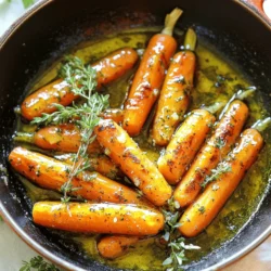 - 1 pound baby carrots, peeled - 3 tablespoons unsalted butter - 2 tablespoons honey - 2 cloves garlic, minced - 1 tablespoon fresh thyme leaves (or 1 teaspoon dried thyme) - Salt and pepper to taste - Fresh parsley, chopped (for garnish) - Alternative seasonings (ginger, chili flakes) - Different types of carrots (regular, rainbow) In this dish, the baby carrots bring a sweet crunch. You can use regular carrots too, but baby carrots cook faster. The butter gives a rich flavor, while honey adds a sweet touch. Garlic gives it a nice kick, and thyme adds a fresh taste. You can also switch things up! Try adding ginger for warmth or chili flakes for heat. Using rainbow carrots can make your dish look bright and fun. These choices keep the dish exciting while still being simple. For the best taste, always use fresh ingredients. The fresh parsley at the end makes the dish pop with color. You will love how easy it is to make these honey garlic butter carrots. Check out the Full Recipe for all the steps and details! - Rinse and peel carrots. Use fresh baby carrots for the best taste. - Pat dry with a paper towel. This helps the butter mix well. - Melt butter in a skillet over medium heat. Let it bubble gently for flavor. - Stir in honey and garlic. Cook for about 1 minute until fragrant. - Add carrots and seasonings. Toss them gently in the honey garlic butter. - Sauté until tender and caramelized, about 8-10 minutes. Keep stirring. These steps make the carrots sweet and savory. You’ll love the mix of honey and garlic. For the full recipe, check the earlier section. - Use fresh garlic for the best flavor. Fresh garlic gives a strong taste that enhances the dish. You can crush or mince it for even more flavor. - Choose baby carrots for quicker cooking. Baby carrots cook faster and stay sweet. They also look nice on the plate. - How to adjust for different carrot sizes. If you use larger carrots, cut them into smaller pieces. This helps them cook evenly and faster. Aim for pieces about the same size as baby carrots. - Cooking time for crunchier or softer carrots. For crunchier carrots, cook for about 6-8 minutes. For softer carrots, you can cook for 10-12 minutes. Keep an eye on them to get your desired texture. - Best ways to garnish and present the dish. Sprinkle fresh parsley on top for a pop of color. You can also add a little thyme for a nice look and taste. - Serving suggestions for other dishes. These carrots pair well with grilled chicken or fish. You can serve them with rice or quinoa for a full meal. For a special touch, serve them on a nice platter. Check out the Full Recipe to create this dish! {{image_2}} You can change the taste of honey garlic butter carrots with herbs. Adding fresh rosemary gives a nice woodsy note. You can also try dill for a bright, fresh flavor. Another great twist is to incorporate citrus. Squeeze some lemon or orange juice over the dish for a zesty kick. This brightens the dish and adds a wonderful aroma. Want to cut calories? You can reduce butter and honey for a lighter dish. This still keeps the flavor but makes it healthier. If you follow a vegan diet, use olive oil instead of butter. Replace honey with agave syrup for a sweet touch. These swaps keep the dish tasty while fitting your diet. Honey garlic butter carrots pair well with many proteins. Serve them alongside chicken for a comforting meal. They also complement fish nicely, adding sweetness to the savory taste. For special occasions, these carrots shine as a side for holiday meals. They bring color and flavor to your table, making any feast feel festive. You can explore the full recipe for more tips and details on making this dish shine. To store leftover honey garlic butter carrots, place them in an airtight container. Make sure to cool the carrots first before sealing them up. You can keep them in the fridge for 3 to 5 days. This method helps to retain their flavor and texture. The best way to reheat these carrots is to use a skillet. Heat the skillet over medium heat and add a bit of butter or oil. Once warm, add the carrots. Stir them gently until they heat through. This keeps them tender and tasty. You can also use leftovers in other dishes. Try adding them to a salad or mixing them into a stir-fry. Their sweet and savory flavor adds a nice touch to many meals. You can use maple syrup, agave nectar, or brown sugar. Each option adds a unique flavor. Maple syrup gives a rich taste. Agave nectar is milder and lighter. Brown sugar adds a hint of molasses. Adjust the amount based on your taste preference. To add spice, try red pepper flakes or jalapeños. Mixing in a pinch of red pepper flakes gives a nice kick. If you want more heat, chop fresh jalapeños and toss them in. Start with a small amount, then taste. You can always add more spice if needed. Yes, but you must adjust cooking time and texture. Frozen carrots often cook faster. They may also become softer than fresh ones. To keep some crunch, reduce the cooking time. Ensure they are thawed before cooking for even results. This blog post highlighted how to make tasty sautéed carrots with simple ingredients. You learned about the steps to prepare, cook, and serve them well. I shared tips for perfecting your dish and creative variations to fit your taste. Remember, storage and reheating can keep leftovers delicious. With these ideas, you can enjoy this dish anytime. I hope you try it out and discover your favorite way to prepare sautéed carrots. Happy cooking!