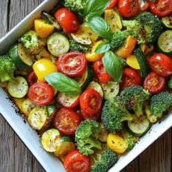 - 1 cup cherry tomatoes, halved - 1 bell pepper (any color), chopped - 1 zucchini, sliced - 1 yellow squash, sliced - 1 red onion, roughly chopped - 2 cups broccoli florets - Seasoning options: garlic powder, onion powder, smoked paprika, salt, black pepper - Fresh basil leaves, for garnish When I create oven roasted vegetables, I love to use a mix of colors and textures. Cherry tomatoes bring a sweet burst. Bell peppers add crunch. Zucchini and yellow squash create tender bites. Red onion gives a slight bite, while broccoli adds a hearty feel. For a vibrant dish, I suggest seasonal veggies. Try asparagus in spring or Brussels sprouts in fall. Fresh herbs like thyme or rosemary brighten your mix. Always pick the freshest produce. Look for bright colors and firm textures. Avoid any signs of wilting or browning. Roasted vegetables pack a punch of nutrition. Broccoli is full of vitamins C and K. Bell peppers are high in antioxidants. Zucchini is low in calories but rich in fiber. This dish is low-calorie and nutrient-rich, perfect for a healthy meal. Each bite is not just tasty, but also good for you. For the full recipe, check out the vibrant oven roasted rainbow vegetables. First, preheat your oven to 425°F (220°C). This temperature helps the vegetables roast perfectly. Next, grab a large baking sheet. I like to line it with parchment paper for easy cleanup and to prevent sticking. In a big bowl, combine your chopped vegetables. Use cherry tomatoes, bell pepper, zucchini, yellow squash, red onion, and broccoli. Drizzle three tablespoons of olive oil over the mix. Then, add one teaspoon each of garlic powder, onion powder, and smoked paprika. Sprinkle with salt and pepper to taste. Toss everything gently, so the oil and seasonings coat the veggies evenly. Spread the seasoned vegetables in one single layer on your baking sheet. This allows them to roast nicely. Roast them in the preheated oven for about 25 to 30 minutes. Don’t forget to stir them halfway through cooking! You’ll know they are done when they are tender and slightly caramelized. Once they’re ready, take them out and let them cool for a few minutes. Garnish with fresh basil leaves before serving. For the full recipe, check out the instructions above! To get the perfect texture in your oven-roasted vegetables, remember two key points: time and temperature. For crispy vegetables, roast them at 425°F for about 25-30 minutes. Stir them halfway to ensure they cook evenly. For tender vegetables, reduce the heat to 400°F and increase the cooking time slightly. Watch out for common mistakes. Do not overcrowd the baking sheet. If vegetables are too close, they will steam instead of roast. Also, avoid cutting them into uneven sizes. This can lead to some pieces being overcooked while others remain raw. To elevate your roasted veggies, try fun seasoning blends. Beyond salt and pepper, mix in herbs like thyme or rosemary. You can also add spices like cumin or chili powder for a kick. Acidity brightens flavors. A splash of lemon juice or balsamic vinegar right after roasting adds depth. Toss your veggies with these ingredients for a fresh taste that pops. Oven-roasted vegetables pair well with many side dishes. Serve them alongside grilled chicken or fish for a balanced meal. They also complement grains like quinoa or rice, making a complete dish. For a heartier option, top roasted vegetables with a protein-rich option, like chickpeas or beans. This adds nutrition and makes your meal even more satisfying. You can find the full recipe for vibrant oven-roasted rainbow vegetables in this article. {{image_2}} You can change the veggies based on what you like or what is fresh. Try seasonal vegetables. They taste better and can be more affordable. In the fall, use root vegetables like carrots, beets, or sweet potatoes. They add sweetness and heartiness. In spring and summer, mix in greens like asparagus or green beans. These add a nice crunch and bright flavor. While oven roasting is a classic, you can use an air fryer too. It cooks faster and gives a crispy finish. Set it at 400°F (200°C) for about 15-20 minutes. Shake the basket halfway through for even cooking. If it's summer, consider grilling your vegetables. This gives them a smoky flavor. Just toss them in a grill basket and cook until they are tender and charred. Want to jazz up your flavors? Add cheese like feta or Parmesan for a creamy touch. You can also sprinkle nuts like pine nuts or almonds for crunch. For a global twist, try different spices. Use Italian herbs for a Mediterranean vibe or soy sauce and sesame oil for an Asian touch. This will make your dish unique and exciting. For a full experience, check out the Full Recipe. To keep your oven-roasted vegetables fresh, store them in the fridge. Use an airtight container. This keeps moisture in and prevents spoilage. Your leftovers will stay good for about 3 to 5 days. Label the container with the date. This helps you track freshness. If you are in doubt, smell before eating. You can reheat your veggies in various ways. The oven is best for keeping their flavor and texture. Preheat the oven to 350°F (175°C). Spread the veggies on a baking sheet. Heat them for about 10-15 minutes. Stir halfway through for even warmth. You can also use a microwave for quick reheating. However, this may make them soft. Freezing is a great way to save your oven-roasted veggies. Allow them to cool completely first. Place them in a freezer-safe bag. Remove excess air before sealing. They can last for up to 3 months. When you’re ready to eat, thaw them in the fridge overnight. For reheating, use the oven for best results. This keeps them tasty and crisp. For the full recipe, check out the vibrant oven-roasted rainbow vegetables to enjoy this healthy dish! To roast vegetables evenly, cut them into similar sizes. This helps them cook at the same rate. Aim for pieces about one inch thick. Larger pieces may take longer to cook. Arrange the cut veggies on the baking sheet in a single layer. Avoid crowding the pan. This allows hot air to circulate and cook all sides. Stir the veggies halfway through cooking to promote even browning. Yes, you can use frozen vegetables for roasting. However, they may have a different texture. Frozen veggies often become softer than fresh ones. To get the best results, thaw them first. Pat them dry with a towel to remove excess moisture. This helps achieve a better roast. When seasoning, be mindful that frozen vegetables may need less salt. Some of the best vegetables for roasting include: - Carrots - Bell peppers - Zucchini - Broccoli - Cauliflower - Brussels sprouts These veggies have great flavors and caramelize well. They cook at similar times, making them easy to mix. Choose a variety of colors for a vibrant dish. This adds visual appeal and different tastes. Roasting vegetables is very healthy. Cooking them this way keeps most vitamins intact. It also enhances their natural flavors. Roasting can help to increase the levels of certain antioxidants. These compounds help fight disease. The method uses little oil, which keeps the dish low in calories. Overall, it’s a great way to enjoy a nutritious meal while savoring delicious flavors. For a tasty option, try my Full Recipe for vibrant oven roasted rainbow vegetables! Roasting vegetables is simple and rewarding. We covered fresh ingredients, step-by-step instructions, and suggestions for flavor. Remember to pick the right veggies and season well. Aim for a crispy texture and experiment with unique flavors. Store your leftovers properly, ensuring they stay fresh. With these tips and tricks, you can make delicious roasted veggies anytime. Enjoy the health benefits while delighting your taste buds!