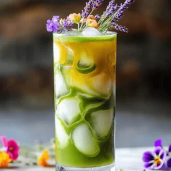 To make a tasty Lavender Honey Iced Matcha, you need a few simple ingredients. Here’s what you will need: - 2 teaspoons matcha green tea powder - 1 tablespoon hot water - 1 tablespoon culinary-grade lavender buds - 2 tablespoons honey (to taste) - 1 cup milk (dairy or plant-based) - Ice cubes - Optional garnishes: lavender sprigs, edible flowers These ingredients create a unique drink that combines the earthy flavor of matcha with the sweet and floral notes of lavender. Each component plays a key role in making this drink refreshing and delightful. The matcha adds a boost of antioxidants, while the lavender gives a calming aroma. Honey sweetens the mix just right. You can choose any milk that fits your taste or dietary needs. The optional garnishes add a lovely touch and make your drink look beautiful. When picking lavender, make sure it is culinary grade. This ensures it is safe and tasty. If you want to try this recipe, check out the Full Recipe for step-by-step guidance. To start, simmer the lavender buds in water. Use a small saucepan and add 1 cup of water with 1 tablespoon of culinary-grade lavender buds. Bring it to a gentle simmer. Let it steep for about 5 minutes. This brings out the lovely floral flavor. Once done, strain the lavender buds from the water. Let the lavender-infused water cool completely. Next, prepare the matcha. In a small bowl, add 2 teaspoons of matcha green tea powder. Pour in 1 tablespoon of hot water. Use a whisk to mix it until smooth. Make sure there are no clumps left. This step is key for a creamy drink. Now it’s time to mix everything. In a large glass, combine the cooled lavender-infused water, honey, and the matcha mixture. Stir well until everything is blended. Then, fill the glass with ice cubes. Pour in 1 cup of milk, either dairy or plant-based. Give it a gentle stir to mix all the flavors. You can adjust the sweetness with more honey if needed. For a touch of elegance, garnish with a sprig of lavender and some edible flowers if you like. For a detailed view of all the steps, check the Full Recipe. To make the best Lavender Honey Iced Matcha, start with culinary-grade matcha. This type is perfect for drinks and desserts. Look for matcha with a vibrant green color. A bright hue shows high quality and freshness. Dull or yellowish shades often mean lower quality. You can customize the sweetness of your drink. Start with two tablespoons of honey, then taste. If you want it sweeter, add more honey. For a different flavor, try maple syrup or agave nectar. These can be great alternatives to honey. To avoid clumps in your matcha, whisk it well with hot water. Use a bamboo whisk if possible. If you don’t have one, a small regular whisk works too. For a creamy texture, mix in the milk slowly. This helps blend everything smoothly. Enjoy the rich taste without grit. {{image_2}} If you want a dairy-free drink, try almond, oat, or coconut milk. These options give a nice, creamy texture without dairy. Each milk adds its unique flavor. Almond milk is nutty, oat milk is sweet, and coconut milk has a tropical twist. Just swap the regular milk for any of these. You’ll enjoy a lovely Lavender Honey Iced Matcha without any dairy. To boost the taste, consider adding vanilla or mint. A splash of vanilla extract brings warmth and sweetness. Fresh mint leaves add a refreshing touch. You can also try flavored floral syrups. Lavender syrup gives a stronger floral taste that pairs well with matcha. Experiment with different syrups to find your favorite mix. These enhancements make your drink even more enjoyable. Change things up with seasonal flavors. For fall, try a lavender chai matcha. Add chai spices like cinnamon and ginger for warmth. It’s cozy and perfect for cooler weather. In summer, consider iced fruit variations. Adding fresh berries or citrus can brighten the drink. Strawberries or lemon slices can make it refreshing and fun. These twists keep your Lavender Honey Iced Matcha exciting all year round. To store leftover Lavender Honey Iced Matcha, keep it in a sealed container. Glass jars work well. Place the jar in the fridge. This drink is best enjoyed fresh, so try to drink it within one day. If you notice any changes in color or smell, it’s best to toss it. To keep matcha powder fresh, store it in an airtight container. Keep it in a cool, dark place. Avoid light and moisture, as they can ruin the flavor. For culinary lavender, store it in a sealed jar too. A cool, dark cupboard is perfect for preserving its scent and taste. Lavender Honey Iced Matcha stays good for about 24 hours in the fridge. After that, the flavor may change. The matcha can settle, which affects the creaminess. If you want to enjoy it later, just give it a gentle stir before serving. Always check for freshness before drinking. Matcha is a special green tea powder. I love it for its rich flavor and vibrant color. It has many health benefits. It is full of antioxidants. These help protect your cells from damage. Matcha can boost your energy and focus. It also helps you relax. Drinking matcha can support weight loss and improve heart health. Yes, you can make this Lavender Honey Iced Matcha vegan. Simply swap honey for maple syrup or agave nectar. Both options add sweetness without animal products. For the milk, use a plant-based option like almond, oat, or coconut milk. This way, you can enjoy the drink while keeping it vegan-friendly. You can find culinary lavender at specialty stores or online. Look for labels that say “culinary grade.” This ensures it’s safe to eat. Local farmers' markets often sell culinary lavender too. Some cafes serve Lavender Honey Iced Matcha. Check your local coffee shops or tea houses. They might offer unique variations and help you discover new flavors. To make Lavender Honey Iced Matcha, follow these steps: 1. Infuse lavender buds in water and strain. 2. Whisk matcha powder with hot water. 3. Mix lavender water, honey, and matcha. 4. Add ice and pour in milk. 5. Garnish with lavender sprigs and edible flowers. This quick summary gives you all you need to start making this refreshing drink at home. Enjoy the lovely blend of flavors! In this post, I shared how to make a delicious Lavender Honey Iced Matcha drink. We covered the key ingredients, step-by-step instructions, and helpful tips for perfecting your drink. You can also explore tasty variations and smart storage tips. Lavender and matcha offer a unique flavor that refreshes and energizes. Dive into this recipe, and enjoy making it for yourself or sharing it with others. Experiment with flavors and make it your own—you'll find joy in each sip!