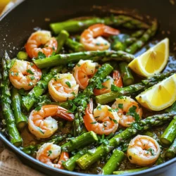 - Shrimp requirements and preparation You will need 1 pound of large shrimp. Make sure they are peeled and deveined. This step saves time and makes cooking easier. Fresh shrimp works best, but you can also use frozen. If using frozen shrimp, thaw them before cooking. - Asparagus specifics Grab 1 bunch of asparagus. Trim the ends to remove any tough parts. Cut the asparagus into 2-inch pieces. This size helps them cook evenly and pair well with the shrimp. - Key spices and seasonings For flavor, you need: - 4 cloves of garlic, minced - 2 tablespoons of olive oil - 1 tablespoon of lemon juice - 1 teaspoon of paprika - Salt and pepper to taste - Fresh parsley, chopped for garnish - Lemon wedges for serving Using these spices will elevate your dish. Garlic adds a nice aroma, while paprika gives warmth. Lemon juice brightens the flavors and makes everything pop. You can find the full recipe [here](#) for more details on cooking. Start by heating the olive oil in your skillet over medium heat. I like to use a good amount of oil to help the garlic cook evenly. When the oil is hot, add the minced garlic. Sauté it for about 30 seconds. You want the garlic to be fragrant, but be careful not to burn it. Burnt garlic tastes bitter and can ruin your dish. Once the garlic is ready, raise the heat to medium-high and add the shrimp. The shrimp cook fast, so watch them closely. Season them with paprika, salt, and pepper as they cook. I usually cook them for about 2-3 minutes on each side. They should turn pink and opaque when done. Overcooking makes them tough, so timing is key here. After removing the shrimp, it’s time for the asparagus. Add the pieces directly into the skillet. Sauté them for about 4-5 minutes. You want them tender but still crisp. This adds a nice bite to the dish. After that, return the cooked shrimp to the skillet. Add in the lemon juice and toss everything together. Cook for another 1-2 minutes. This helps meld the flavors together nicely. For the full recipe, check out the details above! To make your one-pan garlic shrimp and asparagus shine, use spices and herbs. I love adding a pinch of red pepper flakes for heat. Fresh thyme or oregano can also boost flavor. For a bright touch, zest some lemon before juicing it. This zest adds a fresh, citrusy note that makes the dish pop. While I recommend skillet cooking for its speed, you can try other methods. You could use a grill for a smoky taste. If you prefer oven cooking, place the shrimp and asparagus on a baking sheet. Roast them at 400°F for about 10 minutes. Adjust the heat based on your cooking method. Lower heat for a longer cook time helps flavors meld well. Presentation can elevate your meal. Serve directly from the skillet for a homey feel. If you want to impress, plate the shrimp and asparagus on a large platter. Garnish with lemon wedges and fresh parsley. For sides, consider a light salad or fluffy rice. A crisp white wine pairs nicely with this dish. For a hearty option, serve with crusty bread to soak up the juices. You can find the full recipe [here]. {{image_2}} You can change the shrimp in this recipe. Scallops are a great option. They cook fast and taste sweet. Other shellfish, like crab or lobster, work well too. For a vegetarian dish, you can use tofu or chickpeas. Both options add protein and texture. Want to spice things up? Add red pepper flakes to the pan. A pinch gives a nice kick. You can also mix in different veggies. Try bell peppers, broccoli, or snap peas. Each vegetable adds its unique taste and color. If you need gluten-free options, this dish already fits. Just ensure your spices are gluten-free. For dairy-free needs, skip cheese or cream. Low-carb fans can enjoy this too. Reduce the asparagus or swap it for zucchini. These changes keep the meal light and healthy. For the full recipe, check out the detailed instructions to get started! To store your One-Pan Garlic Shrimp and Asparagus, use a good container. I recommend airtight glass or plastic containers. These help keep your meal fresh and tasty. Make sure to cool the dish first. Put it in the fridge within two hours of cooking. This keeps the shrimp safe and prevents bacteria growth. For reheating, I like to use a skillet. It helps keep the shrimp tender and the asparagus crisp. Heat the skillet on medium-low. Add a splash of water or olive oil to prevent sticking. Stir often to avoid overcooking the shrimp. You want them warm but not rubbery. This method keeps your meal just as good as when you first made it. If you want to freeze this dish, make sure it is cool first. Place it in a freezer-safe container. Leave some space at the top to allow for expansion. You can freeze it for up to three months. When ready to eat, thaw it in the fridge overnight for best results. This helps maintain the flavor and freshness. You can also reheat it straight from the freezer. Just add extra cooking time. Cooking this dish takes about 15 minutes in total. Here’s the breakdown: - Prep Time: 10 minutes - Cook Time: 5 minutes You’ll have a tasty meal ready in no time! Yes, you can use frozen shrimp! Here are my tips: - Thaw First: Always thaw shrimp in the fridge overnight. - Quick Thaw Option: For a fast method, place shrimp in cold water for 15-20 minutes. - Cooking Time: If frozen, add a minute to the cooking time until they turn pink. This way, you keep all the flavor! You can pair this dish with many sides. Here are my favorites: - Rice: White or brown rice soaks up the juices well. - Quinoa: A healthy grain with a nutty flavor. - Salad: A light green salad adds freshness. - Bread: Garlic bread is great for dipping. These options balance the meal nicely! Yes, you can prep this dish ahead. Here’s how: - Prep Ingredients: Chop asparagus and mince garlic in advance. - Cook Shrimp: You can cook shrimp a few hours before serving. - Store in Fridge: Keep everything in airtight containers until you’re ready. Just reheat and mix before serving! If asparagus isn’t your thing, try these veggies instead: - Broccoli: Florets cook quickly and add crunch. - Green Beans: They have a nice snap and bright color. - Zucchini: Sliced zucchini cooks fast and soaks up flavor well. Feel free to mix and match for a fun twist! In this post, we explored the steps to make One-Pan Garlic Shrimp and Asparagus. You learned about the key ingredients, cooking methods, and tips for flavor. We discussed variations to suit different tastes, along with storage and reheating advice. Cooking can be simple and enjoyable. Use these tips to create a tasty meal. Experiment with different flavors and ingredients. Remember, cooking is about finding what you love!