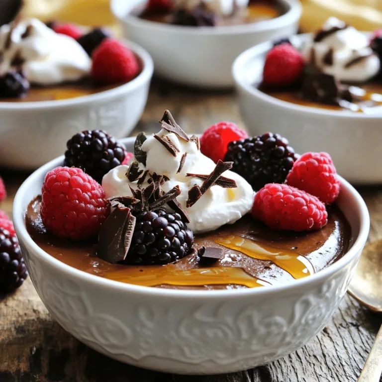 To make this Vegan Chocolate Avocado Mousse, you need a few key ingredients: - 2 ripe avocados - 1/2 cup unsweetened cocoa powder - 1/3 cup maple syrup (or agave syrup) - 1/4 cup almond milk (or any plant-based milk) - 1 teaspoon vanilla extract - A pinch of sea salt - Optional toppings: Fresh berries, coconut whipped cream, or shaved dark chocolate These ingredients work together to create a rich and creamy mousse. The ripe avocados provide a smooth base, while the cocoa adds a deep chocolate flavor. Maple syrup or agave syrup sweetens the dish naturally. If you want a lighter texture, use almond milk or any plant-based milk you like. The vanilla extract brings warmth, and a pinch of sea salt enhances all the flavors. For a special touch, you can add fresh berries, coconut whipped cream, or dark chocolate on top when serving. Before you start blending, make sure your avocados are ripe. This is key for the best texture and taste. You can find the full recipe for this delightful treat in the next section. Enjoy creating this simple yet luxurious dessert! Start by cutting the ripe avocados in half. Use a sharp knife to carefully slice through the skin. Twist the halves to separate them. Remove the pit by gently tapping it with the knife and twisting it out. Next, scoop the green flesh into your blender. Make sure to get every bit, as this is the base of your mousse. Now, it's time to add flavor. Pour in half a cup of unsweetened cocoa powder. This gives your mousse a rich chocolate taste. Next, add one-third cup of maple syrup for sweetness. If you prefer, you can use agave syrup instead. Then, add a quarter cup of almond milk to help blend everything smoothly. Finally, include one teaspoon of vanilla extract and a pinch of sea salt. The salt brings out the flavors. Blend the mixture on high speed until it’s smooth and creamy. Stop the blender to scrape down the sides. This ensures all ingredients mix well. Taste your mousse. If you want it sweeter, add more maple syrup. If you crave more chocolate, stir in extra cocoa powder. Transfer the mousse into small bowls or one big container. Refrigerate it for at least 30 minutes. This chilling time helps the mousse set and enhances its flavor. When ready to serve, top it with fresh berries, coconut whipped cream, or shaved dark chocolate for a special touch. Enjoy this rich and creamy dessert that feels indulgent yet is totally plant-based! For more details, check out the Full Recipe. To make the mousse super creamy, use a high-speed blender. This helps blend the avocados and cocoa well. I recommend blending on high for about 30 seconds. Ripe avocados are key. They should feel soft when you press them. If they are too firm, the mousse won’t be smooth. For sweeteners, maple syrup works great. You can also try agave syrup if you like. Start with a smaller amount, then taste. If it’s not sweet enough, add more. To balance the cocoa flavor, add a pinch of salt. This brings out the chocolate taste without making it salty. How you serve this mousse can make it even more fun! You can use small cups or bowls for serving. Top with fresh berries or a swirl of coconut whipped cream. Shaved dark chocolate adds a nice touch too. Get creative and make it look pretty! For the full recipe, check back to the earlier section. {{image_2}} You can easily change the flavor of your vegan chocolate avocado mousse. One fun way is by adding espresso or coffee. Just mix in one or two teaspoons of instant coffee or a shot of espresso. This addition gives the mousse a rich depth. Another option is to incorporate nut butters. Almond or peanut butter works great. Adding about two tablespoons will bring creaminess and a nutty flavor. You can adjust the amount to suit your taste. Making the mousse nut-free is simple. Instead of almond milk, you can use oat or soy milk. This keeps the dessert creamy without nuts. Always check labels to ensure the milk is nut-free. For sugar substitutions, you can try using coconut sugar or date syrup. These alternatives work well and add a different flavor. Adjust the amount to match your sweetness preference. Pair your mousse with fruits or desserts for a fun treat. Fresh berries like strawberries or raspberries add a pop of color and flavor. You can also serve it with granola for a crunchy texture. Creating parfaits with layers is another great idea. Layer the mousse with yogurt and fruits in a glass. This makes a pretty dessert that looks fancy but is easy to make. For the full recipe, check out the section above. Enjoy experimenting with these variations! To keep your vegan chocolate avocado mousse fresh, use airtight containers. Glass jars or plastic containers work well. Make sure to seal them tightly. This prevents air from getting in. If you plan to eat it soon, a simple bowl with plastic wrap also works great. Remember, proper storage keeps the mousse creamy and tasty. In the fridge, this mousse can last about 3 to 5 days. Check for any changes in smell or color. If it starts to look brown or smells off, it’s time to toss it. Always trust your senses. Fresh mousse is the best mousse! Yes, you can freeze vegan chocolate avocado mousse! It stays good for about a month. To freeze, put it in a container that seals well. When you’re ready to eat it, move it to the fridge to thaw. This helps keep the texture smooth. Avoid using a microwave as it can change the mousse’s creaminess. Enjoy your sweet treat anytime! For the complete recipe, check out the Full Recipe section. Yes, it is! This mousse is rich in healthy fats and nutrients. Avocados provide fiber, potassium, and vitamins C and E. Cocoa powder adds antioxidants, which help fight free radicals. Together, they create a dessert that nourishes your body while satisfying your sweet tooth. Yes, you can use silken tofu or ripe bananas as substitutes. Silken tofu gives a creamy texture and adds protein. Ripe bananas will add natural sweetness. Both options create a similar texture but may change the flavor slightly. This recipe is quick! It takes about 10 minutes to prepare. After blending, let it chill in the fridge for at least 30 minutes. In total, you need about 40 minutes from start to finish. Yes, this recipe can be nut-free. Simply use oat milk or soy milk instead of almond milk. These options keep the mousse creamy without any nuts. Always check labels to ensure no nut ingredients are present. This blog post covered how to make a tasty vegan chocolate avocado mousse. You learned about essential ingredients, how to prepare the avocados, and blend everything for a creamy texture. We also explored tips for sweetness, variations, and storage tips. In summary, this mousse is not only easy to make but also healthy and delicious. Enjoy experimenting with flavors and toppings to make it your own!