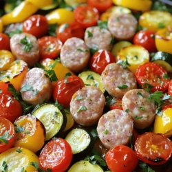 - 1 lb chicken or turkey sausage, sliced into rounds - Variety of colorful vegetables (bell pepper, zucchini, cherry tomatoes, red onion) - Seasoning and oil (smoked paprika, dried oregano, olive oil, salt, pepper) The main star of this dish is the sausage. I prefer chicken or turkey for a lighter option. Slice them into rounds for even cooking. Next, choose a mix of colorful veggies. I love bell peppers, zucchini, cherry tomatoes, and red onion. They add great taste and color. Now, let’s talk about seasoning. Smoked paprika gives a nice smoky flavor. Dried oregano adds a hint of earthiness. Use olive oil to help everything roast well. Don't forget salt and pepper to boost all the flavors. - Fresh parsley or basil, chopped - Additional toppings (cheese, red pepper flakes) For a fresh touch, add chopped parsley or basil on top at the end. These herbs brighten up the dish. You can also sprinkle some cheese or red pepper flakes for extra flavor. For the full recipe, be sure to check out the details above! 1. Preheat your oven to 425°F (220°C). This helps the food cook evenly. 2. Line a large baking sheet with parchment paper. It makes cleanup easy. 3. In a large mixing bowl, combine the sliced sausage, bell pepper, zucchini, cherry tomatoes, red onion, and minced garlic. Make sure to mix well so every piece gets flavor. 1. Drizzle olive oil over the mixture. Add smoked paprika, dried oregano, salt, and pepper. Toss everything together until well coated. 2. Spread the sausage and vegetable mixture evenly on the prepared baking sheet. Leave space between pieces to help them roast nicely. 3. Roast in the preheated oven for about 25-30 minutes. Stir halfway through for even cooking. Keep an eye on it until the sausage is cooked and the veggies are tender. 1. Check for doneness before serving. The sausage should be hot and the veggies soft. 2. Garnish with freshly chopped parsley or basil. This adds a nice touch and bright color. For the full recipe, see the earlier section. To cook sausage and veggies evenly, space them well on the sheet pan. This helps hot air reach all sides. I like to stir the mixture halfway through cooking. This ensures everything gets nice and golden. When seasoning, keep it simple but bold. Use smoked paprika and dried oregano for great flavor. Don’t forget to add salt and pepper. You can always adjust these to your taste. I suggest starting with less and adding more if needed. Pair this dish with a fresh side salad or crusty bread. Both options balance the meal well. You can also serve it with a tasty dip. A yogurt-based dip or hummus works great. For presentation, transfer the sausage and veggies to a large serving bowl. Garnish with fresh parsley or basil. This adds color and makes it eye-catching. You can also drizzle a little olive oil on top for extra flair. For the full recipe, check the reference above. {{image_2}} You can easily change the sausage type in this recipe. Try pork, beef, or a plant-based sausage. Each option adds a unique taste. For veggies, mix it up with your favorites. Broccoli, carrots, or asparagus all work well. Use what you have on hand or what you enjoy. Want to spice things up? Add some red pepper flakes or cayenne for heat. You can also use fresh herbs like thyme or rosemary for more depth. If you want a different taste, drizzle some barbecue sauce or teriyaki sauce over the mixture before roasting. This can change the whole flavor of the dish. For more ideas, check out the Full Recipe and explore various combinations. To keep your leftovers fresh, store them in the fridge. Use airtight containers to avoid drying out. You can refrigerate the dish for up to three days. If you want to keep it longer, freezing is a great option. Place the meal in a freezer-safe container. It can last for up to three months in the freezer. To reheat without losing flavor, use the oven. Preheat it to 350°F (175°C). Place the leftovers in an oven-safe dish, cover with foil, and heat for about 15-20 minutes. You can also use a microwave. Place the food in a microwave-safe bowl and cover it with a damp paper towel. Heat in short bursts, stirring in between, until warm. For serving leftovers, you can add fresh herbs like parsley or basil for a pop of color. Pair with a side salad or some crusty bread for a complete meal. If you're feeling adventurous, try adding a drizzle of balsamic glaze or hot sauce for extra flavor. Check out the Full Recipe for more tips! Can I use frozen vegetables for this recipe? Yes, you can use frozen vegetables. Just make sure to thaw them first. They may need a little extra time to cook, but they will work well. What type of sausage works best for this dish? I recommend using chicken or turkey sausage for a lighter option. Pork sausage adds rich flavor. You can also try plant-based sausage for a vegetarian meal. How to make this dish ahead of time? You can prep the sausage and veggies a day before. Store them in the fridge. When you are ready, just roast them as directed in the Full Recipe. Is this recipe suitable for low-carb diets? Yes, this dish is low in carbs. The veggies provide fiber, and the sausage adds protein. It fits well in a low-carb plan. Can it be made gluten-free? Absolutely! Just choose gluten-free sausage. All the veggies and seasonings are naturally gluten-free, making this dish safe for those with gluten sensitivities. This blog post covered how to make a simple roasted sausage and vegetable dish. You learned about the key ingredients, easy cooking steps, and helpful tips. We also explored variations and storage methods, so your meal stays fresh. In closing, this recipe is adaptable and fun. You can swap ingredients to fit your taste. Whether you're cooking for yourself or others, it’s sure to please. Enjoy your cooking adventure!