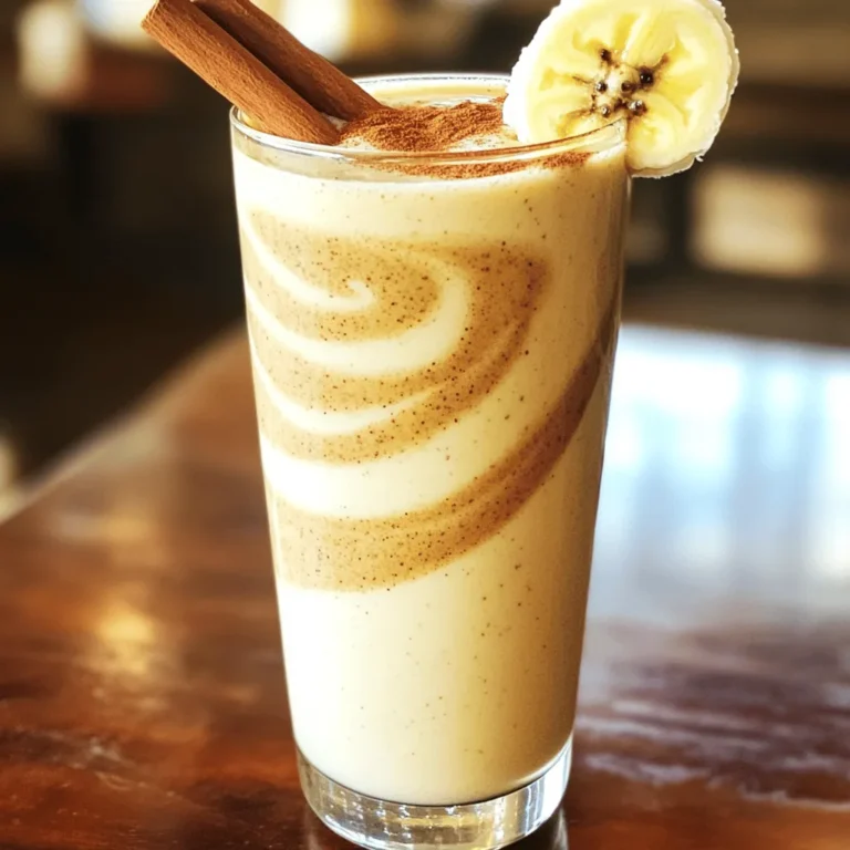 - 1 cup unsweetened almond milk (or milk of choice) - 1 ripe banana - 1 scoop vanilla protein powder - 1 tablespoon chia seeds - 1 teaspoon ground cinnamon - 1 teaspoon ground ginger - 1/2 teaspoon ground cardamom - 1/4 teaspoon black pepper - 1 tablespoon maple syrup or honey (optional) - Ice cubes (as needed for desired thickness) Gather these ingredients before you start. The almond milk gives a creamy base. The banana adds natural sweetness and creaminess. Vanilla protein powder boosts nutrition. Chia seeds add fiber and omega-3s. The spices create that warm chai flavor. Maple syrup or honey can add more sweetness if you like. Ice cubes help make the smoothie thick and cold. - Calories per serving: Approximately 300 calories - Protein, fat, and carbohydrate breakdown: - Protein: 20g - Fat: 8g - Carbohydrates: 45g - Fiber content and health benefits: - Each serving has about 8g of fiber. - Fiber helps with digestion and keeps you full longer. This smoothie is a great choice for a quick breakfast or snack. It packs good nutrition and tastes amazing. Enjoy this treat while knowing it's good for your body! For the full recipe, check out the details above. - Step 1: Prepare the ingredients Start by gathering all your ingredients. You will need: - 1 cup unsweetened almond milk - 1 ripe banana - 1 scoop vanilla protein powder - 1 tablespoon chia seeds - 1 teaspoon ground cinnamon - 1 teaspoon ground ginger - 1/2 teaspoon ground cardamom - 1/4 teaspoon black pepper - 1 tablespoon maple syrup or honey (optional) - Ice cubes (as needed) - Step 2: Combine wet and dry ingredients in the blender In your blender, add the almond milk, banana, protein powder, and chia seeds. Next, sprinkle in the spices: cinnamon, ginger, cardamom, and black pepper. If you want a sweeter flavor, add maple syrup or honey. - Step 3: Blend until smooth and adjust consistency Blend all the ingredients on high speed until smooth. If the smoothie feels too thick, simply add more almond milk or ice cubes to reach your desired thickness. Taste it! If you want more sweetness or spice, adjust and blend again. Serve your smoothie in a tall glass for an eye-catching look. You can add a cinnamon stick for a warm touch. A slice of banana on the rim also makes it look nice. Enjoy your delicious Vanilla Chai Protein Smoothie! To get the right thickness for your smoothie, use ice cubes. Start with a few and add more if needed. If it’s too thick, pour in more almond milk. Blend on high speed for a creamy texture. Stop and scrape down the sides of the blender if needed. This helps mix everything well. You can adjust sweetness and spice to fit your taste. If you like it sweeter, add more maple syrup or honey. For spice, try more cinnamon or ginger, but start small. If you have allergies, replace the almond milk with oat or coconut milk. You can also swap the protein powder for a plant-based option if needed. Enjoy making this smoothie your own! {{image_2}} You can change the taste of your Vanilla Chai Protein Smoothie easily. Adding different fruits gives a new twist. Try mixing in berries or mango for a fruity flair. These fruits add sweetness and nutrition. They also blend well with the chai spices. You can also add more spices for depth. Nutmeg adds warmth, while vanilla extract boosts sweetness. Experimenting with spices can take your drink to the next level. Don’t be afraid to play around! Boosting nutrition is simple with this smoothie. Adding superfoods like spinach can enhance its health benefits. Spinach blends well and keeps the color nice and bright. It gives you vitamins and minerals without changing the taste. If you want more protein, consider Greek yogurt or nut butter. Greek yogurt makes the smoothie creamy and adds protein. Nut butter like almond or peanut provides healthy fats and a rich flavor. You can adjust these options based on your diet and taste preferences. For the full recipe, check out the details above! To keep your Vanilla Chai Protein Smoothie fresh, use an airtight container. A glass jar or a BPA-free plastic container works well. This helps keep the flavors intact. Store the smoothie in the fridge for up to 24 hours. Shake or stir it before drinking, as it may separate. If you want to save some for later, freezing is a great option. First, pour the smoothie into ice cube trays or small containers. This allows for easy thawing. Each portion should be about one cup or less. To thaw, just leave it in the fridge overnight or blend it frozen with a bit of almond milk. Enjoy your Vanilla Chai Protein Smoothie whenever you want! For the full recipe, check out the previous section. You can store your Vanilla Chai Protein Smoothie in the fridge for up to 24 hours. Make sure to keep it in a sealed container. If you want to store it longer, freezing is a great option. You can freeze it for up to a month. Just pour it into ice cube trays or freezer-safe bags. When you're ready to drink it, thaw in the fridge overnight or blend it straight from the freezer for a chilled treat. Yes, you can use many different liquids for your smoothie. Here are some great options: - Cow's milk - Soy milk - Oat milk - Coconut milk - Cashew milk Each option adds a unique flavor and texture. Choose one that fits your taste or dietary needs! While protein powder adds a boost of protein, it isn't a must. Here’s why you might want to use it: - It helps with muscle repair. - It keeps you full longer. - It adds a smooth texture. If you prefer not to use protein powder, consider these alternatives: - Greek yogurt for creaminess and protein. - Silken tofu for a plant-based option. - Nut butters for added flavor and healthy fats. These swaps will still make your smoothie tasty and nutritious. For the full recipe, check the earlier section! This blog post covered how to make a delicious Vanilla Chai Protein Smoothie. We discussed the key ingredients, step-by-step instructions, and tips for the perfect blend. You can customize flavors and nutrition to fit your needs. Store leftovers wisely to enjoy later. With its balance of protein and spices, this smoothie is great for a healthy boost. Give it a try and enjoy your tasty treat!