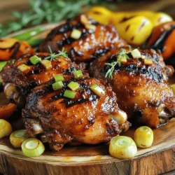 - Chicken thighs: bone-in and skin-on - Essential spices and herbs - Marinade components You need chicken thighs for this recipe. I prefer bone-in and skin-on for juicy results. The skin gets crispy and adds flavor. You can also use chicken breasts, but thighs stay moist. Next, let's talk about spices and herbs. The key spices are allspice, cinnamon, nutmeg, and ginger. Allspice gives that warm, unique flavor. Cinnamon and nutmeg add depth. Fresh thyme brings an earthy taste. Now for the heat! Scotch bonnet peppers are a must. They pack a punch. If you want less heat, remove the seeds. You can adjust the number of peppers for your taste. For the marinade, you need a mix of fresh and pantry staples. Here’s what you’ll need: - 4 chicken thighs, bone-in and skin-on - 2 scallions, chopped - 3 cloves garlic, minced - 1 small onion, chopped - 1-2 Scotch bonnet peppers, deseeded and chopped (adjust for heat) - 1 tablespoon fresh thyme leaves - 1 tablespoon allspice - 1 teaspoon cinnamon - 1 teaspoon nutmeg - 1 teaspoon ginger, grated - 2 tablespoons soy sauce - 2 tablespoons olive oil - Juice of 1 lime - Salt and pepper to taste Combine these ingredients for a flavor-packed marinade. Blend everything in a food processor. This will give you a smooth mix that coats the chicken well. Marinating is key to great taste. Aim for at least two hours—overnight is even better! For the full recipe, check [Full Recipe]. Enjoy the vibrant flavors of Caribbean jerk chicken! To make the marinade, use a food processor. First, add the scallions, garlic, onion, and Scotch bonnet peppers. Next, include thyme, allspice, cinnamon, nutmeg, and ginger. Then, pour in the soy sauce, olive oil, lime juice, salt, and pepper. Blend until smooth. This mix brings a punch of flavor. Marinating the chicken is key. I recommend at least two hours. For best results, marinate overnight. This gives the chicken time to soak up all those great flavors. To boost flavor, ensure the chicken is well-coated in the marinade. You can also poke small holes in the chicken. This allows the marinade to penetrate even deeper. Remember to reserve some marinade if you want to baste the chicken while grilling. Heat your grill to medium-high. This helps get a good sear on the chicken. Remove the chicken from the marinade. Let any extra marinade drip off. Place the chicken thighs skin-side down on the grill. Cook for about 7-10 minutes per side. Use a meat thermometer to check the temperature. You want it to reach 165°F (75°C). The skin should be crispy and golden. After grilling, let the chicken rest for 5-10 minutes. Resting helps the juices stay inside. This keeps the chicken moist and tasty. Now, you can serve your jerk chicken with sides like rice and peas or grilled veggies. Enjoy the flavor! For the full recipe, check out the [Full Recipe]. - Marinade mishaps: One big mistake is not marinating long enough. For the best flavor, marinate overnight. If you must rush, do at least two hours. Avoid using too much marinade. Too much liquid makes the chicken soggy. - Grill temperature errors: Make sure your grill is hot enough. If it's too low, the chicken won’t sear well. Aim for medium-high heat. Always preheat your grill for about 10 to 15 minutes. This helps create a nice crust on the chicken. - Overcooking chicken tips: Chicken can dry out fast if you cook it too long. Use a meat thermometer. The internal temperature should reach 165°F (75°C). Let the chicken rest for 5-10 minutes after grilling. This keeps it juicy. - Adding more heat with different pepper options: Want extra spice? Try using habanero peppers or adding more Scotch bonnet peppers. Adjust the number based on your heat tolerance. Always taste a small piece first. - Tips for tanginess: To add more tang, squeeze in extra lime juice. You can also mix in some vinegar for a sharp kick. Another option is to add a bit of pineapple juice. This gives a sweet-tart balance. - Alternative seasoning methods: If you want a twist, try using different herbs. Fresh cilantro or parsley can give a new flavor. You can also mix in some citrus zest for a bright note. Don’t be afraid to experiment! For the full recipe, check out the detailed instructions above. {{image_2}} You can switch up the protein in your jerk chicken recipe. Here are some great choices: - Chicken breast alternatives: Use skinless chicken breasts if you prefer a leaner cut. Just remember, they cook faster than thighs. - Vegetarian options: Try jackfruit or tofu. Marinate them the same way as chicken. Grill or roast until they soak up the flavor. - Seafood variants: Shrimp and fish work well too. Use firm fish like mahi-mahi or snapper. Marinate for a shorter time, about 30 minutes. You have several ways to cook jerk chicken. Each method brings its own charm. - Baking vs. grilling: Grilling gives a smoky flavor. Baking is easier and still tasty. If you bake, set your oven to 400°F (200°C) for about 35-40 minutes. - Slow cooker Caribbean Jerk Chicken: This is great for busy days. Place marinated chicken in the slow cooker. Cook on low for 6-8 hours. The chicken turns tender and juicy. - Air fryer adaptations: An air fryer is quick and gives crispy skin. Cook at 375°F (190°C) for 25-30 minutes, flipping halfway through. These variations let you enjoy Caribbean jerk chicken in different ways. Check out the Full Recipe for more details! To keep your Caribbean jerk chicken fresh, follow these tips: - Refrigeration tips: Store leftover chicken in an airtight container. It stays good for about 3 to 4 days in the fridge. Make sure it cools down before sealing. This keeps it from getting soggy. - Freezing guidelines: If you want to keep it longer, freeze it. Wrap the chicken tightly in plastic wrap, then place it in a freezer bag. It can last for up to 3 months in the freezer. Label the bag with the date to remember when you made it. To enjoy your jerk chicken again, reheating is key. Here’s how to do it right: - Best methods to maintain flavor and texture: Use an oven or a skillet. Preheat the oven to 350°F (175°C). Place the chicken on a baking sheet and cover it with foil. Heat for about 20 minutes. In a skillet, add a splash of water or broth, then warm it over medium heat. - Avoiding dryness when reheating: Keep the skin on while reheating. This helps keep the chicken moist. If using the oven, baste it with a little olive oil before covering. This adds flavor and prevents it from drying out. Storing and reheating properly makes your Caribbean jerk chicken delicious every time! Caribbean jerk chicken has a rich history. It comes from Jamaica and reflects the island's vibrant culture. The word "jerk" means to spice meat. This method dates back to the Maroons, who were runaway slaves. They used local ingredients to create bold flavors. Today, jerk chicken is famous worldwide for its unique taste. You can serve many delicious sides with jerk chicken: - Rice and peas - Grilled vegetables - Fried plantains - Coleslaw - Corn on the cob For drinks, try pairing it with: - Tropical fruit juices - Light beer - Rum cocktails - Iced tea These options add balance to the spicy chicken and enhance your meal. The spice level of jerk chicken can vary. It often uses Scotch bonnet peppers, which are very hot. If you prefer less heat, remove the seeds before adding them. You can also use fewer peppers in the marinade. Balancing spice is key. You can add sweetness with honey or fruit. Lime juice adds tartness, which helps cut the heat. This makes the dish tasty without being overwhelming. You learned how to make Caribbean Jerk Chicken from start to finish. We covered key ingredients, like chicken thighs and spices. You saw how to marinate and grill to perfect flavor. I shared common mistakes to avoid and new ways to try this dish. You can use other proteins or cooking styles, too. Now, enjoy your meal and share it with others. Each bite tells a story of flavor and culture. Enjoy cooking!