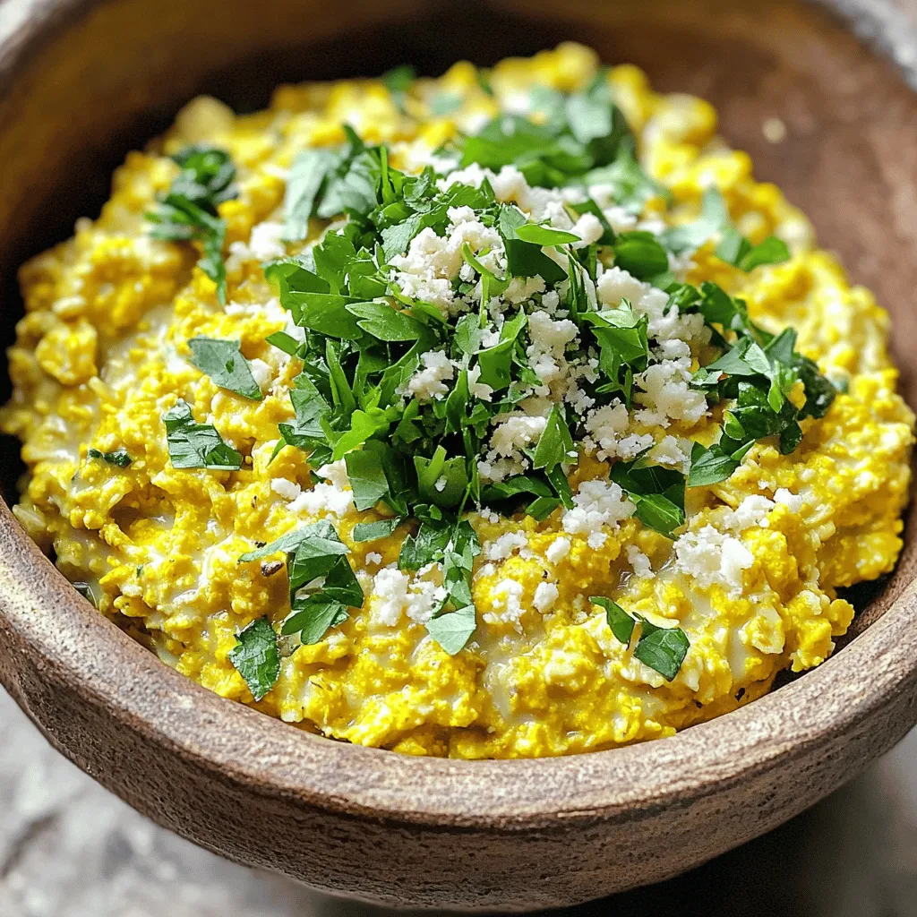 To make a tasty bowl of savory oats with spinach, gather these ingredients: - 1 cup rolled oats - 2 cups vegetable broth (or water) - 2 cups fresh spinach, chopped - 1 small onion, finely chopped - 2 cloves garlic, minced - 1 tablespoon olive oil - 1/2 teaspoon turmeric powder - 1/2 teaspoon ground cumin - Salt and pepper to taste These ingredients create a warm and nutritious meal. The oats serve as a hearty base. The vegetable broth adds flavor and makes the dish more filling. Fresh spinach provides essential vitamins and minerals, while onion and garlic bring in depth and aroma. You can enhance your dish with these optional toppings: - 1/4 cup grated cheese (feta or cheddar) - Chopped fresh herbs (like cilantro or parsley) Adding cheese gives a creamy texture and richer taste. Fresh herbs not only add color but also a burst of freshness. Feel free to mix and match toppings based on your taste. Each ingredient in this recipe offers health benefits: - Rolled Oats: They are high in fiber, which aids digestion. - Spinach: Packed with iron and vitamins, spinach boosts your immune system. - Onion and Garlic: Both have anti-inflammatory properties and support heart health. - Turmeric: Known for its anti-inflammatory benefits, turmeric also adds color. - Olive Oil: A healthy fat that can improve heart health. Using these ingredients not only makes a delicious meal but also supports overall health. You can find the full recipe [here]. Start with a medium saucepan. Heat 1 tablespoon of olive oil over medium heat. Once the oil is hot, add 1 small finely chopped onion. Cook it for about 3-4 minutes, stirring often. The onion should turn soft and clear. Next, add 2 cloves of minced garlic. Cook for another 1-2 minutes. Stir often to keep the garlic from burning. This mix gives our oats a tasty base. Now, stir in 1/2 teaspoon of turmeric and 1/2 teaspoon of ground cumin. Cook for about 30 seconds. This step brings out the flavors. Then, pour in 2 cups of vegetable broth or water. Bring it to a boil. Once it boils, add 1 cup of rolled oats. Lower the heat and cover the pan. Let it simmer for about 5 minutes. Stir occasionally to make sure the oats cook evenly. After 5 minutes, add 2 cups of chopped fresh spinach. Mix it well with the oats. Cook for another 2-3 minutes until the spinach wilts. Season with salt and pepper to your taste. If you want, add 1/4 cup of grated cheese and stir. This adds a creamy touch. Serve hot, garnished with fresh herbs for a pop of flavor. This savory oats dish is a nutritious meal idea. For the full recipe, check the details above. To cook oats well, start with the right oats. Rolled oats work best for this recipe. They cook fast and absorb flavors nicely. Use a good pot to avoid sticking. A non-stick or stainless steel pot is ideal. Always rinse your oats under cold water first. This helps remove some starch and makes them creamier. To boost flavor, try adding spices early. Turmeric and cumin give a warm, earthy taste. You can also add a splash of soy sauce or a dash of hot sauce. Fresh herbs can elevate the dish too. Basil, cilantro, or parsley add brightness. For a cheesy touch, sprinkle feta or cheddar on top. If you like your oats thicker, use less liquid. For creamier oats, add more broth or water. You can also stir in a bit of cream or yogurt. Taste is key. Adjust the salt and pepper to your liking. If you prefer a richer flavor, add more spices. For the full recipe, check out Savory Oats Delight with Spinach. {{image_2}} You can boost your savory oats by adding proteins. Eggs are a great choice. Just fry or poach an egg and place it on top. This adds creaminess and flavor. Beans are another option. Black beans or chickpeas mix well with the dish. They make it more filling and nutritious. Simply stir in some cooked beans when you add the spinach. Spices and herbs can change your dish's flavor easily. Try adding paprika for a smoky taste. You can also use chili powder for some heat. Fresh herbs like basil or dill can brighten your meal. Just chop them and sprinkle them on top before serving. Experimenting with spices can make each bowl unique. If you need gluten-free options, use gluten-free oats. They cook just like regular oats. You can also swap the vegetable broth for chicken broth if you prefer. For a creamier texture, add coconut milk instead of broth. This gives a rich flavor and a slight sweetness. Be creative and mix your favorite ingredients for a personal touch. For the full recipe, check out Savory Oats Delight with Spinach. After enjoying your savory oats, let them cool completely. Then, place them in an airtight container. Store the container in the fridge for up to three days. This keeps your dish fresh and tasty for your next meal. When you’re ready to enjoy the leftovers, transfer the oats to a pot. Add a splash of water or broth to help rehydrate them. Heat over low-medium heat, stirring often. You can also use the microwave. Heat in a microwave-safe bowl for about 1-2 minutes, stirring halfway through. To freeze your savory oats, let them cool first. Portion them into freezer-safe bags or containers. Label them with the date and contents for easy reference. They can stay in the freezer for up to three months. When you want to eat them, thaw them overnight in the fridge before reheating. For a quick meal, you can also reheat directly from frozen, just add a bit more liquid. For the full recipe, check out the Savory Oats Delight with Spinach. Yes, you can make Savory Oats with Spinach ahead of time. Cook the oats and store them in the fridge for up to three days. When you are ready to eat, just reheat them. Add a splash of broth or water to keep them moist. This makes it easy to enjoy a quick meal. If you don’t have spinach, you can use other leafy greens. Kale, Swiss chard, or even arugula work well. You can also try frozen spinach if fresh is not available. Just be sure to thaw and drain excess water before adding it to the oats. Yes, this dish is great for meal prep. You can make a big batch and divide it into containers. This way, you have tasty meals ready for busy days. Just remember to store them in the fridge or freezer. For the full recipe, check out the complete instructions to get started! Savory oats offer a tasty and healthy meal option. We explored key ingredients that boost flavor and nutrition. You learned how to cook oats perfectly and enhance their taste. We shared tips, tricks, and delicious variations to try. Storing and reheating leftovers is easy, making meal prep simple. Enjoy making savory oats your new go-to dish. They are versatile, nutritious, and fun to customize for any palate.