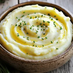 - 2 lbs Yukon Gold potatoes - 4 cloves of garlic - ½ cup unsalted butter - ⅔ cup heavy cream - Salt and pepper to taste - ¼ cup sour cream - Fresh chives for garnish - Large pot - Potato masher or ricer - Measuring cups and spoons To make creamy garlic mashed potatoes, you need simple, fresh ingredients. Yukon Gold potatoes give a buttery taste. Garlic adds a rich flavor, making each bite special. Butter and heavy cream create the creamy texture. If you want even more creaminess, add sour cream. Fresh chives can brighten the dish and add color. Gather your kitchen tools! A large pot will hold the potatoes and garlic. A potato masher or ricer helps you achieve that smooth texture. Measuring cups and spoons ensure you add the right amounts. This recipe is straightforward and perfect for any meal. You’ll find all the details in the Full Recipe. Boiling the potatoes is the first step. Start by placing the diced Yukon Gold potatoes and garlic cloves in a large pot. Cover them with cold water and add a pinch of salt. Bring the pot to a boil over medium-high heat. Once boiling, reduce the heat to medium and let it simmer. Cook for about 15 to 20 minutes or until the potatoes are tender. You can test them by piercing with a fork. After boiling, it is time to mash the potatoes. Drain the potatoes and garlic well. Return them to the pot. Let them sit over low heat for a minute. This helps to remove any extra moisture. Then, use a potato masher or ricer. Mash them until they are smooth and creamy. Now, we mix the ingredients. Start by adding the unsalted butter and sour cream to the mashed potatoes. Mix well until everything is fully blended. Gradually pour in the heavy cream. Stir continuously until you reach your desired level of creaminess. Finally, season with salt and pepper to taste. You can adjust the seasoning based on your preference. For a touch of elegance, sprinkle in some chopped fresh chives as a garnish. For the full recipe, refer to the earlier section. To get creamy mashed potatoes, avoid over-mashing. If you mash too much, the potatoes can become gummy. Use a potato masher or ricer for the best results. This gives a nice, fluffy texture. Balance creaminess with seasoning. Start with a little salt and pepper. Taste as you go, adjusting until it's just right. The right seasoning will make the flavors pop. Experiment with roasted garlic for a richer flavor. Roasted garlic is sweet and soft, adding depth to your dish. Just mash it with the potatoes for a smooth mix. You can also add cream cheese for more richness. This adds a nice tang and creaminess that elevates the dish. Just blend it in with the butter for a luscious finish. Serve in a large bowl or individual dishes for an elegant display. This makes the potatoes look appealing and inviting. You can also create a swirl pattern on top for added flair. Garnish with fresh herbs and a pat of butter on top. Chives work well for a pop of color and flavor. This simple touch makes your mashed potatoes look gourmet. For the full recipe, check out your favorite cooking source! {{image_2}} When you make creamy garlic mashed potatoes, you can easily switch it up. Here are some fun ideas. Want to add a fresh taste? Try adding herbs! Incorporate fresh rosemary or thyme into your mash. Chop them finely and mix them in after you mash the potatoes. This adds a nice green flavor and aroma to your dish. If you love cheese, this is for you! Add shredded cheese to the mix. Cheddar or Parmesan works well. Stir it in while the potatoes are still warm. The cheese will melt beautifully and give extra flavor. You can make a vegan version too. Just swap out the butter and cream for plant-based options. Use coconut cream or almond milk instead of heavy cream. Vegan butter can replace regular butter. This way, everyone can enjoy creamy garlic mashed potatoes. These variations keep the dish exciting while staying true to its creamy roots. For the full recipe, check out the detailed instructions above. You can store leftover creamy garlic mashed potatoes in the fridge. Use an airtight container. They will stay fresh for about three days. Make sure to let them cool first. This prevents steam from building up in the container. To reheat, use a microwave or stovetop. If using a microwave, heat in short bursts. Stir between each burst to keep the texture smooth. If reheating on the stovetop, add a splash of heavy cream to help restore the creaminess. Stir over low heat until warm. For longer storage, you can freeze the mashed potatoes. Place them in a freezer-safe container. They can last up to three months in the freezer. When you’re ready to eat them, thaw in the fridge overnight. Reheat using the methods above for best results. To make your mashed potatoes creamy, start with Yukon Gold potatoes. They have a buttery texture that works well. After boiling, drain and let them sit briefly on low heat. This step helps remove any extra water. Use a potato masher or ricer for a smooth finish. Mix in room temperature butter and sour cream for added richness. Gradually stir in heavy cream while mashing. Adjust the cream to your liking for the perfect creaminess. Yes, you can use other types of potatoes. However, some work better than others. Russet potatoes are popular too, as they create fluffy mash. They absorb flavors well but can be a bit dry. For a balanced texture, stick to waxy potatoes like Yukon Gold. They hold moisture and add a rich flavor. If you want a lighter mash, consider using a mix of both types. Garlic mashed potatoes pair well with many dishes. Try serving them with roasted chicken or beef. They also go great with grilled vegetables. This dish complements rich sauces, making it a nice side for steak. For a lighter meal, serve them with a fresh salad. You can even top them with sautéed mushrooms for extra flavor. You now have all the steps to make perfect garlic mashed potatoes. We covered ingredients, kitchen tools, and step-by-step instructions. You also learned tips for flavor and texture, along with fun variations to try. Remember, whether you add cheese or make it vegan, these mashed potatoes can fit your taste. With these techniques, you can create a dish that impresses every time. Enjoy your cooking!
