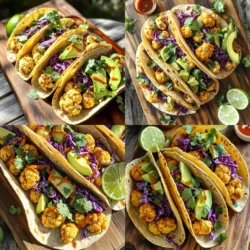To make spicy roasted cauliflower tacos, start with the main ingredients. You need one medium head of cauliflower. Cut it into bite-sized florets. This helps it cook evenly and soak up flavors well. Next, we have the seasoning. For this recipe, use two tablespoons of olive oil. It adds richness and helps the spices stick. For heat and flavor, add one tablespoon of chili powder, one teaspoon of cumin, and one teaspoon of smoked paprika. Then, include half a teaspoon each of garlic powder and onion powder. Finally, season with salt and pepper to taste. For the tortillas, I recommend using eight small corn tortillas. They are soft and add a nice texture to your tacos. Warm them up in a pan before serving. You can elevate your tacos with a few optional toppings. Start with purple cabbage. It adds a nice crunch and is full of vitamins. Cabbage is also good for digestion. Next, consider adding avocado. It is creamy and packed with healthy fats. One ripe avocado sliced will add great flavor and nutrition. Fresh herbs like cilantro make a fantastic garnish. They add bright flavor and make your dish look beautiful. Don’t forget lime wedges! They are crucial for adding brightness to your tacos. A squeeze of lime juice enhances all the flavors. If you like it spicy, choose your hot sauce. There are many types available, so pick your favorite for an extra kick. For the full recipe, check the section above. Enjoy making these easy and flavorful tacos! To start, you need to prep the cauliflower. Take one medium head of cauliflower and cut it into florets. Make sure they are about the same size. This helps them cook evenly. Next, you will mix the ingredients together. In a large bowl, add the cauliflower florets. Pour in 2 tablespoons of olive oil. Then, add 1 tablespoon of chili powder, 1 teaspoon of cumin, 1 teaspoon of smoked paprika, 1/2 teaspoon of garlic powder, and 1/2 teaspoon of onion powder. Don’t forget to add salt and pepper to taste. Toss everything well until the cauliflower gets a nice, even coat of the spices. Now it’s time for the roasting process. Preheat your oven to 425°F (220°C). This high heat will give the cauliflower a great texture. Spread the seasoned cauliflower on a baking sheet in one even layer. Roast the cauliflower in the oven for about 25 to 30 minutes. Stir it halfway through. This helps the pieces brown evenly and become tender. Keep an eye on it to ensure it does not burn. While the cauliflower roasts, you can warm the tortillas. Use a dry skillet over medium heat. Warm each corn tortilla for about 30 seconds on each side. This makes them soft and easy to fold. Once the cauliflower is done, it’s time to assemble the tacos. Take a warm tortilla and layer it with roasted cauliflower, shredded purple cabbage, and slices of ripe avocado. For the finishing touch, garnish each taco with fresh cilantro and a squeeze of lime juice. If you like extra heat, add hot sauce. Enjoy these tasty tacos right away! For the full recipe, check the section above. To ensure crispy cauliflower, start by cutting the cauliflower into small, even florets. This helps them roast evenly. Toss the florets in olive oil and spices. The oil helps them brown nicely. Roast at 425°F for 25-30 minutes for perfect texture. Stir them halfway to cook all sides evenly. For the best seasoning, mix the spices well before adding them to the cauliflower. This ensures each piece gets coated properly. Use fresh spices for more flavor. Don’t skip the salt; it brings out the taste of the cauliflower. When serving your tacos, consider adding side dishes like rice or beans. They pair well with the spicy flavors. You can also serve a fresh salad for a nice crunch. For drinks, try pairing your tacos with a cold beer or a refreshing limeade. A light-bodied wine, like a Sauvignon Blanc, also complements the flavors well. A common mistake is overcooking the cauliflower. Keep an eye on it while it roasts. If it gets too soft, it won’t have that nice crunch. Another pitfall is not adjusting the spices to your taste. If you like it spicy, add more chili powder. If you want it milder, use less. Always taste and adjust as you go. Lastly, be careful with ingredient substitutions. Not all spices or oils work the same way. Stick to the recipe for the best results. You can experiment later once you know what works. For the full recipe, check out the details above! {{image_2}} You can make these tacos fit many diets. They are great for vegans and vegetarians. The main ingredient, cauliflower, offers a hearty texture. You can enjoy it without meat. For gluten-free eaters, choose corn tortillas. They are safe and tasty. Just check the label to be sure. You can still have fun with this recipe. To boost flavor, try adding more spices. You can mix in cayenne for a fiery kick. A dash of oregano or thyme can also work. Different salsas can change your taco game. Mango salsa adds sweetness, while tomatillo salsa brings tang. You can even make your own sauces. A creamy avocado sauce pairs well with the roasted cauliflower. These tacos reflect the heart of Mexican cuisine. You can feel the warmth of spices and flavors. To give them a twist, think fusion. Add kimchi for a Korean kick or pickled veggies for crunch. You can change the vibe with different toppings. Each bite can tell a new story. So, be creative and make these tacos your own! For the full recipe, check out the main article. To store leftovers, let the tacos cool down. Place them in an airtight container. This keeps them fresh and tasty. You can keep them in the fridge for up to three days. If you want to keep the roasted cauliflower separate, store it in another container. This helps maintain the taco's texture. You can freeze the roasted cauliflower before assembling the tacos. Place the cooled cauliflower in a freezer bag. Squeeze out the air and seal it tightly. It will stay good for about three months. When you want to enjoy them, thaw in the fridge overnight. To reheat pre-assembled tacos, place them in the oven at 350°F (175°C) for about 10-15 minutes. This will warm them up without making them soggy. Prepare ingredients ahead of time for busy days. You can chop the cauliflower and mix the spices a day before. Store them in separate containers in the fridge. This makes it easy to roast the cauliflower and assemble the tacos quickly. For a complete meal, serve with a side of rice or beans. This keeps your meal balanced and filling. To make these tacos, start by preparing the cauliflower. Cut it into small pieces. In a bowl, mix the cauliflower with olive oil and spices. The spices include chili powder, cumin, smoked paprika, garlic powder, onion powder, salt, and pepper. Toss it well so each piece is covered in flavor. Next, spread the seasoned cauliflower on a baking sheet. Roast it in a preheated oven at 425°F for about 25 to 30 minutes. The cauliflower will become golden and tender. While it roasts, warm the corn tortillas in a skillet for about 30 seconds on each side. After the cauliflower is ready, build your tacos. Start with the roasted cauliflower, then add shredded purple cabbage and avocado slices. Finish with fresh cilantro and a squeeze of lime. You can find the full recipe above. Yes, you can! Other veggies work great in these tacos. Try using bell peppers, zucchini, or sweet potatoes. Each one adds its own flavor and texture. Just cut them into similar sizes as the cauliflower. Season and roast them just like the cauliflower. This way, you keep the cooking time the same, and everything cooks evenly. There are many fun toppings for your tacos! Here are some popular ideas: - Salsa: A fresh tomato salsa or a spicy mango salsa adds a nice kick. - Cheese: Crumbled feta or cotija cheese can add a creamy texture. - Pickled onions: They give a tangy crunch that contrasts well with the roasted veggies. - Lettuce: Shredded iceberg or romaine lettuce adds freshness. - Crema: A drizzle of sour cream or a vegan alternative adds creaminess. Feel free to mix and match these toppings to find your favorite combo! This blog post explored how to make tasty roasted cauliflower tacos. We discussed essential ingredients like cauliflower, seasonings, and tortillas. I shared ideas for optional toppings that boost nutrition and flavor. You learned step-by-step instructions for prepping and roasting cauliflower while avoiding common mistakes. Lastly, we covered storage tips and variations for different diets. Experiment with flavors and toppings to make it your own. Enjoy these simple, healthy tacos and share them with others!