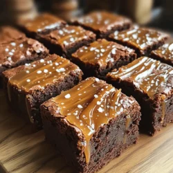 - 1 cup unsalted butter (2 sticks) - 1 cup semi-sweet chocolate chips - 1 cup granulated sugar - 1 cup brown sugar, packed To create fudgy salted caramel brownies, you need some key ingredients. First, unsalted butter adds richness and moisture. Semi-sweet chocolate chips are essential for that deep chocolate flavor. Granulated sugar and brown sugar combine to give sweetness and depth. These four ingredients form the base of your brownies. - Sea salt flakes for topping - Homemade caramel sauce details While the main ingredients create a great brownie, optional ingredients can elevate your treat. Sea salt flakes add a nice crunch and contrast to the sweet caramel. For the caramel sauce, you can use store-bought or make your own for a personal touch. If you choose to make homemade caramel, just melt sugar in a pan until golden, then add cream for a smooth sauce. Set your oven to 350°F (175°C). This temperature works best for fudgy brownies. Grab a 9x13 inch baking pan. Grease it lightly with butter or spray. Then, line it with parchment paper. Make sure to leave some paper hanging over the edges. This helps you lift the brownies out later. For the best texture, use a heavy saucepan. Place it on low heat. Add the unsalted butter and semi-sweet chocolate chips. Stir them together until they melt and blend smoothly. Once melted, remove the pan from heat. Let it cool for a few minutes. In a mixing bowl, combine the melted mixture with granulated and brown sugar. Mix until you get a nice, smooth blend. Next, add in the eggs one by one. Mix well after each egg. Finally, stir in the vanilla extract. In a separate bowl, whisk together the all-purpose flour, cocoa powder, and salt. This step is key for a great texture. Sifting helps break up lumps and adds air. Gradually add the dry mix into the wet ingredients. Stir gently until just combined. Be careful not to overmix; this keeps the brownies fudgy. Pour half of the brownie batter into your prepared pan. Spread it evenly with a spatula. Then, drizzle half of the caramel sauce over the top. Now, pour the rest of the brownie batter over this layer. Drizzle the remaining caramel sauce on top. To create a marbled effect, take a knife or toothpick. Lightly swirl the caramel into the brownie batter. Do not overdo it; just a few swirls will do. Place the pan into the preheated oven. Bake for 25 to 30 minutes. Check for doneness by inserting a toothpick in the center. It should come out with some moist crumbs. This means your brownies are just right. Once done, take the pan out and let them cool on a wire rack. Cooling helps set the texture. After cooling, sprinkle sea salt flakes on top for that perfect finish. To get that rich, fudgy texture, set your oven to 350°F (175°C). Bake for 25-30 minutes. Check with a toothpick; it should come out with moist crumbs. This step is key for delicious brownies. Avoid overmixing your batter. Mix just until combined to keep the brownies dense and chewy. For a twist, try using dark chocolate chips instead of semi-sweet. This adds depth to the flavor. You can also mix in some chocolate chunks for extra richness. When it comes to caramel, I love using homemade sauce for the best taste. If you're short on time, a good store-bought sauce works well too. Serve these brownies warm with a scoop of vanilla ice cream on top. For a fun touch, drizzle some extra caramel sauce over the ice cream. When cutting the brownies, use a sharp knife. Dip the knife in hot water, wipe it dry, and slice for clean edges. This makes your brownies look as good as they taste! You can find the Full Recipe to start your baking adventure. {{image_2}} You can make your brownies even better by adding nuts. Nuts bring a nice crunch and flavor. You might use walnuts, pecans, or almonds. Just chop them up and mix them into the batter. I suggest adding about one cup of nuts for the best taste. The nuts will contrast with the soft, fudgy brownie and the gooey caramel. This mix makes every bite exciting and tasty. If you need a vegan or gluten-free brownie, I have you covered. For vegan brownies, swap the eggs with flax eggs. Mix one tablespoon of ground flaxseed with two tablespoons of water for each egg. For gluten-free brownies, you can use almond flour or a gluten-free flour blend. This way, everyone can enjoy the rich, fudgy taste. They will still be just as delicious as the original recipe. You can change the flavors based on the season. In fall, try adding pumpkin spice. Just mix one teaspoon of pumpkin spice into the batter. For winter, add a few drops of peppermint extract to make minty brownies. These seasonal flavors will give your brownies a fun twist. Each season brings new tastes, so feel free to get creative. For the full recipe of these delightful treats, check out the provided link. To keep your fudgy salted caramel brownies fresh, store them in an airtight container. This keeps moisture in and prevents them from drying out. If you slice them, separate each piece with parchment paper. This helps avoid sticking. Place the container in a cool, dry place. For best taste, enjoy them within five days. If you want to save brownies for later, freezing works well. Wrap each brownie tightly in plastic wrap. Then, place them in a freezer-safe bag or container. This keeps them fresh for up to three months. When you are ready to eat, you can thaw them in the fridge overnight or at room temperature for a few hours. To reheat brownies, preheat your oven to 350°F (175°C). Place brownies on a baking sheet and cover with foil. Heat for about 10 minutes. This warms them gently without drying them out. You can also use a microwave. Heat for 10 to 15 seconds, but watch closely to avoid overheating. Enjoy warm brownies with a drizzle of caramel or a scoop of ice cream for a real treat. For the full recipe, check out the detailed instructions on making these delicious brownies. To keep your brownies fudgy, follow these key steps: - Use the right amount of flour. Too much flour leads to a dry brownie. - Do not overmix the batter. Mix just until combined. - Bake for the right time. Check with a toothpick; it should come out with moist crumbs, not dry. - Use high-quality chocolate for rich flavor and texture. Yes, you can make these brownies ahead of time. Here are some storage options: - Store baked brownies in an airtight container at room temperature for up to four days. - For longer storage, wrap brownies tightly and freeze for up to three months. - Thaw frozen brownies in the fridge overnight before serving. If you need a substitute for caramel sauce, consider these options: - Make a quick homemade caramel with butter, sugar, and cream. - Use store-bought dulce de leche as a sweet alternative. - Try a chocolate ganache for a different flavor twist. - Maple syrup can also work in a pinch for added sweetness. For the full recipe, check out the detailed instructions above. These fudgy salted caramel brownies are a treat you won’t forget. We covered key ingredients, step-by-step instructions, and tips for the best results. You can even try variations or create your own twists. Remember, the right storage keeps them fresh and delicious. Enjoy making these brownies to impress your friends and family. You'll find that they are easy to make and fun to share! Now, grab your ingredients and start baking for a delightful experience.