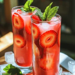 Fresh strawberries are the star of this drink. They bring a bright flavor and vibrant color. Use ripe, juicy strawberries for the best taste. You need one cup of fresh strawberries. Make sure to hull and slice them before blending. This helps them mix well with other ingredients. This drink uses two types of milk to create a creamy texture. You will need half a cup of coconut milk. You can use canned or carton coconut milk. Then, add one cup of vanilla almond milk. This milk adds a nice sweetness and flavor. Both options keep the drink light and refreshing. To sweeten the drink, use one tablespoon of agave syrup or honey. You can adjust the amount based on your taste. If you want a richer flavor, add one teaspoon of pure vanilla extract. This gives the drink a warm, inviting taste. For chill and texture, add half a cup of ice cubes. You can also garnish with fresh mint leaves for a pop of color. For the full list of ingredients and steps, check out the Full Recipe. Start by washing the strawberries. Remove the green tops with a knife or by hand. Slice them into smaller pieces. This step helps the strawberries blend better. You want to use fresh strawberries for the best flavor. If they are ripe, they will be sweet and juicy. Next, grab your blender. Add the sliced strawberries, coconut milk, and vanilla almond milk. Pour in the agave syrup and vanilla extract. Blend everything on high until it is smooth and creamy. Scrape down the sides of the blender if needed. This keeps the mix even. After blending, take a taste. If you want it sweeter, add more agave syrup. Blend again to mix it in. Now, add the ice cubes and blend until chilled and frothy. Pour the drink into tall glasses. If you like, add fresh mint leaves on top for garnish. This adds a nice touch to your drink. For the full recipe, you can refer to the recipe section above. Pick ripe, sweet strawberries for the best flavor. Look for bright red color. The berries should feel firm, not mushy. I love to smell them, too. A sweet scent means they are fresh and tasty. If they are in season, they taste even better! A good blender makes a big difference. I suggest using a high-speed blender. It will blend the strawberries and milk smoothly. If you have a regular blender, pulse it a few times first. This helps break down the fruit before blending. Feel free to get creative with your drink! You can add other fruits like bananas or mangoes. Try using different milk, like oat or soy milk. For extra fun, toss in some lime juice for a zesty twist. You can also decrease or increase the sweetness to fit your taste. The Full Recipe gives you a solid base to start from, then you can make it your own! {{image_2}} You can make this drink even better by adding other fruits. Try using blueberries, raspberries, or mango. Each fruit adds its own flavor. For a tropical twist, blend in some pineapple. You can mix and match your favorite fruits. Just keep the same amount as the strawberries for balance. If you want a dairy-free drink, there are simple swaps. Instead of almond milk, you can use oat milk or cashew milk. Coconut milk gives a rich, creamy taste. You can adjust the amounts based on how creamy you want it. This makes the drink super light and refreshing. Seasonal flavors can really change your drink. In summer, add some fresh peach or watermelon. For fall, try cinnamon and apple. This keeps the drink exciting all year. You can even add pumpkin spice for a fun twist. Mixing in seasonal fruits makes this drink feel fresh and new. To keep your strawberry pink drink fresh, store it in the fridge. Use a sealed container to avoid spills and keep the drink cold. It can last about two days in the fridge. Before serving, give it a good shake or stir to mix any settled layers. If it looks or smells off, it’s best to toss it out. You can freeze the strawberry pink drink for later. Pour it into ice cube trays or freezer-safe containers. This way, you can enjoy it on hot days. When you want a quick treat, pop out a few cubes and blend them with a little almond milk. This creates a refreshing slush. It’s great for summer fun! If your drink separates after freezing, don’t worry! Just blend it again until smooth. If you need to reheat it, do so gently. Use a low heat on the stove or microwave. Heat it in short bursts to avoid cooking the ingredients. Overheating can change the taste and texture, so keep an eye on it. Enjoy your drink fresh, cold, or as a slushy treat! To make a vegan version, use coconut milk and almond milk. Both are dairy-free. Replace honey with agave syrup for sweetness. This keeps the drink plant-based and tasty. Yes, frozen strawberries work well. They add chill and flavor. Just blend them straight from the freezer. You may need to adjust the sweetness since frozen fruit can taste less sweet. The best natural sweeteners are agave syrup or maple syrup. You can also use ripe bananas for a fruity twist. Start with a small amount and taste as you go. In this post, I shared how to make a delicious Strawberry Pink Drink. I covered key ingredients like fresh strawberries and dairy alternatives. You learned step-by-step how to prepare and blend your drink. I also shared tips on choosing the best strawberries and ways to customize your flavor. Remember, you can store this drink for later and even freeze it. Enjoy creating your own twist on this recipe. The options are endless, and it’s all about your taste!