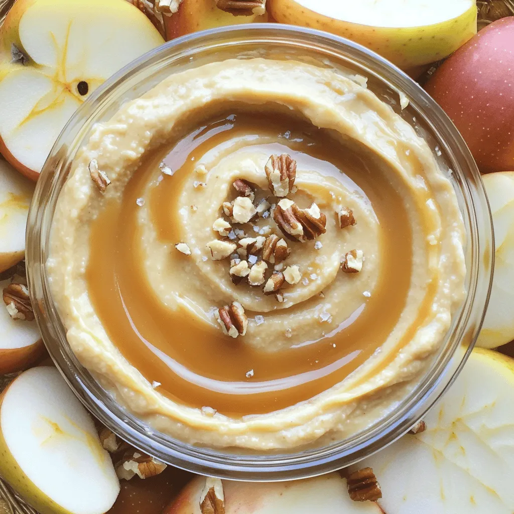 For this delicious caramel apple dip, you need a few key ingredients. Here’s the list: - 2 large apples (Granny Smith or Honeycrisp), cored and sliced - 1 cup caramel sauce (store-bought or homemade) - 1 cream cheese (8 oz), softened - 1/4 cup powdered sugar - 1 teaspoon vanilla extract - 1/2 teaspoon ground cinnamon These ingredients come together to make a creamy, sweet dip that pairs perfectly with fresh apple slices. The apples provide a crisp bite, while the caramel adds a rich flavor. You can add toppings to make your dip even better. Here are some fun options: - Chopped nuts (walnuts or pecans) for crunch - A drizzle of extra caramel sauce for sweetness - A light sprinkle of sea salt for contrast These toppings add different textures and flavors. Try mixing and matching to find your favorite combination! Choosing the right apples is key to a great dip. I recommend using tart apples like Granny Smith or sweet ones like Honeycrisp. Here’s what to look for: - Firmness: Pick apples that feel firm, not soft. - Color: Look for vibrant colors. This shows they are fresh. - Aroma: Sniff the apples. They should smell sweet and fruity. Using the right apples helps balance the dip's sweetness. Enjoy experimenting with different varieties for unique flavors! Making caramel apple dip is fun and easy. You will need just a few simple steps. First, gather your ingredients. You will need apples, cream cheese, powdered sugar, vanilla, cinnamon, and caramel sauce. This dip is perfect for fall, and your friends will love it! Start by softening the cream cheese. Place it in a medium mixing bowl. Add the powdered sugar, vanilla extract, and ground cinnamon. Use an electric mixer to blend it all together. Mix until the blend is smooth and creamy. This will be the base of your dip. The cream cheese gives it a rich flavor that pairs well with caramel. Now, it’s time to add the caramel sauce. Gradually mix in the caramel, but save some for later. Blend until everything is combined well. Next, transfer this mixture into a serving dish. Drizzle the reserved caramel sauce over the top. This adds a beautiful look and extra sweetness. Finally, sprinkle chopped nuts on top for some crunch. If you like, add a pinch of sea salt for a sweet and salty taste. Serve it with sliced apples for dipping. Enjoy this delicious fall treat! For the full recipe, check out the details above. To get the smoothest dip, start with room temperature cream cheese. If it's cold, it won't mix well. Use an electric mixer to blend the cream cheese with sugar and vanilla. Mix until it's creamy, about two minutes. Gradually add the caramel sauce. This helps it blend smoothly. Mixing slowly prevents lumps. You can boost the flavor with a few easy tweaks. Try adding a pinch of sea salt on top. It adds a nice contrast to the sweet caramel. You can also mix in some chopped nuts into the dip. Walnuts or pecans add crunch and a nutty taste. If you want more spice, add a dash of nutmeg or a bit more cinnamon. These flavors blend well with the apples and caramel. This dip is great for gatherings or cozy nights at home. Serve it in a shallow bowl, and drizzle extra caramel on top. Arrange apple slices around the bowl for a fun display. You can also offer graham crackers or pretzels for dipping. Both pair well with the sweet dip. For a festive touch, add some sliced strawberries or bananas. This makes it colorful and tasty. Remember to check out the Full Recipe for more details! {{image_2}} To make a vegan version of caramel apple dip, swap cream cheese for a dairy-free alternative. You can use cashew cream or coconut cream. These ingredients give a rich texture without dairy. For the caramel, use coconut sugar and plant-based milk. Blend them until smooth. This version still tastes great and keeps the fall spirit alive. If you need gluten-free options, you’re in luck! The base of this dip is naturally gluten-free. Just ensure the caramel sauce you use is gluten-free. Most store-bought sauces are safe, but check the label. You can also make your own caramel with sugar, butter, and cream. This way, you control the ingredients. Want to mix it up? Here are some fun flavor ideas: - Chocolate Caramel Dip: Add melted chocolate to the caramel mixture for a sweet twist. - Nutty Flavor: Stir in almond or peanut butter for a nutty taste. It adds creaminess and a punch of flavor. - Spicy Kick: Add a pinch of cayenne pepper or chili powder for a surprising heat. It contrasts nicely with the sweet apples. Feel free to explore these options to make your dip unique! For the full recipe, check out the details above. To keep your caramel apple dip fresh, store it in an airtight container. Make sure to cover it well to avoid air exposure. If you have any leftover apples, keep them separate. Apples can brown quickly once cut. Add a splash of lemon juice to the apple slices to slow down the browning. This dip is best stored in the fridge for the freshest taste. Properly stored caramel apple dip will last about three to five days in the fridge. The cream cheese and caramel sauce help keep it safe for a few days. However, for the best flavor and texture, enjoy it within three days. After that, the dip may lose some of its creaminess. If you want to serve the dip warm, gently reheat it. Place the dip in a microwave-safe bowl. Heat it in short bursts, about 15 to 20 seconds at a time. Stir after each burst until it reaches your desired warmth. Make sure not to overheat it, as the cream cheese can separate. Enjoy your warm dip with fresh apple slices for a cozy fall treat. For the full recipe, refer to the sections above. Yes, you can make Caramel Apple Dip in advance. Just prepare the dip and store it in an airtight container. Keep it in the fridge for up to two days. Before serving, stir it gently. If the dip thickens, add a bit of cream or milk for a smoother texture. This method saves time during busy fall gatherings. You have many tasty options! Try using: - Pear slices - Banana chunks - Pretzel sticks - Graham crackers - Marshmallows These choices add fun flavors and textures. Each dipper brings a unique taste to the creamy caramel dip. Absolutely! Homemade caramel sauce works great in this recipe. It adds a personal touch. To make it, melt sugar, butter, and cream on the stove. Stir until smooth. Use it in place of store-bought caramel sauce. This way, you control the flavor and sweetness. It'll make your dip even more special. For the full recipe, follow the steps mentioned above. Enjoy your delicious dip! This blog post covered how to create delicious caramel apple dip. We explored key ingredients, optional toppings, and tips for picking the best apples. I shared easy steps to mix and assemble the dip and included tips to make it creamy and flavorful. You learned about variations, including vegan and gluten-free options, along with storage tips. In the end, caramel apple dip is fun to make and share. It’s perfect for any gathering or treat at home. Enjoy every bite and get creative!