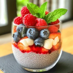For a delicious berry chia pudding, you need these simple ingredients: - 1/2 cup chia seeds - 2 cups almond milk (or any non-dairy milk) - 2 tablespoons maple syrup (or honey) - 1 teaspoon vanilla extract - 1 cup mixed berries (strawberries, blueberries, raspberries) - 1/4 teaspoon cinnamon (optional) - Fresh mint leaves for garnish (optional) Chia seeds are tiny but packed with nutrients. They swell and create a thick, creamy pudding when mixed with liquid. Almond milk adds a nice, subtle flavor. You can use any non-dairy milk you prefer. Maple syrup or honey gives just the right amount of sweetness. Vanilla extract will enhance the flavor. Mixed berries bring freshness and color to your dish. You can add a bit of cinnamon for warmth if you wish. Fresh mint leaves make a lovely garnish. They add a pop of color and a refreshing taste. When you gather these ingredients, you set the stage for a tasty and healthy treat. If you want the full recipe, check out the instructions provided earlier. To start, take a medium bowl. Combine the chia seeds and almond milk. I love using almond milk, but you can use any non-dairy milk you prefer. Next, add your sweeteners. Maple syrup works great, or honey if you like. Don’t forget the vanilla extract; it adds a nice flavor! If you want a hint of spice, add a little cinnamon. Stir well to mix everything together. This step ensures the chia seeds spread out nicely. Now, it’s time for the mixture to chill. Cover the bowl with plastic wrap or a lid. Place it in the fridge for at least two hours. I often leave it overnight for the best results. The chia seeds will absorb the liquid and thicken. This is crucial for your pudding's texture. After about five minutes, stir the mixture again to avoid clumping. If you don’t stir, you might end up with a lumpy pudding! Once the pudding is set, stir it to make it creamy. Now comes the fun part! Grab some serving glasses or bowls. Layer the chia pudding and mixed berries. I like to alternate layers for a pretty look. You can use strawberries, blueberries, and raspberries for this. Finally, garnish with fresh mint leaves. This adds color and a fresh touch before serving. Enjoy your Berry Chia Pudding! For the full recipe, check out the details above. To get the best texture, chill your pudding for at least two hours. I recommend letting it sit overnight for optimal results. This time allows the chia seeds to soak up the almond milk and thicken nicely. Stir the mixture well after five minutes. This helps break up any clumps that may form. Use a whisk or a fork for the best results. If you notice clumps, just stir again. Picking the right sweetener is key. Maple syrup gives a rich flavor, while honey is great too. If you want less sweetness, start with one tablespoon of maple syrup. Taste it and add more if needed. You can also use stevia or agave for a sugar-free option. Adjusting sweetness helps make the pudding perfect for your taste. Chia seeds are tiny powerhouses of nutrition. They are high in fiber, protein, and omega-3 fatty acids. These nutrients help keep you full and support heart health. Berries add vitamins and antioxidants. They help fight inflammation and boost your immune system. Adding mixed berries to your diet can improve overall health and taste great in your pudding. {{image_2}} You can use many kinds of berries in your pudding. Fresh strawberries, blueberries, or raspberries work well. During summer, look for seasonal berries. They taste great and make your pudding colorful. Mixing different berries gives you unique flavors. Try combining tart raspberries with sweet strawberries for a tasty twist. Want to spice things up? Add a pinch of nutmeg to your pudding for warmth. You can also try coconut milk instead of almond milk for a tropical vibe. Fruit purees can add a new twist, too. Blend bananas or mangoes and mix them in for extra sweetness. If you prefer dairy, that’s fine! You can swap almond milk for regular milk. This gives a creamier texture that many enjoy. For an even richer taste, use cream or half-and-half. Try these variations to find what you love. You can easily make this recipe your own! For the full recipe, check out the details above. To keep your berry chia pudding fresh, use airtight containers. Glass jars work great and look nice too. Store it in the fridge for up to five days. If you notice any liquid on top, just stir it back in. This happens when the chia seeds soak up the liquid. For the best taste, eat it within three days. To maintain flavor, keep your pudding away from strong-smelling foods. The chia pudding can absorb odors easily. Always check for freshness before eating. If it smells off or has odd colors, it’s best to toss it out. Can you freeze chia pudding? Yes, you can! Freezing is a great option if you want to save some for later. Just make sure it’s in a freezer-safe container. You can freeze it for up to two months. When you’re ready to enjoy it again, thaw it in the fridge overnight. If you need it faster, put it in a bowl of cold water. After thawing, stir well to restore its creamy texture. You may want to add a bit of almond milk to make it smooth again. Enjoy your berry chia pudding as a quick snack or a healthy dessert! For the full recipe, check the section above. Yes, you can use many types of milk. Almond milk is my favorite, but soy, oat, or coconut milk also work well. Each milk adds its own flavor and texture. If you prefer dairy, regular milk is a great option too. Just remember, the creamier the milk, the richer your pudding will be. Berry chia pudding lasts up to five days in the fridge. Store it in an airtight container to keep it fresh. I often make a big batch for the week. Just give it a stir before serving, and it’s ready to go! Absolutely! Chia pudding is safe for kids. Chia seeds are full of fiber, protein, and healthy fats. They are great for growing bodies. Just make sure to soak the chia seeds well, so they are easy to eat. You can add many things to boost the flavor! Try fresh fruits like mango or banana. Nuts and seeds add a nice crunch. You can also sprinkle in spices like nutmeg or ginger for warmth. If you love chocolate, a bit of cocoa powder works wonders too! To make this recipe sugar-free, skip the maple syrup. Instead, use ripe fruits to sweeten your pudding. Mashed banana or pureed dates are great natural sweeteners. You can also try stevia or monk fruit as sugar substitutes. This blog post covered everything you need to know about making berry chia pudding. We discussed the best ingredients, steps for preparation, and tips to get the perfect texture. You learned about health benefits and various ways to customize the dish. Storing your pudding properly ensures it stays fresh. Explore these ideas and enjoy the process. Chia pudding is fun and good for you too! Start mixing and create your own delicious versions today.