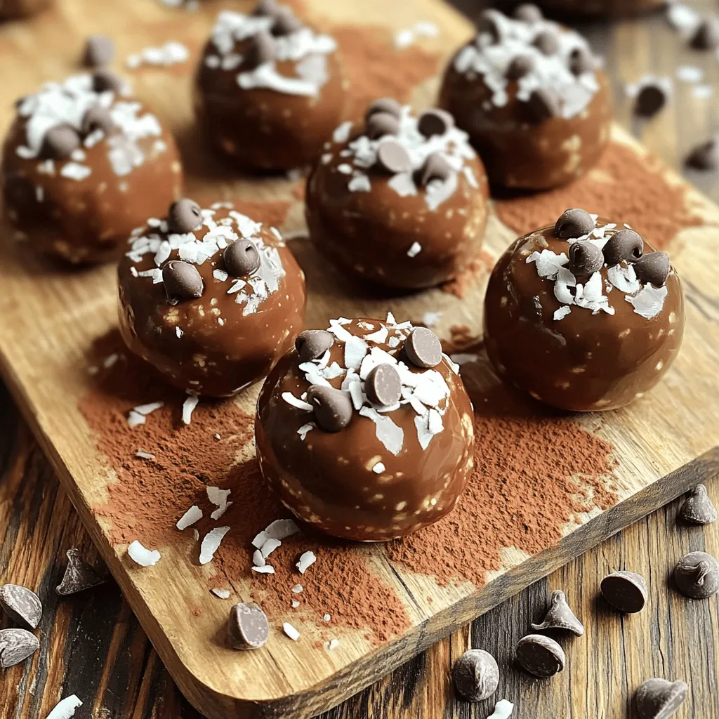 To make these tasty bites, you will need: - 1 cup rolled oats - 1/2 cup natural peanut butter - 1/4 cup honey or maple syrup - 1/4 cup cacao powder - 1/4 cup mini chocolate chips - 1/4 cup ground flaxseed (optional) - 1 teaspoon vanilla extract - A pinch of salt These energy bites are not just yummy; they are also good for you. - Rolled oats provide fiber. Fiber helps keep your tummy happy. - Peanut butter offers protein and healthy fats. Protein gives you energy to move. - Cacao powder is rich in antioxidants. Antioxidants help your body fight stress. - Flaxseed is full of omega-3 fatty acids. These fats support heart health. - Honey or maple syrup gives natural sweetness. Natural sweeteners are better for energy. Using high-quality ingredients makes a big difference. Here are my tips: - Choose natural peanut butter without added sugars. This keeps it healthy. - Use raw cacao powder for the best flavor and nutrients. It has a rich taste. - Opt for pure honey or organic maple syrup. This ensures a clean, sweet flavor. - Select fresh rolled oats for texture. Old oats can lose flavor and nutrients. - If using flaxseed, grind it fresh. Ground flaxseed releases more nutrients. These steps help make your Peanut Butter Chocolate Energy Bites both delicious and nutritious. For the full recipe, please refer to the earlier section. Making Peanut Butter Chocolate Energy Bites is simple and quick. Gather your ingredients first. This helps keep things organized. Use a large bowl for mixing. A smaller bowl is great for wet ingredients. If you want a nut-free option, try sun butter. Use natural peanut butter for the best taste. 1. In a large mixing bowl, combine the rolled oats, cacao powder, and ground flaxseed if you choose to add it. 2. In a second bowl, mix the peanut butter, honey (or maple syrup), vanilla extract, and a pinch of salt until it is smooth. 3. Pour the wet mix into the dry mix. Add the mini chocolate chips to the bowl. 4. Stir everything together well. The mix should be sticky but still easy to handle. 5. Scoop out about a tablespoon of the mix. Roll it between your hands to form a ball. Place these on a baking sheet lined with parchment paper. 6. Once you roll all the mixture into bites, chill them in the refrigerator for at least 30 minutes. This helps them firm up. 7. Serve chilled or store them in an airtight container. They stay fresh in the fridge for up to a week. To save time, measure out all ingredients before mixing. You can also use a cookie scoop to shape the bites quickly. If you're short on time, skip chilling them. Just enjoy them right away, though they will be softer. For easy cleanup, line your mixing bowls with plastic wrap. One common mistake is using dry oats. Always choose rolled oats for the best texture. Another mistake is skipping the chill time. Chilling helps the bites hold their shape. If the mixture is too sticky, add a little more oats. This will make it easier to roll. Lastly, don’t forget to measure your ingredients. Too much peanut butter can make them too gooey. These energy bites are great as a snack or breakfast. Serve them with fresh fruit like bananas or apples. Pair them with yogurt for a quick meal. You can also dip them in melted dark chocolate for a treat. For a fun twist, sprinkle some sea salt on top. This adds a nice contrast to the sweetness. Peanut Butter Chocolate Energy Bites are packed with nutrients. They provide protein from peanut butter and flaxseed. Oats offer fiber, which helps with digestion. Cacao powder is rich in antioxidants. Each bite is a perfect energy booster. They can help keep you full and satisfied. Enjoy these bites guilt-free, knowing they are both tasty and healthy. For the full recipe, click here! {{image_2}} You can switch up the flavor of your peanut butter chocolate energy bites easily. Try adding dried fruits like raisins or cranberries. They add sweetness and chewiness. You can also mix in chopped nuts for crunch. Almonds or walnuts work great. If you want a different taste, use sunbutter instead of peanut butter. This option is nut-free and tasty! To make these bites vegan, swap honey with maple syrup. Both sweeteners work well, but maple syrup keeps it vegan. For a gluten-free option, ensure your oats are labeled gluten-free. Most oats are safe, but it’s best to check. You can also use gluten-free chocolate chips to keep the bites fully gluten-free. Using seasonal ingredients can make your bites special. In the fall, add pumpkin puree and spices like cinnamon for a warm touch. In the summer, try mixing in fresh berries. They add bright color and flavor. Seasonal swaps not only taste great, but they also add variety to your snacks. For the full recipe, check out the details above! Store your Peanut Butter Chocolate Energy Bites in an airtight container. This keeps them fresh and prevents drying out. Place them in the fridge for the best taste and texture. To freeze, arrange the bites on a baking sheet. Freeze them for about an hour until firm. Once frozen, transfer them to a freezer bag. When ready to eat, thaw them in the fridge overnight. These energy bites last up to a week in the fridge. Check for any changes in smell or texture. If they feel dry or crumbly, they may be spoiled. Enjoy these bites fresh for the best flavor! For the full recipe, refer back to the earlier section. To make these energy bites, you only need a few steps. First, mix the rolled oats, cacao powder, and ground flaxseed in a bowl. In another bowl, stir together the peanut butter, honey, vanilla, and salt. Combine both mixtures and add mini chocolate chips. Roll the mixture into bite-sized balls. Place them on a baking sheet lined with parchment paper. Chill in the fridge for at least 30 minutes before serving. You can find the full recipe above for more details. Yes, you can use almond butter. The taste will change a bit, but it works well. Almond butter offers a different flavor and a hint of nuttiness. It also adds healthy fats and protein, just like peanut butter. If you have a nut allergy, try sunflower seed butter instead. You can serve energy bites in many fun ways. Present them on a colorful plate or a rustic board. For a sweet touch, sprinkle cacao powder or shredded coconut around them. They make great snacks for parties or lunchboxes. You can also serve them after a workout for a quick energy boost. These energy bites stay fresh in the fridge for about one week. Store them in an airtight container to keep them tasty. If you notice any changes in smell or texture, it’s best to throw them away. You can also freeze them for longer storage if you need to keep them longer. These Peanut Butter Chocolate Energy Bites are easy to make and tasty. We covered the ingredients, their benefits, and tips for prep. You learned how to avoid common mistakes and explore tasty variations. Remember to store them well for fresh bites. Enjoy these snacks whenever you need a boost. Make them your own and share with friends. They are a simple, healthy treat you can always count on.