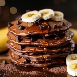 - 1 cup rolled oats - 1/2 cup cottage cheese - 2 eggs - 1 scoop chocolate protein powder - 2 tablespoons unsweetened cocoa powder - 1 tablespoon honey or maple syrup These main ingredients form the base of your pancakes. Rolled oats give a hearty texture, while cottage cheese adds protein and creaminess. Eggs bind everything together and provide structure. Chocolate protein powder packs a flavor punch and boosts nutrition. Unsweetened cocoa powder enhances the chocolate taste without extra sugar. Honey or maple syrup adds just the right amount of natural sweetness. - 1 teaspoon baking powder - 1/2 teaspoon vanilla extract - A pinch of salt - 1/2 cup chocolate chips (dark or milk chocolate) - Cooking spray or coconut oil for frying The additional ingredients are key to perfect pancakes. Baking powder helps them rise, creating a fluffy texture. Vanilla extract adds depth to the flavor. A pinch of salt balances the sweetness. Chocolate chips bring extra chocolate goodness, making each bite rich and satisfying. Cooking spray or coconut oil helps prevent sticking while frying, ensuring your pancakes flip easily and stay intact. Blending the batter To start, grab your blender. Add these ingredients: - 1 cup rolled oats - 1/2 cup cottage cheese - 2 eggs - 1 scoop chocolate protein powder - 2 tablespoons unsweetened cocoa powder - 1 tablespoon honey or maple syrup - 1 teaspoon baking powder - 1/2 teaspoon vanilla extract - A pinch of salt Blend until smooth. You want it to look like pancake batter. Mixing in the chocolate chips Once the batter is smooth, gently stir in 1/2 cup chocolate chips. Use a spatula to fold them in. This adds nice chocolatey bites. Preheating the skillet Now, heat a non-stick skillet or griddle over medium heat. Lightly grease it with cooking spray or coconut oil. This helps the pancakes cook evenly. Cooking the pancakes Pour about 1/4 cup of batter onto the skillet for each pancake. Cook for 2-3 minutes. Look for bubbles forming on top to know when to flip. Carefully turn the pancakes and cook for another 1-2 minutes, until they are browned. Serving suggestions Serve the pancakes warm. You can top them with more chocolate chips, sliced bananas, or your favorite nut butter. This adds flavor and makes it even better! To make the best double chocolate protein pancakes, start with the right batter. It should be thick but pourable. If it’s too thick, add a splash of milk. If it’s too thin, mix in more oats. Cooking temperature is key. Use medium heat. If the pan is too hot, the pancakes burn. If it’s too cool, they won’t cook well. Wait for bubbles to form before flipping. You can swap cottage cheese for Greek yogurt. This change keeps the pancakes creamy. It also adds a tangy flavor. Different protein powders work too. You can use vanilla or plant-based powder. Just remember, this will change the pancake's flavor a bit. Choose a powder you like best. {{image_2}} You can change the flavor of your pancakes easily. Adding fruits like bananas or berries makes them sweet. Slice some ripe bananas and fold them into the batter. You can also sprinkle in blueberries or strawberries for a burst of flavor. This adds natural sweetness and extra nutrients. Spices can also enhance the taste. Infusing spices like cinnamon or nutmeg creates warmth. Just a pinch can make a big difference. These spices pair well with chocolate, making each bite richer. You can experiment with how much you add based on your taste. If you want a different texture, try using alternative flours. Almond flour or coconut flour works great. These flours change the flavor and add unique health benefits. They can make the pancakes gluten-free too. Just remember, you may need to adjust the liquid in your batter. For a vegan twist, use plant-based ingredients. Substitute the eggs with flaxseed meal. Mix one tablespoon of flaxseed with three tablespoons of water. Let it sit for a few minutes until it thickens. You can also use plant-based yogurt instead of cottage cheese. These changes keep the pancakes tasty and healthy for everyone. To keep your pancakes fresh, store them in the fridge. Use an airtight container. They last about three days this way. You can also freeze pancakes for longer storage. Stack them with parchment paper between each one. Place the stack in a freezer bag. They will stay good for up to two months. When it's time to eat, you have two good options. You can use a microwave or a skillet. The microwave is quick. Heat them for about 30 seconds per pancake. For a crispy edge, heat them in a skillet. Use medium heat and cook for one to two minutes per side. Enjoy them warm! Can I make these pancakes without protein powder? Yes, you can skip the protein powder. Use extra oats instead. This will keep the texture similar. You may want to add a little extra protein from another source, like yogurt or eggs. How do I store leftover pancakes? Store leftover pancakes in an airtight container. They will last for about three days in the fridge. For longer storage, freeze them. Just place parchment paper between each pancake to avoid sticking. What can I use instead of cottage cheese? Greek yogurt is a great substitute for cottage cheese. It adds creaminess and protein. You can also use ricotta cheese for a different taste and texture. Are these pancakes good for meal prep? Yes, they are perfect for meal prep! You can make a batch ahead of time and enjoy them all week. Just reheat them in the microwave or on a skillet. Can I make these pancakes gluten-free? Absolutely! Use gluten-free oats for this recipe. Be sure to check that your protein powder and any other ingredients are also gluten-free. This way, everyone can enjoy them! You learned how to make tasty and healthy pancakes using simple ingredients. We covered main ingredients like rolled oats, cottage cheese, and protein powder. You now know how to blend, cook, and even customize your pancakes. Remember to store leftovers properly for future meals. With these tips and tricks, you can enjoy pancakes that fit your diet. Keep experimenting and find what flavors you love most. Enjoy your delicious creations and feel great about eating healthy!