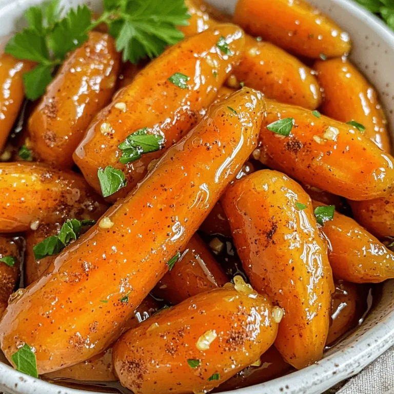 - 1 pound baby carrots (or regular carrots, cut into sticks) - 3 tablespoons honey - 2 tablespoons olive oil - 1 teaspoon garlic powder - 1 teaspoon salt - ½ teaspoon black pepper - ½ teaspoon ground cinnamon Each ingredient plays a special role. Baby carrots bring sweetness and crunch, while honey adds a nice glaze. Olive oil helps the carrots cook evenly. Garlic powder gives depth, and salt enhances flavor. Black pepper adds a bit of heat, while cinnamon gives warmth and sweetness. - Fresh parsley for garnish (optional) For a pop of color, sprinkle fresh parsley on top. It also adds a fresh taste. You can use other herbs too, like thyme or chives, for different flavors. - Use maple syrup instead of honey for a vegan option. - Swap olive oil for melted butter for a richer taste. - Garlic powder can be replaced with fresh minced garlic for a stronger flavor. Feel free to mix and match. Cooking should be fun! Adjust the ingredients to fit your taste. Enjoy your cooking adventure! Start with fresh baby carrots or regular carrots. If using regular carrots, peel them first. Cut them into even sticks, about 2 to 3 inches long. This helps them cook evenly. If you choose baby carrots, you can leave them whole. Rinse them under cold water to clean off any dirt. In a large bowl, mix the honey, olive oil, garlic powder, salt, black pepper, and ground cinnamon. Use a whisk or a spoon to blend everything well. You want the mixture to be smooth and uniform. This honey glaze will give your carrots a sweet and savory flavor. Preheat your air fryer to 375°F (190°C) for about 5 minutes. While it heats, add the carrots to the bowl with the honey glaze. Toss them well to coat. Place the carrots in the air fryer basket in a single layer. If your air fryer is small, work in batches. Cook them for 12 to 15 minutes. Shake the basket halfway through. This helps them cook evenly. Check for doneness by poking a carrot with a fork. They should be tender and lightly caramelized. If you want them crispier, add 2 to 3 extra minutes. Once cooked, transfer the carrots to a serving dish. Drizzle any leftover honey glaze on top for extra flavor. To get the best flavor, use fresh baby carrots. They are sweet and tender. If you use regular carrots, cut them into sticks about 2 to 3 inches long. This helps them cook evenly. The honey glaze is key. Mix honey, olive oil, garlic powder, salt, black pepper, and cinnamon well. This will coat the carrots perfectly. Let the carrots sit in the glaze for a few minutes before cooking. This allows the flavors to blend. Air fryers cook fast, so it’s crucial to arrange the carrots in one layer. Avoid crowding the basket. If you have a small air fryer, cook in batches. Shake the basket halfway through cooking. This helps the carrots cook evenly and get that nice caramel color. Check for doneness by poking a carrot with a fork. It should be tender but not mushy. Once cooked, transfer the carrots to a serving dish right away. Drizzle any leftover honey glaze on top for extra flavor. For a pop of color, sprinkle fresh parsley over the carrots. This makes the dish look vibrant and fresh. You can also serve them warm or at room temperature. They pair well with many main dishes, making them a great side option. {{image_2}} Want to spice things up? Add some heat to your honey glazed carrots. Mix in 1/2 teaspoon of cayenne pepper or red pepper flakes with your honey glaze. This will give a nice kick. You can adjust the spice to your taste. The sweet honey balances the heat well. For a fun twist, add nuts. Chopped walnuts or pecans work great. Toss them in the honey glaze before coating the carrots. The nuts add a crunchy texture that contrasts with the soft carrots. This makes each bite exciting. You can swap out carrots for other veggies. Try sweet potatoes, parsnips, or bell peppers. Just cut them to a similar size as carrots. Adjust the cooking time based on the vegetable you choose. This way, you can enjoy a new flavor with the same honey glaze. You can store leftover honey glazed carrots in an airtight container. Make sure the carrots cool completely first. They will stay fresh for about 3 to 5 days in the fridge. If you want to keep them longer, consider freezing them. To reheat, simply take the carrots out of the fridge. Place them in the air fryer at 350°F for about 5 to 7 minutes. This method keeps them crispy. You can also use a microwave, but they may lose some crunch. Heat in short bursts to avoid overcooking. If you want to freeze honey glazed carrots, let them cool down. Then, place them in a freezer-safe bag. Remove as much air as possible before sealing. They can last up to 3 months in the freezer. When ready to eat, thaw them overnight in the fridge, then reheat as mentioned above. Air fried carrots can last for 3 to 5 days in the fridge. Make sure to store them in an airtight container. They taste best when fresh, so enjoy them soon after cooking. If you want to keep them longer, you can freeze them. Just thaw and reheat when ready. Yes, you can use regular carrots. Just peel them and cut them into sticks. Aim for pieces about 2 to 3 inches long. This will help them cook evenly. Baby carrots are convenient, but regular carrots bring more flavor. You can get creative with your glaze. Try adding fresh herbs like thyme or rosemary for a fresh taste. A splash of lemon juice can add brightness. If you like spice, some red pepper flakes will give a nice kick. You can also add nuts, like chopped walnuts or pecans, for extra crunch. In this post, we explored how to make air fryer honey glazed carrots. We covered key ingredients and their variations. I shared step-by-step instructions that make cooking easy. Helpful tips showed you how to get great flavor and even cooking. Whether you're serving them plain or adding nuts, these carrots shine. Store leftovers for later use or freeze them for months. Enjoy experimenting with my tips. Get ready to delight your taste buds!