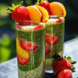 - 1 cup fresh spinach, washed and stems removed - 1 cup strawberries, hulled and halved - 1 ripe peach, pitted and sliced - 1 banana, frozen for creaminess - 1 cup unsweetened almond milk (or any milk of choice) - 1 tablespoon honey or maple syrup (for sweetness) - 1 tablespoon chia seeds (for added nutrients) - Ice cubes (for a frostier texture) - Blender - Measuring cups - Serving glasses When making a Strawberry Peach Spinach Smoothie, using the right ingredients is key. Fresh spinach adds vital nutrients and a vibrant green color. Strawberries give the smoothie a sweet and tangy taste. Ripe peaches add a juicy sweetness that blends well. A frozen banana creates a creamy texture, making the drink delightful. Unsweetened almond milk keeps it light and smooth. For those who enjoy a sweeter taste, you can add honey or maple syrup. Chia seeds are optional but add fiber and protein. If you like a chilly drink, toss in some ice cubes. Make sure to have a blender, measuring cups, and serving glasses on hand. These tools help you create the perfect smoothie. First, wash the fresh spinach well. Remove any tough stems. Spinach adds a nice green boost to your smoothie. Next, hull and halve the strawberries. A cup of strawberries gives great flavor and color. Then, pit and slice the ripe peach. The peach adds sweetness and a soft texture. For creaminess, grab a frozen banana. It makes your smoothie rich and thick. Now, it's time to add everything to the blender. Start with the spinach. This helps it blend smoothly without clumping. Then, toss in the strawberries, peach slices, and frozen banana. Pour in one cup of almond milk. If you want extra sweetness, add a tablespoon of honey or maple syrup. Finally, sprinkle in the chia seeds for some added nutrients. If you like a colder drink, toss in a few ice cubes. Blend the mixture on high speed. Aim for about 30 to 60 seconds. This time helps all the ingredients mix evenly. Watch for a smooth and creamy texture. If the smoothie seems thick, add a bit more almond milk. If it's not sweet enough, add more honey or maple syrup. Taste it to find your perfect mix. Pour the smoothie into tall glasses. You want it to look as good as it tastes. For a pretty touch, garnish with a slice of peach on the rim. Add a few whole strawberries on top for color. Drizzle some chia seeds over the smoothie for added texture and style. Enjoy this energizing and fresh treat! To make your smoothie just right, you can adjust the sweetness and texture. If it tastes too sour, add a bit of honey or maple syrup. Start with one tablespoon. Blend again and taste it. If you want it sweeter, add more little by little. For the best consistency, always blend the spinach first. This helps it mix easily with the other fruits. After that, add the strawberries, peach, and banana. Pour in the almond milk next. If you want a thicker smoothie, toss in some ice cubes before blending. This smoothie is not just tasty; it’s also healthy. Spinach is full of vitamins A and C. It helps your body stay strong. Strawberries are rich in antioxidants and help keep your heart healthy. Peaches add vitamins and fiber, which are great for digestion. Adding chia seeds boosts the smoothie’s nutrients. They are high in omega-3 fatty acids, which are good for your brain. They also help you feel full longer. If your smoothie isn’t sweet enough, don’t worry! Just mix in more honey or maple syrup. Blend it again and taste. You can keep adding until it suits your taste. If your smoothie is too thick, simply add more almond milk a little at a time. Blend it again until you reach the right thickness. If it’s too thin, add a frozen banana or some ice cubes to thicken it up. {{image_2}} You can switch almond milk for other options. Try coconut milk for a tropical twist. Oat milk adds a creamy texture too. If you prefer, use dairy milk or soy milk. You can also mix up the fruits. Swap strawberries for blueberries or raspberries. Pineapple adds a fun zing. Mango can give the smoothie a sweet taste. Get creative with what you have! Want to pump up the nutrition? Add protein powder or greens powder for extra benefits. They blend in well and make you feel full longer. Flavored yogurts can change the vibe of your smoothie. Vanilla or peach yogurt adds a nice touch. Nut butters like almond or peanut give a rich flavor and more protein. In summer, use fresh berries and peaches. In fall, add apples and pears for a cozy taste. Winter can be a time for frozen fruits like cherries or bananas. Spring is perfect for fresh greens and herbs, like mint. Enjoy the seasons with new flavors! To keep your Strawberry Peach Spinach Smoothie fresh, start by refrigerating any leftovers. Pour the smoothie into a sealed container and place it in the fridge. It’s best to consume it within 24 hours for the best taste and texture. If you have more than you can drink, freezing is a great option. Pour the smoothie into ice cube trays or freezer bags. This way, you can enjoy it later. Just thaw it in the fridge when you’re ready. In the fridge, your smoothie stays fresh for about one day. If it has been two days or more, it’s best not to drink it. Look for signs that the smoothie has gone bad. If you see separation, off smells, or a change in color, it’s time to toss it out. Got some smoothie leftovers? You can use them in fun ways. Blend the leftover smoothie into pancake batter for a fruity twist. You can also pour it over yogurt or oatmeal for added flavor. Another idea is to freeze it into popsicles for a cool treat. This way, nothing goes to waste! To make this smoothie vegan, simply replace the honey with maple syrup. This keeps the sweetness without using animal products. You can also use any non-dairy milk, like oat or soy milk. These options work well and still taste great. Yes, you can prep this smoothie in advance. I suggest blending all the ingredients except the liquid. Store this mix in an airtight container in the fridge. When you’re ready to drink, just add your almond milk and blend. This saves time and keeps it fresh. This smoothie is great for kids! It has fruits and veggies packed with vitamins. Spinach adds iron, and bananas give energy. Strawberries and peaches are sweet and tasty. You can adjust the sweetness based on your child’s taste. Just skip the honey if you want a less sweet drink. This blog post covered how to make a delicious smoothie. We looked at key ingredients like fresh spinach, strawberries, and almond milk. I shared tips to enhance taste and thickness. You learned how to store leftovers and how long they last. Finally, we discussed variations and answers to common questions. Enjoy crafting your smoothies with these easy steps and tips. The right mix can boost your health and delight your taste buds!