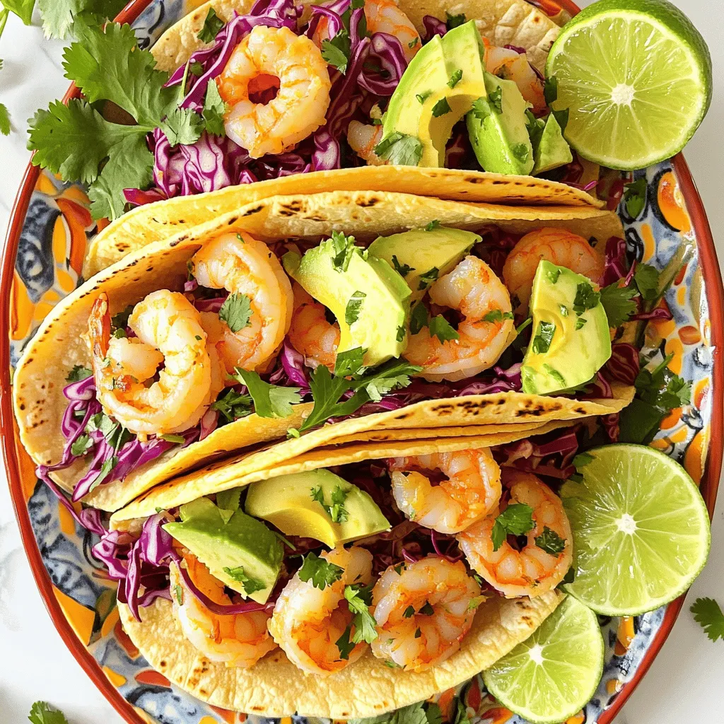 To make Air Fryer Garlic Butter Shrimp Tacos, you need fresh and simple ingredients. Here’s the list: - 1 pound large shrimp, peeled and deveined - 4 tablespoons unsalted butter, melted - 4 garlic cloves, minced - 1 teaspoon smoked paprika - 1 teaspoon chili powder - Salt and pepper to taste - 1 tablespoon fresh lime juice - 8 small corn or flour tortillas - 1 cup shredded red cabbage - 1 avocado, sliced - Fresh cilantro, for garnish - Lime wedges, for serving These ingredients work together to create a tasty meal. The large shrimp provide a juicy base, while the garlic and butter add rich flavor. Smoked paprika and chili powder give a mild kick. Fresh lime juice brightens the dish, making it perfect for tacos. Using shredded cabbage adds crunch, and the creamy avocado balances the flavors. Don’t forget the cilantro for a fresh touch! Lime wedges on the side help enhance the taste even more. This combination makes every bite a delightful experience. First, gather your ingredients. In a large bowl, combine 4 tablespoons of melted butter, 4 minced garlic cloves, 1 teaspoon of smoked paprika, 1 teaspoon of chili powder, and salt and pepper to taste. Mix well to create a rich marinade. Next, add 1 pound of peeled and deveined shrimp to the bowl. Toss the shrimp gently until they are fully coated in the marinade. Let the shrimp marinate for about 15-20 minutes to soak up all those delicious flavors. Now it's time to bring out your air fryer. Preheat it to 400°F (200°C). Once it’s hot, place the marinated shrimp in the air fryer basket in a single layer. Cook the shrimp for 6-8 minutes. Remember to shake the basket halfway through for even cooking. The shrimp will turn pink and cook through perfectly. While the shrimp cooks, warm 8 small corn or flour tortillas. You can do this in a skillet over medium heat or in the microwave for about 30 seconds. Once warmed, layer shredded red cabbage in each tortilla first. Then, add a few pieces of your delicious shrimp. Top each taco with sliced avocado, fresh cilantro, and a squeeze of lime juice. Enjoy this vibrant and tasty meal! To avoid overcooking shrimp, keep a close eye on the timer. Shrimp cook quickly. They turn pink and curl when done, which takes about 6-8 minutes in the air fryer. You can also shake the basket halfway through cooking. This helps cook them evenly. Preheating the air fryer is very important. It ensures the shrimp cook at the right temperature right away. Preheating to 400°F (200°C) gives the best results. A hot fryer cooks shrimp quickly and perfectly. For a vibrant look, serve the tacos on a colorful platter. Add lime wedges and extra cilantro for a fresh touch. You can also include a bowl of your favorite salsa on the side. Salsa adds flavor and color to your meal. Recommended sides for these tacos include black beans and rice. These pair well and make your meal more filling. You can also serve a light salad or corn on the side for a refreshing crunch. For leftovers, it is best to store shrimp and taco components separately. This keeps the shrimp from making the tortillas soggy. Place shrimp in an airtight container in the fridge. They will last for about 1-2 days. Wrap the tortillas in foil or keep them in a separate bag. Shredded cabbage and toppings like avocado should also be stored separately. This way, you can enjoy fresh tacos later! {{image_2}} You can switch up the shrimp for chicken or fish. Both options cook well and soak up flavors nicely. Use the same marinade to keep things simple. For a vegetarian twist, try grilled veggies. Bell peppers, zucchini, and mushrooms add great taste and texture. Want some heat? Add jalapeños or your favorite hot sauce. This kicks up the flavor and spice level. You can also experiment with different herbs. Cilantro, parsley, or even dill can change the dish’s profile. Trust your taste buds and have fun with it! Try serving the shrimp as a salad bowl instead of in tortillas. Just layer the cabbage and shrimp in a bowl and add toppings. This makes a fresh and light meal. You can also use different types of tortillas or wraps. Flour, corn, or even lettuce wraps can change the vibe of your dish. You should marinate the shrimp for about 15 to 20 minutes. This time allows the shrimp to soak up the flavors from the garlic, butter, and spices. If you marinate too long, the shrimp may become mushy. Yes, you can make some parts in advance. You can marinate the shrimp a few hours ahead. However, cook the shrimp just before serving for the best taste. You can also prep the toppings like cabbage and avocado ahead of time. Some great sides include: - Mexican rice - Black beans - Grilled corn - A fresh salad - Chips with salsa or guacamole These sides pair well and add extra flavor to your meal. Absolutely! Use corn tortillas instead of flour tortillas. Always check labels to ensure they are certified gluten-free. This way, everyone can enjoy these tasty tacos without worry. - Try air fryer chicken wings for a crispy treat. - Explore air fryer roasted vegetables for a healthy side. - Check out shrimp scampi for a quick pasta dish. - Discover spicy shrimp skewers for your next grill night. - I recommend the Philips Air Fryer for even cooking. - The Ninja Foodi is great for multi-use cooking. - Use a sturdy cutting board and knife for prep. - Have a mixing bowl ready for marinating shrimp. - Keep a set of measuring spoons for accurate flavoring. - Watch this video to see the shrimp tacos in action. - Get tips from me on perfecting the shrimp cooking time. - Learn how to make your tacos look amazing on a plate. These shrimp tacos are easy to make and packed with flavor. We covered the tasty ingredients, step-by-step cooking, helpful tips, and fun variations. Whether you stick to shrimp or try chicken or veggies, these tacos can adapt to your taste. Enjoying them fresh with lime and toppings makes each bite special. Now go ahead, try this simple recipe, and impress your friends and family with your cooking skills!