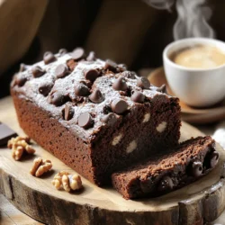 To make this delicious loaf, you need these key ingredients: - 1 ½ cups all-purpose flour - 1 cup granulated sugar - ½ cup unsweetened cocoa powder - 1 teaspoon baking powder - ½ teaspoon baking soda - ¼ teaspoon salt - ½ cup unsalted butter, softened - 2 large eggs - 1 teaspoon vanilla extract - ¾ cup brewed espresso, cooled - 1 cup semi-sweet chocolate chips These ingredients create a rich, moist loaf with a deep chocolate flavor. The espresso adds a nice kick. You can enhance the loaf’s flavor and crunch with these optional items: - ½ cup chopped walnuts - Powdered sugar for dusting Adding walnuts gives a lovely texture. A sprinkle of powdered sugar makes it look fancy. If you need gluten-free options, try using almond flour or a gluten-free blend. For dairy-free, replace butter with coconut oil or a dairy-free spread. These swaps ensure everyone can enjoy this treat without worry. First, heat your oven to 350°F (175°C). This step is key for baking. Next, grab a 9x5 inch loaf pan. Grease it well and line it with parchment paper. This makes it easy to remove the loaf later. In a large bowl, add these dry ingredients: - 1 ½ cups all-purpose flour - 1 cup granulated sugar - ½ cup unsweetened cocoa powder - 1 teaspoon baking powder - ½ teaspoon baking soda - ¼ teaspoon salt Whisk everything together until well mixed. This helps blend the flavors. In another bowl, beat ½ cup softened unsalted butter until creamy. Then add: - 2 large eggs - 1 teaspoon vanilla extract - ¾ cup brewed espresso, cooled Mix these together until smooth. This mixture will bring moisture to your loaf. Now, slowly add your dry mix to the wet mix. Stir just until combined. Be careful not to overmix, as it can make your loaf tough. After that, fold in: - 1 cup semi-sweet chocolate chips - ½ cup chopped walnuts (optional) Make sure they are evenly spread in the batter. Pour your batter into the prepared loaf pan. Smooth the top with a spatula. Now, place it in the oven. Bake for 50-60 minutes. Check if it’s done by inserting a toothpick. It should come out clean. Once baked, let the loaf cool in the pan for about 10 minutes. Then, transfer it to a wire rack to cool completely. You can dust it with powdered sugar before slicing. Serve slices on a nice platter with coffee or espresso. Add fresh berries or whipped cream for a yummy touch! To get a soft and moist loaf, use room-temperature butter. This helps create a creamy mix. Mix your dry ingredients well. This ensures even flavor throughout. When you combine wet and dry, stir gently. Overmixing can make the loaf dense. Bake until a toothpick comes out clean. This is key for the right texture. One mistake is not measuring ingredients correctly. Use measuring cups and spoons for accuracy. Another common error is skipping the cooling time. Let the loaf cool in the pan for a bit. If you slice too soon, it might crumble. Lastly, remember to preheat your oven! This sets the right baking environment. To keep your loaf fresh, wrap it in plastic wrap. This prevents it from drying out. Store it at room temperature for up to three days. For longer storage, freeze slices in an airtight bag. When you’re ready to eat, thaw at room temperature. You can also warm slices in a toaster oven for a quick treat. {{image_2}} You can make your chocolate espresso loaf even better with fun mix-ins. Try adding nuts or fruits to change the flavor and texture. For example, walnuts add a nice crunch. You can also use pecans or almonds for a different taste. If you want some sweetness, add in dried fruits like cherries or cranberries. These options give the loaf a unique twist. Just remember to fold them in gently so you don’t overmix the batter. Feeling adventurous? You can switch up the flavors in your loaf. Try adding orange zest for a fresh taste. Almond extract is another great option. It adds a lovely nutty flavor that pairs well with chocolate. If you enjoy spice, a pinch of cinnamon or nutmeg can warm up the loaf too. These little changes create a whole new experience while keeping the rich chocolate and espresso base. Want to make a gluten-free version? It’s easy! You can swap all-purpose flour for a gluten-free flour blend. Look for a blend that includes xanthan gum, which helps with texture. You might also try almond flour for a nutty taste. Just keep in mind that the loaf may bake faster. Check it a bit early to avoid overbaking. With these small adjustments, you can enjoy a delicious chocolate espresso loaf that fits your dietary needs. To keep your loaf fresh, wrap it tightly in plastic wrap. This keeps moisture in. Place the wrapped loaf in an airtight container for added protection. Store it at room temperature for up to three days. If you want it to last longer, refrigerate it. Be aware that refrigeration may change the texture slightly. Freezing the loaf is an excellent choice for long-term storage. First, let it cool completely. Next, wrap it in plastic wrap, then in aluminum foil. This double wrapping protects it from freezer burn. You can freeze it for up to three months. Label the package with the date, so you know when to use it. To thaw the loaf, take it out of the freezer and unwrap it. Leave it at room temperature for several hours. You can also speed up the process by placing it in the fridge overnight. If you want to enjoy it warm, preheat your oven to 350°F (175°C). Place the loaf in for about 10-15 minutes. This warms it up without drying it out. Enjoy your fresh-tasting chocolate espresso loaf! Yes, you can make this loaf ahead of time. Bake it, let it cool, and wrap it well. Store it in the fridge for up to five days. You can also freeze it for up to three months. Just thaw it overnight in the fridge before serving. Check the loaf at 50 minutes. Insert a toothpick in the center. If it comes out clean, the loaf is done. If there is batter on the toothpick, bake for another five to ten minutes. The top should look firm and slightly cracked. This loaf goes great with coffee, espresso, or a rich hot chocolate. You can also enjoy it with milk or a creamy latte. For a twist, try pairing it with a red wine, like a Merlot. The flavors will mix well. Yes, you can use instant coffee. Mix two tablespoons of instant coffee with three tablespoons of hot water. This will give you a strong coffee flavor, similar to espresso. Adjust the amount if you want a milder taste. If you don’t have a loaf pan, you can use a round cake pan. Just adjust the baking time. Check for doneness five to ten minutes earlier. You can also make muffins. Fill the muffin tin with batter and bake for about 20-25 minutes. You now have all the tools to bake a delicious chocolate espresso loaf. We covered the main ingredients, optional add-ins, and gluten-free swaps. I shared step-by-step instructions for mixing and baking, plus tips to avoid common mistakes. Remember to store your loaf right and try different flavors. Enjoy the warm taste and rich aroma with friends or family. Baking is fun, and you just learned how to make a tasty treat. Happy baking!