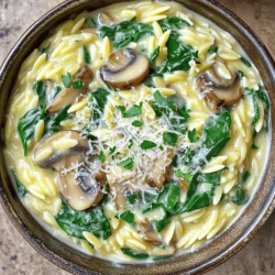 Creamy Mushroom Spinach Orzo Flavorful Dinner Delight
