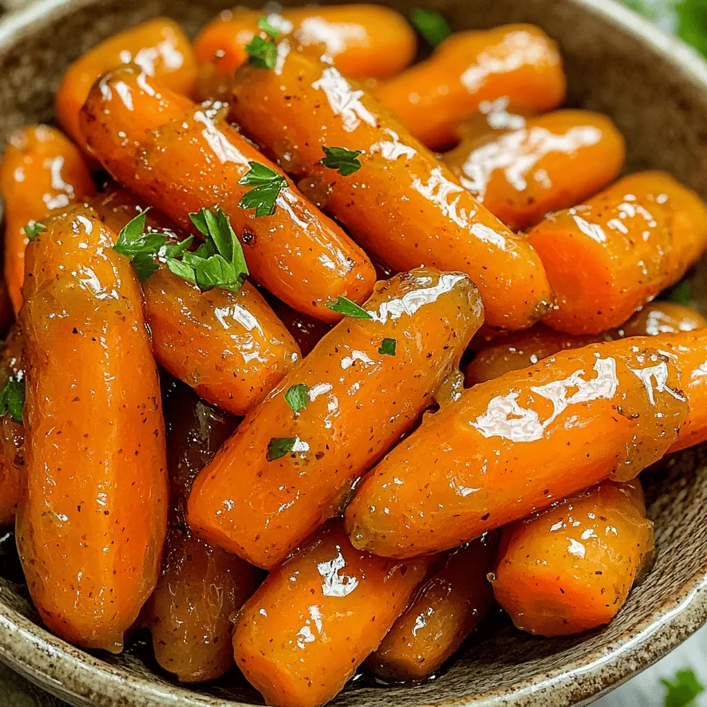 - 1 pound baby carrots, peeled and trimmed - 2 tablespoons honey - 1 tablespoon olive oil - 1 teaspoon salt - 1/2 teaspoon ground cinnamon - 1/4 teaspoon black pepper - Fresh parsley, chopped (for garnish) - Garlic powder - Ginger - Lemon juice Gather these ingredients before you start. The baby carrots are the star of this dish. Their natural sweetness shines through when you glaze them. Honey adds a delightful touch of sweetness. Olive oil helps the glaze stick and gives a nice shine. Salt enhances the flavor, while cinnamon adds warmth. Black pepper gives it a slight kick. Fresh parsley makes your dish look bright and fresh. If you want to mix it up, try adding garlic powder for depth. Grated ginger can add a zesty twist. A splash of lemon juice brings in a tangy flavor that brightens everything up. These add-ins are great for customizing your taste. Let your creativity shine as you make this dish your own! First, preheat your air fryer to 375°F (190°C) for 3-5 minutes. This step is key for even cooking. In a large bowl, combine the honey, olive oil, salt, cinnamon, and black pepper. Mix well until you have a smooth glaze. This adds great flavor to your carrots. Now, toss the peeled baby carrots in the glaze. Make sure they are fully coated. Place the carrots in the air fryer basket in a single layer. Avoid overcrowding to allow for proper air circulation. Cook the carrots for 15-18 minutes. Shake the basket halfway through to ensure they cook evenly. The carrots should come out tender and a bit caramelized. Once done, transfer them to a serving dish and garnish with fresh parsley. Enjoy this sweet and savory side! To cook your carrots evenly, shake the basket halfway through cooking. This simple step helps all the carrots cook well. It keeps them from sticking together and burning. You will get a nice texture and color this way. You can check if the carrots are done by testing them with a fork. If the fork goes in easily, they are ready. Tender carrots are the goal here. If they need more time, pop them back in for a few more minutes. These honey-glazed carrots pair well with protein-rich dishes. They make a great side for chicken, beef, or fish. You can also serve them alongside grains for a complete meal. Enjoy them warm and garnished with fresh parsley for added flavor! {{image_2}} You can easily change the flavor of your honey glazed carrots. Adding a pinch of cayenne pepper gives them a nice kick. Just a little goes a long way. You can also try herbs like thyme or rosemary. These herbs add depth and freshness to the dish. Mix and match spices to find your perfect flavor. If you want a different sweet taste, swap honey for maple syrup. Maple syrup gives a rich and unique flavor. It also works well with the spices in this recipe. This simple change can add a fun twist to your dish. You can use other vegetables if you want variety. Sweet potatoes or parsnips make great substitutes. They cook well in the air fryer and soak up the glaze nicely. Just cut them into similar sizes as the baby carrots for even cooking. Enjoy experimenting with different veggies! You can store your honey glazed carrots in the fridge. Place them in an airtight container. They will stay fresh for up to 3 days. This makes it easy to enjoy leftovers. To reheat, use the air fryer for the best texture. Set it to 375°F (190°C). Heat the carrots for about 5 minutes. This keeps them tender and warm without losing flavor. You can freeze honey glazed carrots, but be aware they might change texture. Place them in a freezer-safe bag or container. They will last for up to 3 months. When you thaw, they may be softer, but they still taste great! Yes, but cut them into similar-sized pieces for even cooking. This ensures they cook at the same rate. Baby carrots are small, so if you use larger ones, slice them down to size. About 15-18 minutes depending on size and desired tenderness. Check them halfway through to see if they need more time. You want them tender, not mushy. Yes, replace honey with agave syrup or a vegan sweetener. This swap keeps the sweetness while making it plant-based. It’s a great option for vegans and those with honey allergies. They pair well with meats and grains for a balanced meal. Try them with chicken, pork, or rice. They add color and flavor to any plate. Offers a nutritious side option with beneficial ingredients, though moderate in sugar. Carrots are packed with vitamins, and the glaze adds a touch of sweetness without being too heavy. In this blog post, you learned how to make honey-glazed carrots in an air fryer. We covered the key ingredients and simple steps to prepare them. You discovered tips for even cooking and storage options. Lastly, we explored variations and answered common questions. Honey-glazed carrots make a delicious side for any meal. They are easy to prepare and healthier than many dishes. Enjoy trying different flavors to make this recipe your own!