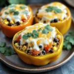 When I make Taco Seasoned Quinoa Stuffed Peppers, I gather these simple ingredients: - 4 large bell peppers (any color) - 1 cup quinoa, rinsed - 2 cups vegetable broth - 1 can (15 oz) black beans, drained and rinsed - 1 can (15 oz) corn, drained - 1 cup diced tomatoes (canned or fresh) - 1 tablespoon taco seasoning (store-bought or homemade) - 1 teaspoon olive oil - 1 cup shredded cheese (cheddar or Mexican blend) - Fresh cilantro for garnish - Salt and pepper to taste These ingredients work together to create a tasty dish. The quinoa serves as a healthy base, while the black beans and corn add great texture. The taco seasoning gives it a fun kick, making this meal satisfying. You can use any color of bell pepper, which adds a pop of color to your plate. I love using fresh cilantro for garnish; it brightens up the whole dish! In this blog post, we explored how to make delicious taco-seasoned quinoa stuffed peppers. We covered the ingredients, preparation steps, cooking tips, and even variations for different diets. You can easily customize this dish with protein options or different veggies. Remember, meal prepping makes weekday cooking simple. Whether you enjoy these fresh or frozen, stuffed peppers are a tasty choice. Give this recipe a try, and enjoy a colorful, healthy meal!