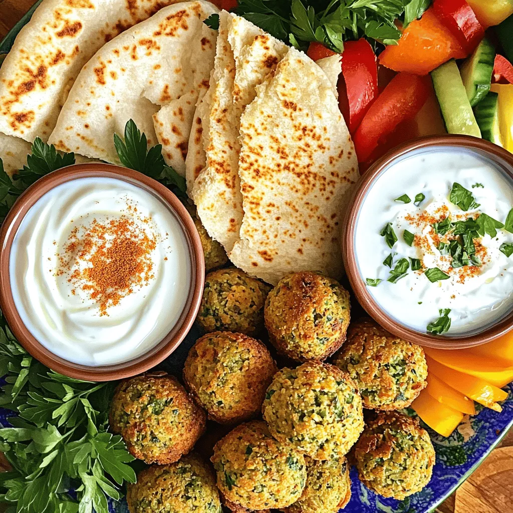 To make crispy air fryer falafel, you need fresh and simple ingredients. Here's what you'll need: - 1 can (15 oz) chickpeas, drained and rinsed - 1 small onion, chopped - 3 cloves garlic, minced - 1 cup fresh parsley, chopped - 1 teaspoon cumin - 1 teaspoon coriander - 1 teaspoon baking powder - 1 tablespoon lemon juice - 2 tablespoons flour (whole wheat or all-purpose) - Salt and pepper to taste - Olive oil spray Using these ingredients gives you a flavorful and healthy snack. Chickpeas are high in protein and fiber. Fresh parsley adds a nice touch of color and taste. Spices like cumin and coriander bring warmth and depth to the falafel. When you combine these ingredients, you create a mixture that is both tasty and nutritious. Do not skip the baking powder. It helps the falafel become light and airy. The flour helps bind the ingredients together. This balance is key to making great falafel that holds its shape during cooking. Make sure your chickpeas are well-drained and rinsed. This removes excess salt and helps create the right texture. Fresh herbs and spices make a big difference in flavor, so avoid dried versions if you can. Once you have these ingredients ready, you can move on to making the falafel mixture. Trust me, this is a snack you'll want to share! To start, prepare your chickpeas and veggies. Drain and rinse one can of chickpeas. This helps remove extra salt and makes them fresher. For the onion, chop it into small pieces. Mince three cloves of garlic. Finally, chop one cup of fresh parsley. When you blend these ingredients, use the pulse setting. This method keeps the mix coarse and chunky. If you blend too long, you might end up with a puree. We want texture in our falafel! Next, mix your dry and wet ingredients. In your food processor, add the chickpeas, onion, garlic, and parsley. Then, sprinkle in one teaspoon each of cumin and coriander. Add one teaspoon of baking powder, one tablespoon of lemon juice, and two tablespoons of flour. Season with salt and pepper to taste. Pulse the mix a few times until it just combines. The mix should hold together when you press it. If it feels too dry, add water slowly, one teaspoon at a time, until it binds. Before you start air frying, preheat your air fryer to 375°F (190°C). This step is key. It helps the falafel cook evenly and get crispy. Preheat for about 5 minutes. Now, shape the falafel mixture into small balls or patties. Aim for 1 to 1.5 inches in diameter. Lightly spray your air fryer basket with olive oil. Place the falafel balls in a single layer, ensuring they do not touch. Spray them lightly with olive oil on top too. Air fry the falafel for 12 to 15 minutes. Flip them halfway through to ensure they brown on all sides. They should look golden brown when ready. After cooking, let them cool slightly before serving. To make sure your falafel holds together, use properly cooked chickpeas. Drain and rinse them well. If your mix feels too dry, add a teaspoon of water until it binds. Do not over-process; pulse just enough to combine. This way, your mixture stays chunky and flavorful. If your falafel falls apart during cooking, adjust moisture levels. You may need to add a bit more flour to help it stick. A good texture is key for that crispy bite! To boost flavor, consider adding more spices. Try smoked paprika or chili powder for heat. Fresh herbs like cilantro or mint can add a new twist, too. While dried herbs are easier, fresh herbs give a brighter taste. Play around to find your favorite combination! For the best crispiness in your air fryer, preheat it to 375°F (190°C). This helps your falafel cook evenly. Arrange the balls in a single layer and avoid crowding. If they cook unevenly, shake the basket halfway through cooking. This helps all sides get that perfect golden brown! {{image_2}} You can easily change the main ingredients in falafel. Chickpeas are the usual choice, but you can use other beans or legumes. Black beans or lentils work well too. They bring new flavors and textures. If you want a gluten-free option, swap regular flour with chickpea flour or almond flour. These alternatives keep the falafel crispy while making them safe for those with gluten issues. Falafel can take on many flavors. Different regions have unique spice mixes. You can add spices like paprika for a smoky taste or sumac for a tangy note. This really changes the falafel's profile. You can also mix in veggies for added nutrition. Carrots or zucchini can be grated and added to the mix. This gives the falafel extra moisture and flavor. Plus, it makes them more colorful! Falafel is versatile in how you serve it. You can wrap them in pita bread with fresh veggies and sauces. This makes for a fun and filling meal. You can also serve falafel on a salad. Add greens, tomatoes, and cucumbers for a fresh touch. Pair them with dips like tahini sauce or yogurt. These sauces add great flavor and make your meal even more exciting! To keep your falafel fresh, place them in an airtight container. Store in the fridge for up to four days. For longer storage, freeze your falafel. Arrange them on a baking sheet first. This prevents sticking together. Once frozen, transfer them to a freezer bag. They can last for up to three months in the freezer. To enjoy your falafel again, reheat them in the air fryer. Set it to 350°F (175°C). Heat for about 5-7 minutes. This method keeps them crispy. You can also use an oven. Preheat to 375°F (190°C) and bake for 10-12 minutes. If you prefer the microwave, use it, but they might lose their crunch. Refrigerated falafel stay good for about four days. When frozen, they last around three months. Check for signs of spoilage. If they smell off or show mold, discard them. Proper storage helps maintain flavor and texture. Enjoy your falafel safely! Yes, you can make falafel ahead of time. To do this, prepare the falafel mixture but do not cook it. Store the mixture in an airtight container in the fridge for up to 24 hours. You can also shape the falafel into balls or patties and freeze them. Lay them flat on a tray to freeze, then transfer to a bag. This way, you can cook them straight from the freezer. If your falafel falls apart, it may be too dry or too wet. To fix dry falafel, add a little water, one teaspoon at a time, until it holds together. If it’s too wet, add a bit more flour to help bind it. Make sure to pulse the mixture until it’s just combined, not pureed. This helps keep the texture right. Air fry falafel at 375°F (190°C) for 12 to 15 minutes. Flip them halfway through cooking. This ensures even crispiness on all sides. They should turn golden brown and feel firm when done. Adjust the time slightly if your air fryer has different settings. Yes, you can bake falafel. Preheat your oven to 400°F (200°C). Place the falafel on a baking sheet lined with parchment paper. Bake for about 20-25 minutes, flipping halfway through. Spray the tops with olive oil to help them crisp up. Baking may take a bit longer, but it still yields tasty results. This blog post covered how to make delicious falafel, from ingredients to cooking methods. You learned about the key components, the step-by-step preparation, and cooking tips for the best texture and flavor. Remember to experiment with swaps and variations to make falafel your own. With proper storage, your homemade falafel can stay fresh for later. Enjoy this tasty dish in wraps or salads, or share it with friends. Making falafel can be fun, easy, and rewarding.