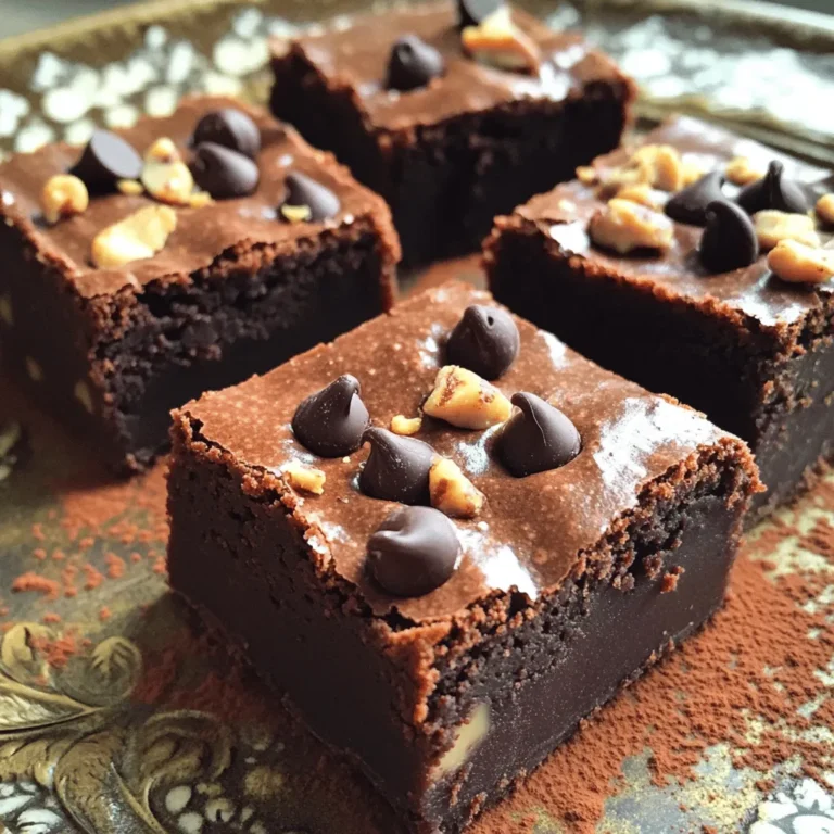 I use 1 cup of cottage cheese for these brownies. Blending it smooth gives the brownies a creamy texture. This ingredient also adds protein, making them more filling. You can use low-fat or full-fat cottage cheese, based on your choice. Next, I add 1/2 cup of creamy peanut butter. It gives the brownies a rich, nutty flavor. Any brand works well, but I prefer natural peanut butter without added sugar. This makes the brownies taste fresh and wholesome. I sweeten the batter with 1/2 cup of honey or maple syrup. Both options are great, but honey has a stronger flavor. Maple syrup adds a lovely caramel note. Choose what you like best! I use 2 large eggs and 1 teaspoon of vanilla extract. The eggs bind the ingredients and help the brownies rise. The vanilla adds a warm sweetness that enhances all the flavors. For the dry mix, I sift 1/2 cup of unsweetened cocoa powder, 1/4 teaspoon of baking powder, and 1/4 teaspoon of salt. The cocoa gives the brownies their chocolatey taste. The baking powder helps them rise, and salt balances the sweetness. If you want to make these brownies extra special, add 1/2 cup of dark chocolate chips or 1/4 cup of chopped nuts. I love walnuts or pecans for a nice crunch. These add-ins boost flavor and texture, making each bite more exciting. First, set your oven to 350°F (175°C). This heat makes the brownies bake just right. Next, take an 8x8 inch baking pan. Lightly grease it with cooking spray or line it with parchment paper. This step helps with easy removal later. In a large bowl, combine 1 cup of blended cottage cheese and 1/2 cup of creamy peanut butter. Stir them together until the mix is smooth and creamy. Then, add in 1/2 cup of honey or maple syrup, 2 large eggs, and 1 teaspoon of vanilla extract. Mix until everything is well blended. In another bowl, sift together 1/2 cup of unsweetened cocoa powder, 1/4 teaspoon of baking powder, and 1/4 teaspoon of salt. This dry mix adds flavor and helps brownies rise. Gradually add this mixture to the wet ingredients. Stir until just combined. Be careful not to overmix. If you want, fold in 1/2 cup of dark chocolate chips and 1/4 cup of chopped nuts. This step adds extra flavor and texture to the brownies. Make sure they are evenly spread throughout the batter. Pour the brownie batter into the prepared pan. Smooth the top with a spatula. Place it in the preheated oven. Bake for 25-30 minutes. Check if they are done by inserting a toothpick in the center. It should come out mostly clean. A few moist crumbs are okay. After baking, let the brownies cool in the pan for 10 minutes. Then, transfer them to a wire rack to cool completely. Once they are cool, cut them into squares. Serve them on a nice platter. Dust with cocoa powder or powdered sugar for a lovely touch. You can also add a dollop of whipped cream or a drizzle of peanut butter on top for extra flair. To get great brownies, blend the cottage cheese until it's smooth. This step helps create a creamy base. Mix the peanut butter in well, so it blends with the cottage cheese. Avoid overmixing your batter. This keeps the brownies soft and chewy. You can swap honey with maple syrup for a different flavor. Both sweeteners work well in this recipe. If you want less sugar, try a sugar substitute like stevia. Just remember to check the package for the right amount to use. Start by mixing wet ingredients first. This includes cottage cheese, peanut butter, honey, eggs, and vanilla. Stir until smooth, but don’t overdo it. Next, add in the dry ingredients. Mix gently until combined. Overmixing can lead to dense brownies. Serve your brownies on a nice platter. Dust them with cocoa powder or powdered sugar for a fancy touch. For extra flair, add whipped cream or a drizzle of peanut butter on top. You can also sprinkle some chopped nuts for added crunch. {{image_2}} You can easily make these brownies gluten-free. Just swap regular cocoa powder for a gluten-free brand. Use certified gluten-free oats instead of flour. This keeps the taste rich and smooth. To make this recipe vegan, replace the eggs with flax eggs. Mix one tablespoon of ground flaxseed with three tablespoons of water. Let it sit for five minutes to thicken. Use maple syrup as a sweetener, too. Want to spice things up? Add a pinch of cinnamon or nutmeg for warmth. You can also mix in a teaspoon of almond or mint extract. These little tweaks can add a fun twist to your brownies! You can store leftover brownies in an airtight container. Keep them at room temperature for up to three days. If you want them to last longer, place them in the fridge. They can stay fresh for about a week in the fridge. Just make sure they are covered well so they don’t dry out. To freeze your brownies, first let them cool completely. Cut them into squares and wrap each piece in plastic wrap. Next, place the wrapped brownies in a freezer bag. They can stay in the freezer for up to three months. When you’re ready to enjoy them, just take out how many you want. For reheating, you can use the microwave or the oven. If using the microwave, heat each brownie for about 10-15 seconds. Check if it’s warm enough, and add a few more seconds if needed. For the oven, preheat it to 350°F (175°C) and warm the brownies for about 5-10 minutes. This way, they taste fresh and gooey again. Yes, you can use low-fat cottage cheese. This will change the texture slightly. The brownies may be a bit less rich, but they will still taste great. Blending it smooth helps keep the texture creamy. To check if the brownies are done, insert a toothpick in the center. If it comes out mostly clean, they are ready. A few moist crumbs are okay. Bake for 25-30 minutes for the best results. Absolutely! These brownies are very kid-friendly. They are sweet, chocolatey, and have a fun texture. The cottage cheese adds protein, making them a better treat than regular brownies. If you want a different flavor, try almond butter or sunflower seed butter. Both will give a unique taste. Make sure they are smooth to mix well with the other ingredients. To boost the chocolate flavor, add more cocoa powder. You can also stir in extra dark chocolate chips. This will make the brownies rich and decadent. Enjoy exploring different chocolatey options! This blog post covered how to make delicious brownies using simple ingredients. We talked about key steps like mixing wet and dry ingredients and baking tips. Don't forget to explore variations for gluten-free and vegan options. Storing your brownies right ensures they stay fresh. Remember, you can adapt the recipe to make it your own. Enjoy your baking journey!