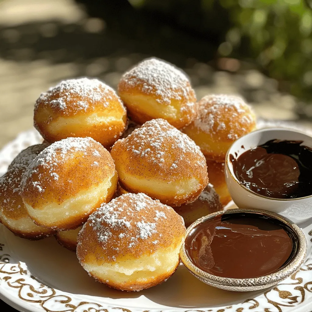 To make these air fryer cinnamon sugar donut bites, gather these ingredients: - 1 cup all-purpose flour - 1/2 cup sugar - 1 1/2 teaspoons baking powder - 1/2 teaspoon baking soda - 1/4 teaspoon salt - 1/2 teaspoon ground cinnamon - 1/4 teaspoon nutmeg - 1/2 cup buttermilk (or regular milk with 1/2 tablespoon lemon juice) - 1/4 cup unsalted butter, melted - 1 large egg - 1 teaspoon vanilla extract - 1/4 cup powdered sugar (for dusting) - Extra cinnamon and sugar mixture for coating You can make some swaps if you don’t have certain items: - For buttermilk, use regular milk mixed with lemon juice. - If you’re short on nutmeg, leave it out. The cinnamon still shines. - Instead of unsalted butter, you can use salted butter. Just cut back on the added salt. Measuring correctly is key for great donut bites: - Use dry measuring cups for flour and sugar. Level off with a knife. - For liquids, use a clear measuring cup. Check the level at eye level. - When measuring sticky items like melted butter, spray the cup with cooking spray first. This helps it slide out easily. Start by gathering your dry ingredients. You'll need 1 cup of all-purpose flour, 1/2 cup of sugar, 1 1/2 teaspoons of baking powder, 1/2 teaspoon of baking soda, 1/4 teaspoon of salt, 1/2 teaspoon of ground cinnamon, and 1/4 teaspoon of nutmeg. In a large mixing bowl, whisk these together. Mixing well helps each bite taste great. Next, it's time for the wet ingredients. In a separate bowl, combine 1/2 cup of buttermilk, 1/4 cup of melted unsalted butter, 1 large egg, and 1 teaspoon of vanilla extract. Whisk until smooth. This mixture adds moisture and flavor to your donut bites. Now, pour the wet mixture into the dry ingredients. Stir gently until you see no dry flour. Be careful not to overmix. The batter should be thick but smooth. Use your hands or a small cookie scoop to form the batter into small balls, about 1 inch wide. Preheat your air fryer to 350°F (175°C). Lightly oil your hands to avoid stickiness. Place the donut balls in the air fryer basket, leaving space for them to grow. Air fry for 5-7 minutes. They should turn golden brown and be cooked through. Once done, toss them in a mix of extra sugar and cinnamon for a sweet finish. Serve warm for the best taste! To get that perfect golden color, preheat your air fryer to 350°F (175°C). This step is crucial for even cooking. Make sure the donut bites are not overcrowded in the basket. Leave space for air to flow. This helps them cook evenly and brown nicely. Keep an eye on them while they cook. They should take about 5-7 minutes. If they look pale, give them a minute or two more. Mixing the batter is important, but overmixing can ruin your donut bites. When you mix too much, the bites become tough instead of soft. Aim to mix just until you see no dry flour. The batter should be thick but not lumpy. This keeps your donut bites light and fluffy. It’s okay if a few small lumps remain; they will cook out. Air frying is all about timing and temperature. Always preheat your air fryer. This ensures that your donut bites start cooking right away. Use a light spray of oil on your hands or the scoop to form the bites. This prevents sticking. If you're cooking in batches, keep the first batch warm in the oven at low heat. This way, they all stay nice and fresh for serving. {{image_2}} You can make these donut bites even more fun. Try adding chocolate chips or fruit. For chocolate, mix in 1/2 cup of mini chocolate chips. They melt and create a gooey center. If you want fruit, use blueberries or chopped strawberries. Add about 1/2 cup to the batter. This gives a fresh taste and a pop of color. If you need a gluten-free option, swap the all-purpose flour. Use a 1:1 gluten-free flour blend instead. These blends work well and keep the taste great. Check that your baking powder is also gluten-free. This way, everyone can enjoy the donut bites. You can get creative with toppings. Instead of just cinnamon sugar, try other options. Drizzle melted chocolate over the bites for a rich treat. You can also sprinkle chopped nuts on top. For a fruity twist, use a glaze made from powdered sugar and fruit juice. These toppings add fun flavors and textures to each bite. To keep your donut bites fresh, place them in an airtight container. Make sure they cool completely before sealing. This helps prevent moisture from making them soggy. Store them at room temperature for up to two days. If you want them to last longer, consider refrigerating them. When you want to enjoy leftover donut bites, reheating is key. Preheat your air fryer to 350°F (175°C). Place the donut bites in the air fryer for about 2-3 minutes. This will make them warm and crispy again. Avoid using the microwave, as it can make them chewy rather than light and fluffy. To freeze donut bites, first cool them completely. Place them in a single layer on a baking sheet and freeze for about an hour. Once frozen, transfer them to a freezer bag. You can store them for up to three months. When you're ready to eat, reheat them directly from the freezer in your air fryer. Enjoy them fresh without any fuss! Yes, you can use regular milk instead of buttermilk. To make it work, add 1/2 tablespoon of lemon juice to the milk. Let it sit for about five minutes. This mix will give you a nice tang that mimics buttermilk. It helps the donut bites stay soft and fluffy. These donut bites taste best when fresh. You can keep them in an airtight container for up to two days. After that, they may start to lose their soft texture. To enjoy them longer, try freezing the bites. They can stay good in the freezer for about a month. You can make the batter ahead of time. Store it in the fridge for up to 24 hours. Just remember to mix it gently before forming the donut bites. If you bake them ahead of time, reheat them in the air fryer for a couple of minutes. This helps them regain their crispy outside. You learned about the key ingredients for delicious donut bites and how to use them. I shared steps to make your batter and tips to air fry them perfectly. Variations let you customize flavors, while storage tips help keep leftovers fresh. In the end, these simple steps and tricks make it easy to enjoy tasty treats anytime. You can become a donut bite expert and impress your friends. Happy cooking!