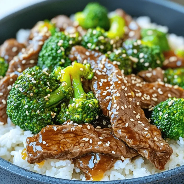 - 2 lbs beef chuck roast, sliced into thin strips - 1 cup low-sodium soy sauce - ½ cup honey - ¼ cup rice vinegar - 4 cloves garlic, minced - 1 inch fresh ginger, grated - 2 tablespoons sesame oil - 2 tablespoons cornstarch - 3 cups broccoli florets - Cooked rice (for serving) - 1 teaspoon sesame seeds (for garnish) When making slow cooker teriyaki beef and broccoli, the right ingredients matter. Start with 2 lbs of beef chuck roast, sliced thin. This cut is tender and flavorful. For the sauce, use 1 cup of low-sodium soy sauce. It gives that classic teriyaki taste without too much salt. Add ½ cup of honey for sweetness. This balances the salty soy sauce well. Then, add ¼ cup of rice vinegar for a hint of tang. Next, we need aromatics to boost the flavor. Use 4 cloves of minced garlic. Garlic adds a nice depth. Grate 1 inch of fresh ginger. Ginger brings warmth and spice to the dish. Finally, drizzle 2 tablespoons of sesame oil at the end. This oil adds a nutty taste. For a perfect finish, you will need cornstarch. Mix 2 tablespoons with water to thicken the sauce. The broccoli florets are a must! Use 3 cups for color and crunch. Serve the dish over cooked rice, and sprinkle with 1 teaspoon of sesame seeds for a lovely touch. This combination of ingredients makes for a delicious meal everyone will enjoy! First, you need to make the marinade. In a bowl, whisk together 1 cup of low-sodium soy sauce, ½ cup of honey, and ¼ cup of rice vinegar. This mix gives your beef a sweet and salty kick. Next, add 4 cloves of minced garlic and 1 inch of grated fresh ginger. These ingredients add great flavor to your dish. Mix it all well until smooth. Now, take 2 lbs of beef chuck roast and slice it into thin strips. Place the beef in the slow cooker. Pour the marinade from the bowl over the beef. Make sure every piece is coated. This step is key to achieving that rich teriyaki taste. For cooking, you can choose between low or high settings. If you cook on low, let it go for 6 to 7 hours. If you're short on time, the high setting works in 3 to 4 hours. Your beef should turn tender and flavorful. About 30 minutes before serving, make a slurry. Mix 2 tablespoons of cornstarch with ¼ cup of water in a small bowl. Stir this mixture into the slow cooker to thicken the sauce. Next, add 3 cups of broccoli florets to the cooker. Cover it and cook on high for another 30 minutes. The broccoli should be bright and tender. Finally, drizzle 2 tablespoons of sesame oil over the beef and broccoli. Stir gently to combine all the flavors. Serve this over cooked rice and sprinkle with 1 teaspoon of sesame seeds for a nice touch. To get tender beef, choose chuck roast. It has fat that makes it juicy. Cut the beef into thin strips. This helps it cook faster and become tender. If your slow cooker runs hot, reduce the cooking time. Each slow cooker is different. Want to boost the flavor? Add a pinch of red pepper flakes for heat. A dash of five-spice powder can add depth. Try topping with green onions or chopped cilantro. These add fresh taste and color. Serve this teriyaki beef over fluffy rice or noodles. Both soak up the sauce well. For sides, think about steamed edamame or a simple salad. These pair nicely and add crunch. {{image_2}} You can switch things up by using chicken or pork instead of beef. Chicken thighs work well for a juicy bite. If you choose pork, a tender cut like pork shoulder is a great choice. For those who prefer a vegetarian option, tofu is perfect. Use firm tofu for the best texture. Just cube it and let it soak in the sauce for flavor. Feel free to mix in different veggies to make it your own. Bell peppers add a sweet crunch, while snap peas bring a nice pop of color. You could also swap in seasonal veggies like carrots or green beans. This way, you can enjoy fresh flavors year-round. Always aim for vibrant colors to enhance both taste and presentation. If you like a bit of heat, add red pepper flakes to your sauce. Start with a pinch and adjust to your taste. You can also change the sweetness level. Add more honey for a sweeter dish or use less for a savory flavor. Making these small tweaks can elevate your meal and cater to your taste buds! Store your leftover teriyaki beef and broccoli in an airtight container. This keeps it fresh. Cool the dish first before sealing it. The beef will stay tasty for up to four days in the fridge. When you're ready to eat, reheat it gently on the stove. You can also use the microwave. Just make sure to stir it well and heat it in short bursts. This helps prevent uneven heating. To freeze this dish, let it cool completely first. Then, transfer it to a freezer-safe container or bag. Squeeze out excess air to avoid freezer burn. This meal can last up to three months in the freezer. When you're ready to eat, thaw it overnight in the fridge. Reheat it slowly on the stove or in the microwave. Add a splash of water if the sauce seems thick. Your slow cooker teriyaki beef and broccoli keeps well. In the fridge, it lasts about four days. In the freezer, it can stay fresh for up to three months. Always check for signs of spoilage, like changes in color or smell. Enjoy your meal knowing it’s safe to eat! You can use coconut aminos or tamari. Both are great options. They add flavor and keep the dish gluten-free. Coconut aminos is sweeter and milder. Tamari is similar to soy sauce but is often gluten-free. Yes, you can prep this dish ahead. Marinate the beef the night before and store it in the fridge. In the morning, just add the beef and sauce to the slow cooker. This makes it easy to enjoy a warm meal later. The beef is done when it is tender and easy to shred. You should see the meat breaking apart with a fork. Check that it reaches an internal temperature of 145°F. This ensures it is safe to eat. Yes, you can add more veggies! Try bell peppers or snap peas. Just remember to adjust the cooking time. Add them about 30 minutes before serving. This helps keep them bright and crunchy. This recipe is simple and rewarding. You learned how to prepare a tasty dish using beef, flavorful sauces, and fresh veggies. We discussed tips for cooking, enhancing flavor, and serving ideas. Feel free to change the proteins and veggies as you like. Remember, proper storage can keep your meal fresh. Enjoy creating meals that bring joy to your table!
