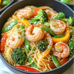 - 8 oz rice noodles - 1 lb shrimp, peeled and deveined - 1 tablespoon vegetable oil - 2 cups mixed stir-fry vegetables (like bell peppers, broccoli, and snap peas) - 1/4 cup teriyaki sauce - 2 green onions, chopped - 1 teaspoon sesame seeds (for garnish) - Salt and pepper to taste - Skillet or wok - Measuring cups and spoons - Strainer Finding the right ingredients is key. Start with rice noodles. They cook fast and soak up flavor well. Shrimp brings a sweet taste and a nice texture. Use fresh or frozen shrimp; both work great. Vegetable oil helps cook the shrimp and veggies without sticking. Mixed stir-fry vegetables add color and crunch. You can choose bell peppers, broccoli, and snap peas for a tasty mix. For the optional ingredients, green onions add a fresh, sharp flavor. Sesame seeds give a nice crunch and look pretty on top. Don't forget salt and pepper to taste; they make everything pop. When it comes to tools, a skillet or wok is best. You can heat them quickly and get a good sear on the shrimp. Measuring cups and spoons help you get the amounts just right. Finally, a strainer is handy for draining the rice noodles after cooking. With these ingredients and tools ready, you can whip up this meal in no time! - Start by cooking 8 oz of rice noodles. - Follow the package instructions for the best results. - Once cooked, drain the noodles and set them aside. - Heat 1 tablespoon of vegetable oil in a skillet over medium-high heat. - Add 1 lb of peeled and deveined shrimp. - Season lightly with salt and pepper. - Cook the shrimp for about 2-3 minutes until they turn pink. - Next, add 2 cups of mixed stir-fry vegetables to the skillet. - Stir frequently and cook for 3-4 minutes until the veggies are tender yet crisp. - Pour in 1/4 cup of teriyaki sauce. - Toss everything together to coat well. - Finally, add the cooked rice noodles and mix until combined. To make your Minute Teriyaki Shrimp Noodles burst with taste, start with good seasoning. I recommend using salt and pepper on the shrimp before cooking. This simple step makes a big difference. Next, be selective with your teriyaki sauce. A high-quality sauce can elevate your dish. Look for one with natural ingredients and rich flavor. Cooking can feel rushed, but you can manage your time well. While the noodles cook, heat your skillet. This keeps everything moving smoothly. Chop your vegetables before you start. Prepping in advance saves time and helps you focus on cooking. Having everything ready makes a fun and fast meal. Making your dish look great is easy. Serve your noodles in deep bowls. This adds a nice touch. Top them with extra green onions and a sprinkle of sesame seeds. These add color and crunch. A well-presented dish makes it more enjoyable to eat. {{image_2}} You can swap shrimp for chicken or tofu. Chicken adds a hearty taste. Just cut it into small pieces and cook as you would the shrimp. Tofu works well for a vegetarian option. Use firm tofu, and be sure to press it to remove extra moisture. This helps it brown nicely. Feel free to get creative with your veggies. Use seasonal produce like zucchini, asparagus, or carrots. These add different textures and flavors. You can also add extra greens like spinach or kale for a nutritious boost. They cook quickly and mix well with the noodles. If you want a twist, try other sauces. Soy sauce, hoisin sauce, or sweet chili sauce can work great. Each brings a unique flavor. You can also make your own teriyaki sauce at home. Just mix soy sauce, honey, garlic, and ginger in a pan over low heat. Stir until it's smooth and thick. This gives you a fresh taste that’s hard to beat. To store your leftover Minute Teriyaki Shrimp Noodles, let them cool first. This helps keep moisture in check. Use these simple guidelines: - Place leftovers in an airtight container. - Make sure the lid seals well to avoid spills. - Store in the fridge for up to three days. When it's time to enjoy your leftovers, here’s how to reheat them: - Use a skillet over medium heat for even warming. - Add a splash of water or teriyaki sauce to keep the noodles moist. - Stir frequently to avoid overcooking the shrimp. - You can also use a microwave. Heat in short bursts, stirring in between. Yes, you can freeze your teriyaki shrimp noodles! Here’s how to do it right: - Let the noodles cool completely before packing. - Use freezer-safe bags or containers, removing as much air as possible. - Label the bags with the date. To thaw, place them in the fridge overnight before reheating. This keeps the texture nice. It takes about 10 minutes to prep and 15 minutes to cook. The total time is 25 minutes. This quick meal serves four people, making it perfect for busy nights. You can have a delicious meal ready in no time. Yes, you can use frozen shrimp. Just thaw them first. Place the shrimp in cold water for about 15 minutes. Using frozen shrimp can save time. Make sure to drain them well before cooking. Fresh shrimp often taste better, but frozen works too. You can serve teriyaki shrimp noodles with a fresh salad or steamed rice. Try adding spring rolls or dumplings for an extra treat. These sides will complement the flavors of the dish. You can also add pickled vegetables for a tangy taste. Enjoy your meal! In this post, I shared a simple way to make teriyaki shrimp noodles. We explored the key ingredients, such as rice noodles, shrimp, and stir-fry veggies. I also went over cooking tips, variations, and storage methods. This dish can fit any taste with easy swaps. Remember, cooking can be fun and easy. With the right tools and ingredients, you can enjoy tasty meals anytime. Now, go ahead and make your own delicious teriyaki shrimp noodles!