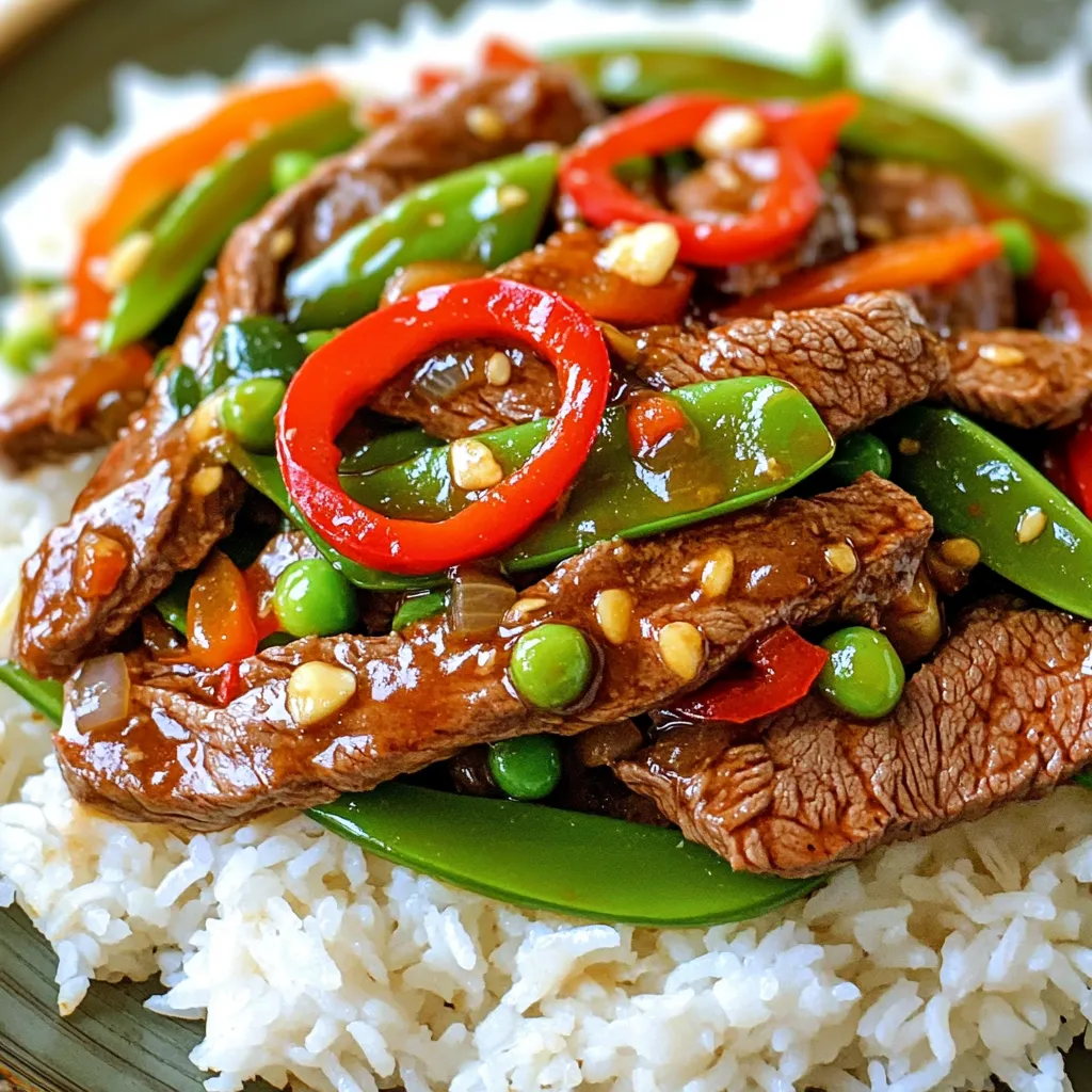 - 500g beef sirloin, thinly sliced - 2 tablespoons soy sauce - 1 tablespoon oyster sauce - 1 tablespoon cornstarch - 2 tablespoons vegetable oil - 4 cloves garlic, minced - 1 red chili, sliced - 1 green bell pepper, sliced - 1 cup snap peas - 1 tablespoon ginger, grated - 2 green onions, chopped - Salt and pepper to taste You need 500 grams of beef sirloin. Thin slices cook fast and stay tender. Use two tablespoons of soy sauce for saltiness. The oyster sauce adds depth, so one tablespoon is enough. The cornstarch, one tablespoon, helps make the beef tender. For cooking, two tablespoons of vegetable oil are needed. Garlic adds flavor, so use four cloves, minced. Adjust heat with one red chili, sliced. A green bell pepper, sliced, adds color and crunch. One cup of snap peas gives a fresh taste. Grate one tablespoon of ginger for warmth. Finally, chop two green onions for a nice finish. Use salt and pepper to taste. When choosing beef, look for bright red color and a good amount of marbling. This means more flavor and tenderness. For vegetables, choose snap peas that are crisp and bright green. Make sure bell peppers feel firm and heavy. Pick chili peppers that are shiny and smooth. Fresh ginger should be firm and have a strong aroma. For garlic, choose bulbs that are dry and free from mold. Always check the expiration date on sauces. Fresh ingredients make a big difference in your dish's taste. To start, you need to marinate the beef. Take 500g of thinly sliced beef sirloin. In a bowl, mix the beef with 2 tablespoons of soy sauce, 1 tablespoon of oyster sauce, and 1 tablespoon of cornstarch. Add a pinch of salt and pepper for seasoning. This step is key for adding flavor. Let the beef sit for about 10 minutes. This allows the beef to soak up the marinade. Next, it’s time to heat your skillet or wok. Set it to high heat and add 2 tablespoons of vegetable oil. Once the oil is hot, toss in 4 minced garlic cloves and 1 sliced red chili. Stir quickly for about 30 seconds. You want to smell the garlic and chili. Now, add the marinated beef to the skillet. Stir-fry for 2 to 3 minutes. The beef should turn brown and be just cooked through. After that, add 1 sliced green bell pepper, 1 cup of snap peas, and 1 tablespoon of grated ginger. Stir-fry for another 2 minutes. The veggies should stay crisp and bright. Once the beef and veggies are done, it’s time to finish the dish. Toss in 2 chopped green onions for freshness. Give everything a final stir. Taste and adjust the seasoning if you need to. Remove the stir-fry from heat. Serve it hot over steamed rice or noodles. Enjoy your quick and tasty meal! To get the best flavor, marinate the beef well. Use soy sauce and oyster sauce for depth. The cornstarch helps create a nice glaze. Let the beef sit for about 10 minutes. This step lets the flavors soak in well. Don't rush this part; it makes a big difference. For perfectly cooked beef, slice it thinly against the grain. This makes the meat tender and easy to chew. Use high heat in your skillet or wok. This helps the beef brown quickly and stay juicy. Stir-fry for just 2-3 minutes. Watch the color change to a nice brown. Prep your ingredients ahead of time. Chop the veggies and slice the beef before you start. This way, you can cook fast. Use a non-stick skillet for easier cleanup. Keep everything within reach as you cook. This helps you stay organized and quick. {{image_2}} You can swap the beef for chicken or tofu. Use 500g of chicken breast, thinly sliced. Chicken cooks fast and works well with the same marinade. For tofu, choose firm tofu. Press it to remove excess water, then cut it into cubes. Marinate just like the beef. Both options will soak up the flavors beautifully. Adjust the heat in your stir-fry by changing the chili. For less heat, use half a red chili or remove the seeds. If you love heat, add more sliced chili or a dash of chili flakes. You can also try a spicy sauce, like Sriracha, for an extra kick. Just remember to taste as you go! Feel free to mix and match your veggies! Instead of green bell peppers, try broccoli, carrots, or snow peas. You can also add mushrooms for a nice umami flavor. Use what you have at home. This dish is all about your taste preferences. Just keep the cooking time in mind for each vegetable type. After enjoying your Minute Garlic Chili Beef Stir-Fry, store any leftovers in an airtight container. This keeps the flavors fresh. Let the dish cool to room temperature before sealing it. You can keep it in the fridge for up to three days. If you notice any moisture, use a paper towel to absorb it before sealing. To reheat, use a skillet over medium heat. Add a splash of water or broth to keep it moist. Stir often for about five minutes. You can also use a microwave. Place the stir-fry in a microwave-safe bowl. Cover it loosely and heat for about two minutes. Stir halfway through to ensure even heating. If you want to freeze your stir-fry, place it in a freezer-safe container. Use it within three months for the best taste. When you’re ready to eat, thaw it overnight in the fridge. Reheat it in a skillet or microwave as mentioned above. Avoid refreezing after it has been thawed. It takes about 20 minutes to make this dish. You spend 10 minutes preparing the beef. Then, you stir-fry it for another 10 minutes. This quick cook time makes it perfect for busy nights. Yes, you can use other cuts of beef. Flank steak or ribeye works well, too. Just make sure the beef is thinly sliced. This helps it cook quickly and stay tender. This stir-fry pairs well with steamed rice or noodles. You can also serve it with a side of veggies. Try adding a simple salad for extra crunch. Enjoying it with a cold drink makes it even better! This blog post shared key details for making Minute Garlic Chili Beef Stir-Fry. We explored fresh ingredients, precise measurements, and helpful tips for cooking. You learned how to marinate beef and stir-fry to get great flavors. I provided ideas for different proteins and veggies to try. Keep your dish exciting by adjusting spice levels. Follow the storage tips to enjoy leftovers later. Cooking can be fun and simple, so use these steps to impress your friends and family!