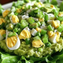 - 4 large eggs - 1 ripe avocado, mashed - 1/2 cup Greek yogurt - 2 tablespoons Dijon mustard - 1 tablespoon lemon juice - 1/4 cup chopped green onions - 1/4 cup diced celery - Salt and pepper to taste - Optional: 1/4 cup cooked and shredded chicken or turkey - Optional: Lettuce leaves for serving To make a tasty protein avocado egg salad, you need a few key items. First, gather four large eggs. They provide protein and richness. Next, grab one ripe avocado. This adds creaminess and healthy fats. You'll also need half a cup of Greek yogurt. This boosts the protein and gives a nice tang. Two tablespoons of Dijon mustard add zest. A tablespoon of lemon juice brightens the flavor. For crunch, include a quarter cup of chopped green onions and diced celery. Don't forget salt and pepper to taste. For an extra protein boost, consider adding a quarter cup of cooked chicken or turkey. Lastly, if you want to serve it differently, grab some lettuce leaves. This makes a perfect base for your salad. Each ingredient plays a role in creating a delicious, healthy meal. To start, you need to hard-boil the eggs. Place four large eggs in a pot. Cover them with cold water. Turn the heat up to high and bring the water to a boil. Once boiling, cover the pot and take it off the heat. Let the eggs sit for 10 to 12 minutes. After that, get a bowl of ice water ready. Transfer the eggs to the ice bath to cool. This stops the cooking and makes peeling easy. While the eggs cool, let’s make the dressing. Grab a large bowl and add one ripe avocado, mashed. Then, mix in half a cup of Greek yogurt. Next, add two tablespoons of Dijon mustard and one tablespoon of lemon juice. Stir everything together until it’s smooth and creamy. This dressing adds flavor and keeps the salad nice and moist. Once the eggs are cool, peel them carefully. Chop the eggs into small pieces. Now, add the chopped eggs to your avocado mixture. Next, toss in a quarter cup of chopped green onions and a quarter cup of diced celery. If you want more protein, you can add a quarter cup of cooked and shredded chicken or turkey. Gently fold all the ingredients together until they are mixed well. Finally, season with salt and pepper to taste. This salad is now ready to enjoy! To make a great avocado egg salad, you need the right avocado. Look for an avocado that feels slightly soft when you gently squeeze it. If it’s too hard, it isn't ripe. If it feels mushy, it’s overripe. Once you have a ripe avocado, mash it well. This gives you a creamy base. For a smooth and creamy salad, mix the mashed avocado with Greek yogurt. This adds richness and moisture. You can also whisk in Dijon mustard and lemon juice for extra creaminess and flavor. Make sure to blend well to avoid lumps. To add more flavor, consider using spices like garlic powder or paprika. Fresh herbs like dill or parsley also work well. They add a fresh touch that brightens the dish. If you want to boost protein, consider adding cooked and shredded chicken or turkey. This makes the salad heartier and more filling. You can also add chopped nuts for a crunchy texture. There are many great ways to serve this salad. You can scoop it onto lettuce leaves for a light meal. This makes it fresh and crisp. Another option is to serve it in a sandwich. Use your favorite bread or wrap for a tasty lunch. Pair it with fresh veggies or a side of fruit for a complete meal. {{image_2}} You can switch up the proteins in this salad. Instead of using chicken or turkey, try adding canned tuna or chickpeas for a different taste. Both options provide protein and flavor. If you want a vegetarian option, lentils work great too. They add a nice texture and are packed with protein. Adding spices can give your salad a kick. Try a pinch of cayenne or smoked paprika for some heat. You can also mix in herbs like dill or cilantro for fresh flavors. For a Mediterranean twist, add olives, sun-dried tomatoes, or feta cheese. These ingredients create a bright and tangy taste. This salad is versatile. Serve it in wraps or sandwiches for a hearty meal. You can also enjoy it on its own for a light lunch. If you plan to meal prep, store the salad in airtight containers. This helps keep it fresh and easy to grab during busy days. To keep your protein avocado egg salad fresh, store it in an airtight container. This helps prevent air from drying it out. Always place it in the fridge right after serving. This way, you can enjoy it later without losing flavor. The salad lasts about 3 to 4 days in the refrigerator. However, it’s best to eat it within 2 days for the freshest taste. If you want to refresh your salad, mix it gently before serving. Add a little more Greek yogurt or lemon juice if it feels dry. Avoid reheating this salad, as it is best served cold. If you want to warm up any leftovers, try gently heating the chicken or turkey separately. Then, add it back to the salad when ready to serve. This keeps the salad's taste and texture just right. Protein avocado egg salad lasts about 3 to 5 days in the fridge. The key is to store it in an airtight container. Check for freshness before eating. If it smells off or looks strange, toss it out. Yes, you can use mayonnaise instead of Greek yogurt. Mayonnaise will add creaminess, but it has more fat. Greek yogurt is a healthier option, plus it adds protein. Choose what fits your taste and dietary needs. - Protein content explanation: Each serving of this salad packs a good amount of protein. The eggs provide about 6 grams of protein each. Greek yogurt adds even more, making this salad great for muscle repair and growth. - Health benefits of avocado and eggs: Avocados offer healthy fats and fiber. They help keep you full and support heart health. Eggs are rich in vitamins and minerals. They provide choline, important for brain function. Together, they make a nutritious meal that fuels your body well. This blog post shares a simple, fun recipe for protein avocado egg salad. You first hard-boil eggs and create a creamy dressing with avocado and Greek yogurt. Then, mix everything together for a tasty meal. Remember to try different flavors and proteins to make it your own. Store it properly for freshness, and enjoy it in wraps or on its own. With a few easy steps, you can make a healthy dish that's great for any meal. Now, get cooking and enjoy your delicious salad!