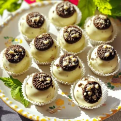 To make No Bake Cookies & Cream Truffle Balls, you need: - 1 cup crushed chocolate sandwich cookies (like Oreos) - 8 oz cream cheese, softened - 1 cup white chocolate chips - 1 tablespoon coconut oil - 1/2 teaspoon vanilla extract - Additional crushed cookies for coating If you need to adjust amounts, here are some handy conversions: - 1 cup = 8 ounces - 1 tablespoon = 3 teaspoons - 1/2 teaspoon = 2.5 milliliters For the best results, I recommend these brands: - Chocolate Sandwich Cookies: Oreo or generic brands work well. - Cream Cheese: Philadelphia cream cheese is a trusted choice. - White Chocolate Chips: Ghirardelli or Nestlé are great options. - Coconut Oil: Spectrum or Nutiva provide high-quality coconut oil. Using these ingredients will help you create a delicious and smooth truffle that everyone will love. First, gather your tools. You need a medium mixing bowl and a spatula. Take 1 cup of crushed chocolate sandwich cookies and add it to the bowl. Then, add 8 ounces of softened cream cheese. The cream cheese should be soft to mix well. Stir the mixture until it looks like dough. You want a smooth texture. If it feels too dry, add a bit more cream cheese. This dough should be easy to handle. Now, it’s time to shape the dough. Use your hands to roll the mixture into small balls. Aim for about 1 inch in diameter. This size makes them easy to pop in your mouth. Place the balls on a baking sheet lined with parchment paper. You should end up with 15 to 20 truffle balls. Make sure to give them some space. This helps them cool evenly. Next, chill the truffle balls. Put the baking sheet in the fridge for about 30 minutes. This helps them firm up. While they chill, prepare the coating. In a microwave-safe bowl, combine 1 cup of white chocolate chips and 1 tablespoon of coconut oil. Heat this in the microwave in 30-second blasts. Stir in between until it’s all melted and smooth. After chilling, take the truffle balls out of the fridge. Use a fork to dip each ball into the melted chocolate. Make sure each ball is fully coated. Let any extra chocolate drip off. Then, place them back on the baking sheet. While the chocolate is still wet, sprinkle crushed cookies over each ball for decoration. Finally, put the truffles back in the fridge for about 10 to 15 minutes. This sets the chocolate, and you’ll have tasty truffles ready to enjoy! To get that ideal texture, start with softened cream cheese. This helps mix well with the crushed cookies. Mix until you reach a dough-like consistency. If the mixture feels too dry, add a little more cream cheese. You want it to hold its shape but still feel soft. Rolling the dough into small balls helps them set nicely. When melting chocolate, use a microwave-safe bowl. Add your white chocolate chips and coconut oil. Heat in 30-second bursts. Stir after each burst to avoid burning. The chocolate should be smooth and glossy. If it feels too thick, a tiny bit more coconut oil can help. This keeps the chocolate from clumping when coating the truffles. For a fun presentation, use decorative plates. Arrange the truffle balls nicely. You can sprinkle extra crushed cookies on top for color. Mini cupcake liners add a nice touch. For an extra pop, add mint leaves around the truffles. This makes for a lovely display at any gathering! {{image_2}} You can mix things up with different cookie types. Try using peanut butter cookies for a nutty twist. Vanilla wafers give a lighter flavor. For a fun spin, use chocolate chip cookies. Each cookie type changes the taste and feel of your truffles. This way, you can have a new treat with every batch. Want a vegan version? Simply swap the cream cheese for a vegan alternative. Use dairy-free chocolate chips for the coating. Look for coconut cream or nut-based cream cheese. These changes keep the truffles creamy without dairy. It's easy to make them fit your diet. Add-ins enhance the taste and texture of your truffles. Consider mini chocolate chips for a richer bite. Chopped nuts add crunch and healthy fats. If you love coconut, try adding shredded coconut. You could also mix in some sea salt for a sweet and salty touch. These extras make your truffles unique and fun! To keep your truffle balls fresh, store them in an airtight container. Layer them with parchment paper to prevent sticking. Place the container in the fridge. They will stay fresh this way for up to one week. If you have a lot, consider dividing them into smaller containers. You can freeze your truffle balls if you want to save some for later. First, place them in a single layer on a baking sheet. Freeze for about an hour until firm. Once firm, transfer them to a freezer-safe bag or container. Be sure to remove any air. They can last for up to three months in the freezer. When you're ready to enjoy them, thaw in the fridge overnight. These truffle balls are best enjoyed within a week for optimal flavor. Check for any signs of spoilage, like off smells or changes in texture. If they look good, they should taste good! For the best experience, eat them cold right after they set. This way, the texture remains creamy and delicious. Yes, you can use many types of cookies. Try vanilla wafers or chocolate chip cookies. Each cookie brings a new taste. This lets you play with flavors. Just keep the cookie base similar in texture. It should still crush easily. To boost the chocolate flavor, add cocoa powder. Mix in a couple of tablespoons with your cookie dough. You can also use dark chocolate for the coating. Melt dark chocolate instead of white chocolate for a richer taste. Serve these truffles on a nice plate. Use mini cupcake liners for a fun touch. Garnish with extra crushed cookies or mint leaves. This adds color and style to your dish. Perfect for parties or family fun! You now have all the tools to make No Bake Cookies & Cream Truffle Balls. We covered ingredients, step-by-step directions, and helpful tips. Remember to experiment with flavors and storage options. This treat is simple and fun to make. Enjoy these truffles at parties or as a sweet snack. Share them with your friends and family. They will love them just as much as you do. Happy truffle-making!