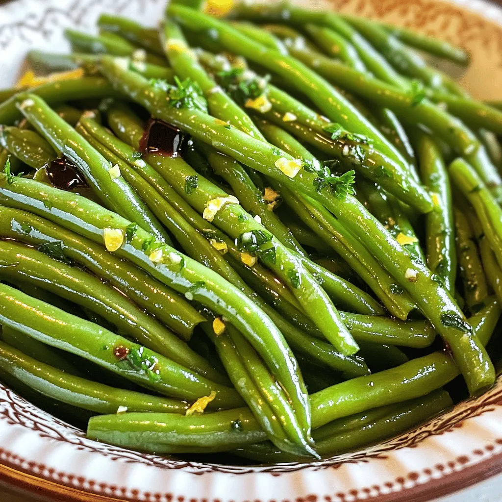 - 1 pound fresh green beans, trimmed - 4 tablespoons unsalted butter, melted - 4 cloves garlic, minced - 1 teaspoon lemon zest - ½ teaspoon salt - ¼ teaspoon black pepper - 1 tablespoon balsamic glaze - Fresh parsley, chopped for garnish - Air fryer - Mixing bowl - Measuring spoons - Tongs or spatula To make Air Fryer Garlic Butter Green Beans, gather your ingredients first. Fresh green beans are key. Trim the ends for a neat look. You need unsalted butter for rich flavor. Minced garlic adds a punch. Lemon zest brings brightness. Salt and black pepper enhance the taste. If you want to elevate the dish, balsamic glaze is a great addition. It gives a sweet tang. Fresh parsley makes a colorful garnish. Keep a mixing bowl handy. You will need it to combine the butter and garlic. An air fryer is essential for that crispy finish. Tongs or a spatula help you mix and serve. This mix of ingredients and tools makes cooking easy and fun. You’ll enjoy every step as you create this quick side dish. Start by trimming the green beans. Cut off the tough ends to make them tender. Next, preheat your air fryer to 375°F (190°C) for about 5 minutes. This step helps the green beans cook evenly. In a large mixing bowl, combine the melted butter, minced garlic, lemon zest, salt, and black pepper. Stir well to mix it all together. Then, add the trimmed green beans to the bowl. Toss them until they are fully coated in the garlic butter mixture. Now, arrange the coated green beans in the air fryer basket. Make sure they lay in a single layer for the best results. Air fry them for 8 to 10 minutes. Shake the basket halfway through cooking to ensure they brown evenly. When done, the green beans will be tender-crisp and have a nice caramelized look. To get even cooking, shake the basket halfway through. This helps the green beans brown nicely. If you want them softer or crispier, adjust the cooking time. You can air fry them for 8 to 10 minutes based on your taste. Spices and herbs can add more flavor. Try adding red pepper flakes for heat or thyme for a fresh taste. You can also use olive oil or avocado oil if you prefer. Both are great alternatives to butter. They change the taste slightly but keep it delicious. For serving, place the green beans in a nice bowl. Drizzle a bit of melted butter on top for extra richness. You can also add some toasted sesame seeds for a fun crunch. This makes the dish look nicer and taste amazing. Use fresh parsley as a garnish for a pop of color. {{image_2}} You can make this dish plant-based by swapping butter for a vegan option. Use olive oil or vegan butter. Both options add great flavor. You can also use coconut oil for a different taste. These swaps keep the dish creamy and rich without dairy. Feel free to add other veggies to the mix. Carrots or bell peppers pair well with green beans. Slice the carrots thinly so they cook evenly. Bell peppers add sweetness and color. Toss them in with the green beans for a fun, vibrant side dish. Experiment with herbs and spices to change the taste. Try adding thyme or rosemary for an earthy flavor. You can also sprinkle in some red pepper flakes for heat. Adding lemon juice boosts the brightness and freshness. Let your taste buds guide you to new flavor adventures! To keep your Air Fryer Garlic Butter Green Beans fresh, store them in a sealed container. Place the container in the fridge. They can last up to three days. Make sure the beans are cool before sealing. This helps avoid sogginess. You can reheat the green beans in two ways: the air fryer or the microwave. For the air fryer, set it to 350°F (175°C). Heat the beans for about 3-5 minutes. This method keeps them crispy. If using the microwave, place the beans in a bowl. Cover with a damp paper towel and heat for 1-2 minutes. Check to ensure they’re hot throughout. To freeze cooked green beans, let them cool completely first. Then, place them in freezer-safe bags. Remove as much air as possible before sealing. They can last up to three months in the freezer. When ready to eat, thaw in the fridge overnight before reheating. Yes, you can use frozen green beans. However, fresh beans taste best. If you use frozen, thaw them first. This helps the garlic butter mix well. You might need to cook them a bit longer in the air fryer. Check for tenderness to know they are done. Green beans are done when they are tender-crisp. They should have a slight bite. You can check by tasting them. If they are still hard, let them cook a few more minutes. The goal is to have a nice bright green color and a soft texture. Garlic butter green beans go great with many dishes. They pair well with grilled chicken or steak. They also complement fish dishes nicely. You can serve them alongside rice or quinoa for a full meal. Consider adding them to a holiday dinner for a bright touch. You now know how to make delicious garlic butter green beans in an air fryer. Start with fresh green beans and simple ingredients like butter and garlic. Prepare, cook, and enjoy. Remember, you can switch things up with extra veggies or flavors. Store leftovers properly to savor later. I hope you try this easy recipe and make it your own. Happy cooking!