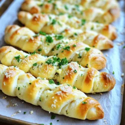 - 2 cups all-purpose flour - 1 tablespoon instant yeast - 1 teaspoon sugar - 1 teaspoon salt - 1 tablespoon olive oil - 3/4 cup warm water (about 110°F/45°C) - 1 teaspoon garlic powder - 1/2 teaspoon dried oregano - 1/2 teaspoon dried basil - 1/2 cup grated Parmesan cheese - 2 tablespoons unsalted butter, melted - 1 tablespoon fresh parsley, chopped (for garnish) You can swap all-purpose flour with whole wheat flour for a healthier choice. For the instant yeast, use active dry yeast, but let it bloom first. Olive oil can be replaced with melted coconut oil or vegetable oil. If you don't have garlic powder, fresh minced garlic works too. Use any dried herbs you prefer, like thyme or rosemary. You can replace Parmesan with another cheese, like mozzarella or cheddar. Be precise with your measurements for the best results. Use a kitchen scale for the flour if you can. For liquid ingredients, measuring cups work just fine. Remember, baking is a science. The right amounts ensure that your breadsticks are fluffy and tasty. Use a thermometer to check the water temperature. It should be warm, not hot. This helps the yeast to wake up and rise the dough properly. Start by mixing warm water, sugar, and instant yeast in a bowl. Let it sit for 5-10 minutes until it bubbles. This means your yeast is alive and ready. In another bowl, whisk together the flour, salt, garlic powder, oregano, and basil. This mix brings great flavor. Once your yeast is frothy, add olive oil. Slowly add the dry mix until a dough forms. Knead the dough on a floured surface for 5-7 minutes until it feels smooth. Place the dough in a greased bowl. Cover it with a damp cloth and let it rise in a warm spot for 30-45 minutes. It should double in size. After the dough has risen, punch it down gently. Roll it out into a rectangle about 1/2 inch thick. Cut the dough into strips that are 1 inch wide and 6 inches long. Now comes the fun part! Twist each strip a couple of times to make a nice spiral shape. Arrange your twisted breadsticks on a lined baking sheet. Make sure to leave space between them for baking. Preheat your oven to 400°F (200°C). Brush melted butter over the tops of the breadsticks. Sprinkle grated Parmesan cheese on top for extra flavor. Bake in the oven for 15-18 minutes. Keep an eye on them until they turn golden brown. When they come out, sprinkle with fresh chopped parsley to make them look great. Enjoy your warm, tasty breadsticks! To keep your breadsticks fresh, store them in a paper bag. This allows air to flow and keeps them from getting soggy. If you want to keep them longer, wrap them tightly in plastic wrap. You can also freeze them for up to three months. Just let them cool completely before wrapping. One mistake is not letting the dough rise enough. You want it to double in size. If it doesn’t rise, your breadsticks will be dense. Another mistake is cutting the strips too thick. Aim for one inch wide for the best results. Lastly, don’t skip the butter and cheese topping. It adds great flavor. You can make these breadsticks even better with fun add-ins. Try adding more herbs like rosemary or thyme for a fresh twist. If you like spice, sprinkle in some red pepper flakes. You can even mix in different cheeses like mozzarella or cheddar for a cheesy kick. Get creative and make them your own! {{image_2}} You can switch up the cheese in your breadsticks. While Parmesan is rich and flavorful, you can try other cheeses too. Mozzarella gives a nice stretch and gooey texture. Just sprinkle some shredded mozzarella before baking. Cheddar adds a sharp flavor. Mix it in the dough or sprinkle it on top. Each cheese gives a unique twist to the breadsticks. Herbs can change the whole vibe of your breadsticks. You can add rosemary for a woodsy flavor. Just chop it finely and mix it into the dough. Thyme adds a light, fresh taste. Dried herbs work too! Just remember to adjust the amounts. Fresh herbs are more intense, so use less. Feel free to experiment with your favorite herbs! If you need a gluten-free option, you can use gluten-free flour. Make sure it’s a one-to-one blend for best results. Follow the same steps as the original recipe. The texture may vary, but the taste will still shine. Add a bit of extra olive oil to help with moisture. Enjoy the same great flavors without the gluten! To keep your leftover breadsticks fresh, place them in a paper bag. This helps them stay crispy. Avoid plastic bags, as they trap moisture and make them soggy. If you want to keep them longer, wrap them in foil. Store them at room temperature for up to two days. When you want to enjoy your leftover breadsticks, preheat your oven to 350°F (175°C). Place the breadsticks on a baking sheet. Heat them for about 5 to 10 minutes. This will warm them up and restore their crispy outside. You can also use a toaster oven for the same effect. If you want to save some breadsticks for later, freezing is a great option. Wrap each breadstick in plastic wrap or foil. Place them in a freezer bag. They can last up to three months in the freezer. When you're ready to eat, thaw them in the fridge overnight. Reheat in the oven for a fresh taste. Homemade breadsticks stay fresh for 2-3 days at room temperature. Store them in a bag or an airtight container. If you want to keep them longer, freeze them. They can last up to 3 months in the freezer. Yes, you can make these breadsticks ahead of time. Prepare the dough and let it rise. After that, shape the breadsticks and place them on a baking sheet. Cover and refrigerate for up to 24 hours. When you are ready, bake them straight from the fridge. Just add a few extra minutes to the baking time. These breadsticks pair well with many dishes. You can serve them with marinara sauce, garlic butter, or a creamy dip. They also go great with soups and salads. Try them alongside pasta or as a side for your favorite Italian meal. Enjoy experimenting with different pairings! In this post, we covered all the steps to make tasty breadsticks. We explored ingredients, substitutes, and measurements to help you prepare dough. You learned how to shape and bake them perfectly. We shared tips for storage, common mistakes, and flavor boosters. Variations like cheese and herbs let you get creative. Extra info on storage and reheating keeps them fresh. Now, you are ready to enjoy delicious, homemade breadsticks anytime!