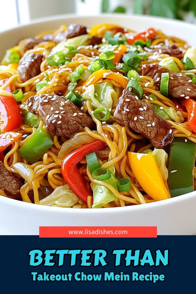 Craving delicious takeout? Try this Better Than Takeout Beef Chow Mein recipe! With tender beef, crisp veggies, and savory sauces, you can whip up a mouthwatering meal in just 30 minutes. Perfect for a quick weeknight dinner, it's packed with flavors and sure to impress. Click through for the full recipe and make your dinner extraordinary tonight! #BeefChowMein #DinnerRecipes #TakeoutAtHome #QuickMeals