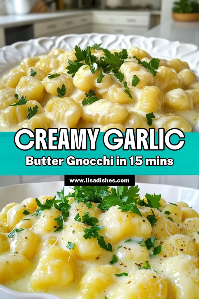 Indulge in this Minute Creamy Garlic Butter Gnocchi that takes just 15 minutes to prepare! With a rich blend of creamy butter, garlic, and Parmesan, this dish is as delicious as it is quick. Perfect for busy weeknights or a cozy dinner, it's sure to impress. Ready to elevate your dinner game? Click through for the full recipe and bring this mouthwatering dish to your table tonight! #Gnocchi #ComfortFood #QuickRecipes #CreamyGarlicButter