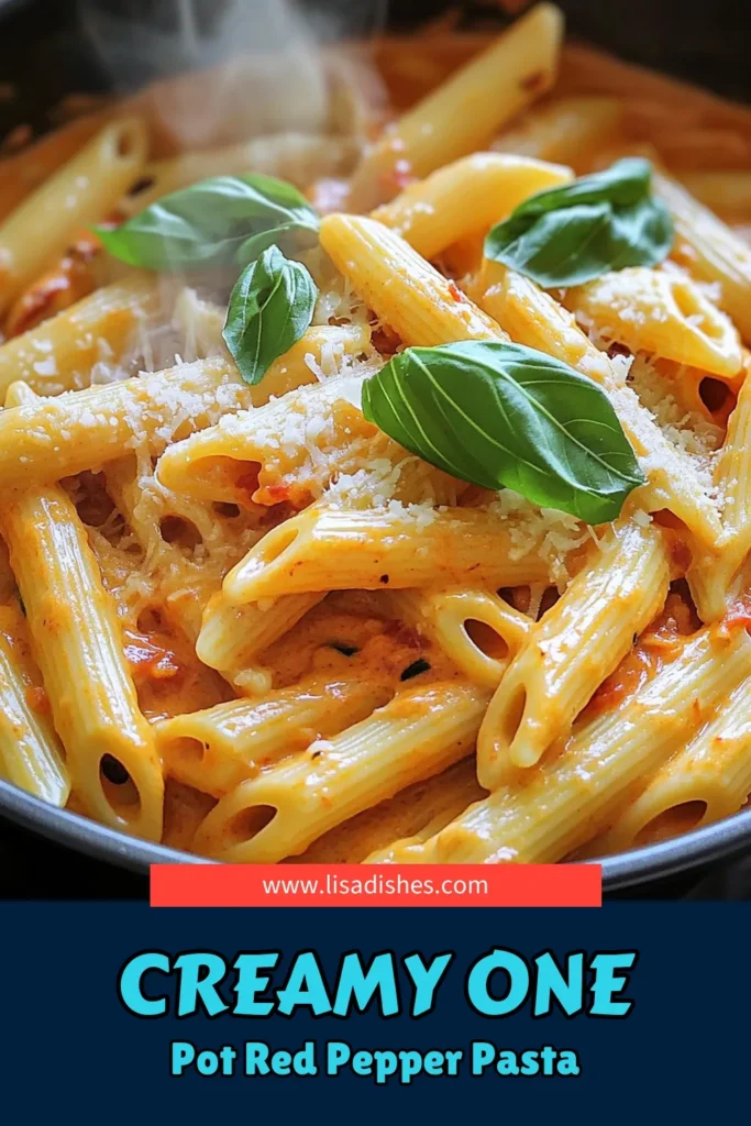 Indulge in this One-Pot Creamy Roasted Red Pepper Pasta that's bursting with flavor and incredibly easy to make! With roasted red peppers, rich cream, and aromatic spices, this dish will become a family favorite in just 30 minutes. Perfect for busy weeknights, everything cooks in one pot for less fuss and cleanup! Click through for the full recipe and elevate your meal-time experience with this comforting delight!